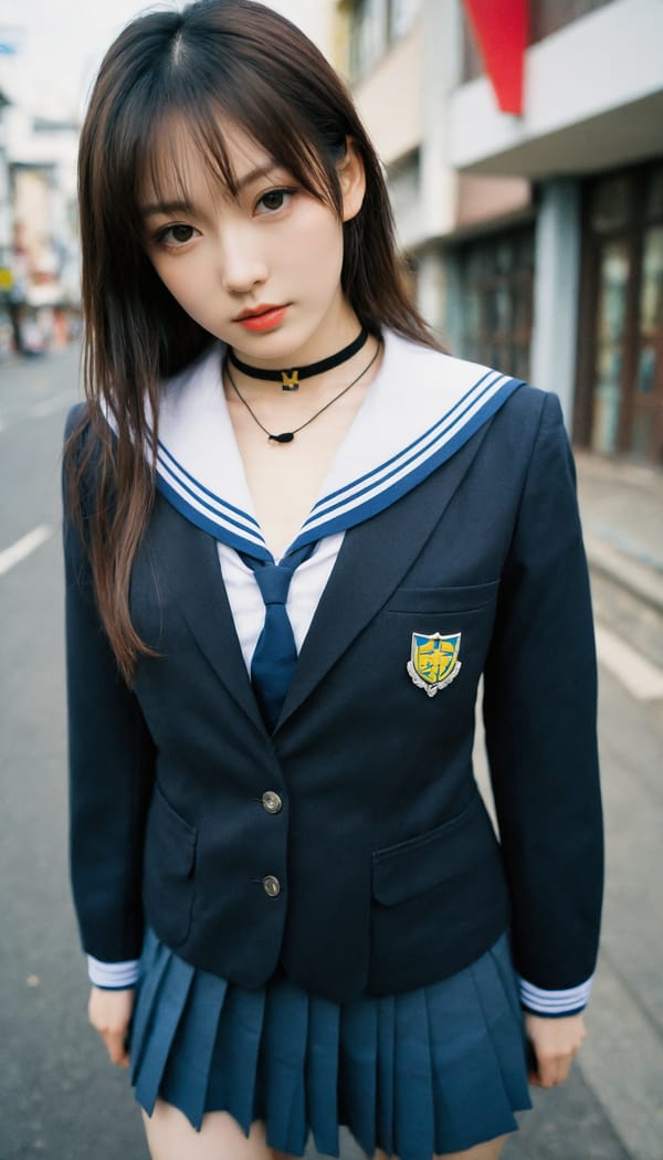 Tags: 21872187, SDXL
{"3": {"inputs": {"seed": 856924166643432, "steps": 64, "cfg": 5.78, "sampler_name": "dpmpp_2m", "scheduler": "karras", "denoise": 1.0, "model": ["27", 0], "positive": ["6", 0], "negative": ["7", 0], "latent_image": ["5", 0]}, "class_type": "KSampler"}, "4": {"inputs": {"ckpt_name": "helloworldxl.safetensors"}, "class_type": "CheckpointLoaderSimple"}, "5": {"inputs": {"width": 768, "height": 1344, "batch_size": 1}, "class_type": "EmptyLatentImage"}, "6": {"inputs": {"text": "27 year old girl, (japanese:1.11), (ukrainian:1.07), (russian:1.04), (cute:0.96), (slim:1.02), (blush:0.96), (sexy lips:1.01), (detailed face:1.13), (seductive facial expression:1.02), (double eyelids:1.08), (pale skin:1.12), (eyelashes:0.95), (idol:1.03), (beautiful eyes:1.01), (temptress:1.06), (in a seductive pose:1.02), (large perky breasts:1.03), (cleavage:0.96), (thigh gap:1.01), (school uniform:1.10), choker, busy street, (candid cinema:1.08), (skin fuzz:1.05), (soft lighting:1.07), (portra:1.09), (RAW:1.04), (detailed skin:1.02), (textured skin:1.01), (natural looking skin:1.06), (film:1.06)", "clip": ["27", 1]}, "class_type": "CLIPTextEncode"}, "7": {"inputs": {"text": "(bad hands:1.09), (twisted:1.09), (distorted:1.14), (watermark:1.07), (open mouth:1.08), (worst quality:1.10), (low resolution:1.14)", "clip": ["27", 1]}, "class_type": "CLIPTextEncode"}, "8": {"inputs": {"samples": ["3", 0], "vae": ["4", 2]}, "class_type": "VAEDecode"}, "25": {"inputs": {"lora_name": "nudify_xl.safetensors", "strength_model": 0.14, "strength_clip": 0.07, "model": ["4", 0], "clip": ["4", 1]}, "class_type": "LoraLoader"}, "26": {"inputs": {"lora_name": "shirtlift_SDXL_v2.safetensors", "strength_model": 0.0, "strength_clip": 0.18, "model": ["25", 0], "clip": ["25", 1]}, "class_type": "LoraLoader"}, "27": {"inputs": {"lora_name": "PerfectEyesXL.safetensors", "strength_model": 0.09, "strength_clip": 0.1, "model": ["26", 0], "clip": ["26", 1]}, "class_type": "LoraLoader"}, "30": {"inputs": {"model_name": "4x_NMKD-Superscale-SP_178000_G.pth"}, "class_type": "UpscaleModelLoader"}, "31": {"inputs": {"upscale_model": ["30", 0], "image": ["8", 0]}, "class_type": "ImageUpscaleWithModel"}, "32": {"inputs": {"upscale_method": "lanczos", "scale_by": 0.5, "image": ["31", 0]}, "class_type": "ImageScaleBy"}, "33": {"inputs": {"pixels": ["32", 0], "vae": ["4", 2]}, "class_type": "VAEEncode"}, "34": {"inputs": {"seed": 856924166643432, "steps": 64, "cfg": 5.78, "sampler_name": "dpmpp_2m", "scheduler": "karras", "denoise": 0.3, "model": ["27", 0], "positive": ["6", 0], "negative": ["7", 0], "latent_image": ["33", 0]}, "class_type": "KSampler"}, "36": {"inputs": {"samples": ["34", 0], "vae": ["4", 2]}, "class_type": "VAEDecode"}, "39": {"inputs": {"filename_prefix": "comfyapi-1727062679596", "images": ["36", 0]}, "class_type": "SaveImage"}}