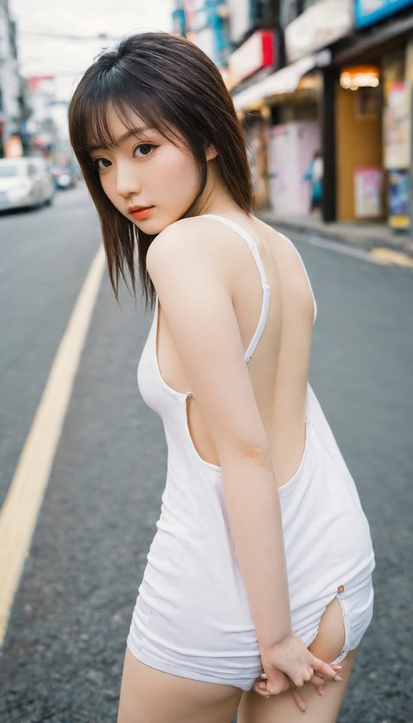 Tags: 21872187, SDXL
{"3": {"inputs": {"seed": 756946250771473, "steps": 32, "cfg": 5.08, "sampler_name": "dpmpp_2m", "scheduler": "karras", "denoise": 1.0, "model": ["27", 0], "positive": ["6", 0], "negative": ["7", 0], "latent_image": ["5", 0]}, "class_type": "KSampler"}, "4": {"inputs": {"ckpt_name": "helloworldxl.safetensors"}, "class_type": "CheckpointLoaderSimple"}, "5": {"inputs": {"width": 768, "height": 1344, "batch_size": 1}, "class_type": "EmptyLatentImage"}, "6": {"inputs": {"text": "21 year old girl, (japanese:1.13), (blush:1.01), (temptress:1.04), (beautiful eyes:0.97), (eyelashes:1.08), (detailed face:1.04), (seductive facial expression:0.97), (seductive pose:1.08), (slim:1.09), (pale skin:1.12), (sexy lips:1.10), (idol:0.97), (double eyelids:1.11), (cute:1.11), (perky ass:0.95), (exposed ass:1.10), (looking back:1.03), (sexy ass:0.98), (thigh gap:1.00), (white tanktop:1.09), busy street, (textured skin:1.03), (soft lighting:1.08), (RAW:1.05), (film:1.06), (natural looking skin:1.06), (detailed skin:1.04), (portra:1.00), (skin fuzz:1.08), (candid cinema:1.08)", "clip": ["27", 1]}, "class_type": "CLIPTextEncode"}, "7": {"inputs": {"text": "(worst quality:1.05), (distorted:1.06), (bad hands:1.12), (watermark:1.13), (twisted:1.09), (low resolution:1.09), (open mouth:1.14)", "clip": ["27", 1]}, "class_type": "CLIPTextEncode"}, "8": {"inputs": {"samples": ["3", 0], "vae": ["4", 2]}, "class_type": "VAEDecode"}, "25": {"inputs": {"lora_name": "nudify_xl.safetensors", "strength_model": 0.35, "strength_clip": 0.12, "model": ["4", 0], "clip": ["4", 1]}, "class_type": "LoraLoader"}, "26": {"inputs": {"lora_name": "shirtlift_SDXL_v2.safetensors", "strength_model": 0.01, "strength_clip": 0.19, "model": ["25", 0], "clip": ["25", 1]}, "class_type": "LoraLoader"}, "27": {"inputs": {"lora_name": "PerfectEyesXL.safetensors", "strength_model": 0.18, "strength_clip": 0.05, "model": ["26", 0], "clip": ["26", 1]}, "class_type": "LoraLoader"}, "30": {"inputs": {"model_name": "4x_NMKD-Superscale-SP_178000_G.pth"}, "class_type": "UpscaleModelLoader"}, "31": {"inputs": {"upscale_model": ["30", 0], "image": ["8", 0]}, "class_type": "ImageUpscaleWithModel"}, "32": {"inputs": {"upscale_method": "lanczos", "scale_by": 0.5, "image": ["31", 0]}, "class_type": "ImageScaleBy"}, "33": {"inputs": {"pixels": ["32", 0], "vae": ["4", 2]}, "class_type": "VAEEncode"}, "34": {"inputs": {"seed": 756946250771473, "steps": 32, "cfg": 5.08, "sampler_name": "dpmpp_2m", "scheduler": "karras", "denoise": 0.3, "model": ["27", 0], "positive": ["6", 0], "negative": ["7", 0], "latent_image": ["33", 0]}, "class_type": "KSampler"}, "36": {"inputs": {"samples": ["34", 0], "vae": ["4", 2]}, "class_type": "VAEDecode"}, "39": {"inputs": {"filename_prefix": "comfyapi-1714628540699", "images": ["36", 0]}, "class_type": "SaveImage"}}