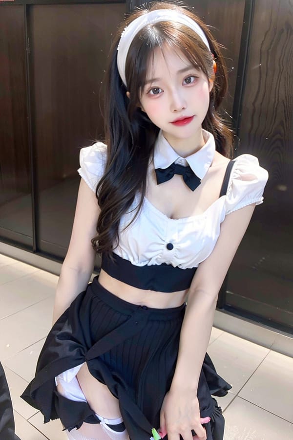 Tags: 21872187
<lora:mix4:0.57>, <lora:JapaneseDollLikeness_v15:0.71>, <lora:koreanDollLikeness:0.61>, (ukrainian:1.05), maid cafe, stockings, (maid costume:0.94), choker, bowtie, headband, (pleated skirt:1.19), <lora:Mooning:0.43>, <lora:Addams:0.31>, ass, from behind, clothes pull, looking back, pants pull, anus, pussy, undressing, extremely detailed eyes, extremely detailed face, cute, (photorealistic:1.13), sexy lips, seductive smile, double eyelids, eyelashes, pale skin, perky breasts, textured skin, best quality, (thigh gap:1.15), delicate and beautiful girl, 1girl, (dramatic:1.12)
Negative prompt: fat, (worst quality:2.15)
Steps: 32, Sampler: DPM++ 2M Karras, CFG scale: 5.41, Seed: 589346262, Size: 512x768, Model hash: fc2511737a, Model: chilloutmix_NiPrunedFp32Fix, Seed resize from: -1x-1, Denoising strength: 0.4, Version: v1.2.1, Hires upscale: 2.0, Hires steps: 16, Hires upscaler: ESRGAN_4x