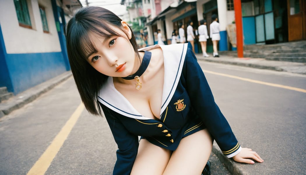 Tags: 21872187, SDXL
{"3": {"inputs": {"seed": 332485787659149, "steps": 64, "cfg": 7.55, "sampler_name": "dpmpp_2m", "scheduler": "karras", "denoise": 1.0, "model": ["27", 0], "positive": ["6", 0], "negative": ["7", 0], "latent_image": ["5", 0]}, "class_type": "KSampler"}, "4": {"inputs": {"ckpt_name": "helloworldxl.safetensors"}, "class_type": "CheckpointLoaderSimple"}, "5": {"inputs": {"width": 1344, "height": 768, "batch_size": 1}, "class_type": "EmptyLatentImage"}, "6": {"inputs": {"text": "24 year old girl, (chinese:0.96), (sexy lips:1.01), (slim:1.07), (temptress:1.07), (double eyelids:0.99), (seductive facial expression:1.06), (idol:0.97), (pale skin:1.10), (cute:1.09), (seductive pose:1.12), (detailed face:1.06), (eyelashes:1.09), (blush:1.06), (beautiful eyes:0.97), (in a seductive pose:1.11), (large perky breasts:1.03), (cleavage:1.01), (thigh gap:1.14), (school uniform:1.03), choker, busy street, (portra:1.09), (soft lighting:1.00), (RAW:1.06), (textured skin:1.05), (skin fuzz:1.03), (candid cinema:1.01), (film:1.02), (detailed skin:1.07), (natural looking skin:1.04)", "clip": ["27", 1]}, "class_type": "CLIPTextEncode"}, "7": {"inputs": {"text": "(low resolution:1.10), (twisted:1.08), (bad hands:1.10), (open mouth:1.10), (watermark:1.05), (distorted:1.12), (worst quality:1.13)", "clip": ["27", 1]}, "class_type": "CLIPTextEncode"}, "8": {"inputs": {"samples": ["3", 0], "vae": ["4", 2]}, "class_type": "VAEDecode"}, "25": {"inputs": {"lora_name": "nudify_xl.safetensors", "strength_model": 0.12, "strength_clip": 0.18, "model": ["4", 0], "clip": ["4", 1]}, "class_type": "LoraLoader"}, "26": {"inputs": {"lora_name": "shirtlift_SDXL_v2.safetensors", "strength_model": 0.14, "strength_clip": 0.06, "model": ["25", 0], "clip": ["25", 1]}, "class_type": "LoraLoader"}, "27": {"inputs": {"lora_name": "PerfectEyesXL.safetensors", "strength_model": 0.0, "strength_clip": 0.18, "model": ["26", 0], "clip": ["26", 1]}, "class_type": "LoraLoader"}, "30": {"inputs": {"model_name": "4x_NMKD-Superscale-SP_178000_G.pth"}, "class_type": "UpscaleModelLoader"}, "31": {"inputs": {"upscale_model": ["30", 0], "image": ["8", 0]}, "class_type": "ImageUpscaleWithModel"}, "32": {"inputs": {"upscale_method": "lanczos", "scale_by": 0.5, "image": ["31", 0]}, "class_type": "ImageScaleBy"}, "33": {"inputs": {"pixels": ["32", 0], "vae": ["4", 2]}, "class_type": "VAEEncode"}, "34": {"inputs": {"seed": 332485787659149, "steps": 64, "cfg": 7.55, "sampler_name": "dpmpp_2m", "scheduler": "karras", "denoise": 0.3, "model": ["27", 0], "positive": ["6", 0], "negative": ["7", 0], "latent_image": ["33", 0]}, "class_type": "KSampler"}, "36": {"inputs": {"samples": ["34", 0], "vae": ["4", 2]}, "class_type": "VAEDecode"}, "39": {"inputs": {"filename_prefix": "comfyapi-1724536607500", "images": ["36", 0]}, "class_type": "SaveImage"}}