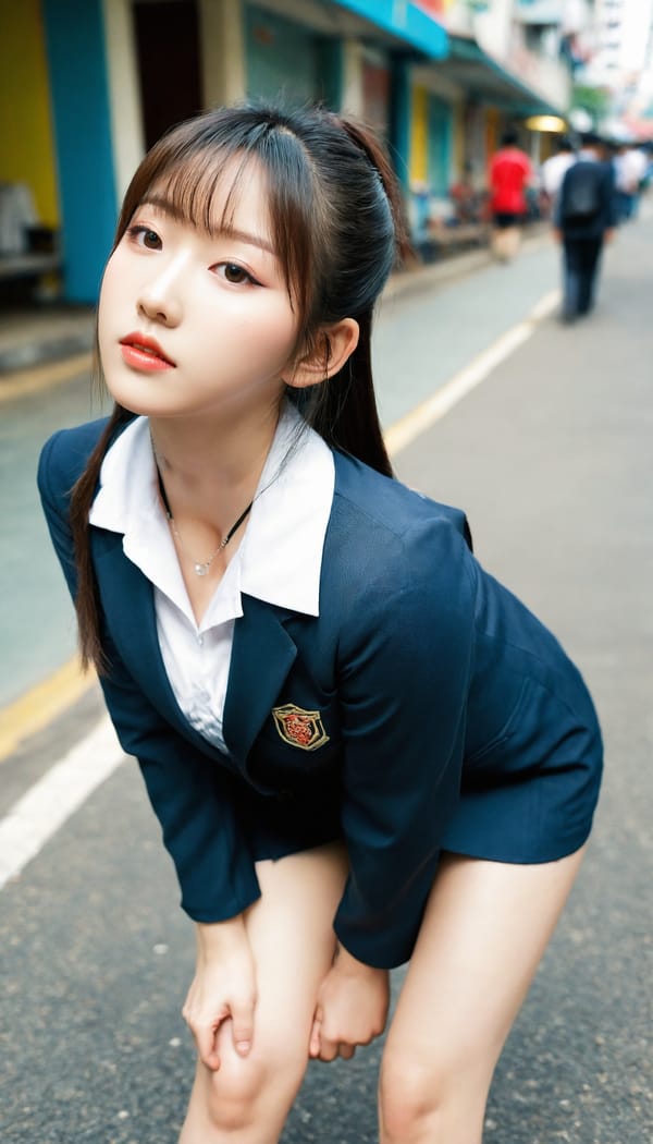 Tags: 21872187, SDXL
{"3": {"inputs": {"seed": 576767765800843, "steps": 64, "cfg": 5.94, "sampler_name": "dpmpp_2m", "scheduler": "karras", "denoise": 1.0, "model": ["27", 0], "positive": ["6", 0], "negative": ["7", 0], "latent_image": ["5", 0]}, "class_type": "KSampler"}, "4": {"inputs": {"ckpt_name": "leosamsHelloworldSDXL_helloworldSDXL32DPO.safetensors"}, "class_type": "CheckpointLoaderSimple"}, "5": {"inputs": {"width": 768, "height": 1344, "batch_size": 1}, "class_type": "EmptyLatentImage"}, "6": {"inputs": {"text": "22 year old girl, (taiwanese:1.02), (chinese:1.05), (blush:1.08), (seductive pose:0.99), (idol:1.07), (pale skin:0.96), (beautiful eyes:1.03), (seductive facial expression:0.95), (detailed face:0.99), (double eyelids:1.10), (temptress:1.11), (eyelashes:1.00), (cute:1.05), (sexy lips:1.06), (on all fours:1.04), (spreading ass cheeks:1.02), (from behind:1.14), (backboob:1.04), (school uniform:0.97), choker, busy street, (film:1.04), (soft lighting:1.04), (candid cinema:1.00), (detailed skin:1.00), (portra:1.01), (skin fuzz:1.06), (RAW:1.05), (natural looking skin:1.00), (textured skin:1.05)", "clip": ["27", 1]}, "class_type": "CLIPTextEncode"}, "7": {"inputs": {"text": "(low resolution:1.09), (worst quality:1.14), (open mouth:1.13), (bad hands:1.08), (distorted:1.09), (watermark:1.07), (twisted:1.08)", "clip": ["27", 1]}, "class_type": "CLIPTextEncode"}, "8": {"inputs": {"samples": ["3", 0], "vae": ["4", 2]}, "class_type": "VAEDecode"}, "25": {"inputs": {"lora_name": "nudify_xl.safetensors", "strength_model": 0.04, "strength_clip": 0.26, "model": ["4", 0], "clip": ["4", 1]}, "class_type": "LoraLoader"}, "26": {"inputs": {"lora_name": "shirtlift_SDXL_v2.safetensors", "strength_model": 0.01, "strength_clip": 0.07, "model": ["25", 0], "clip": ["25", 1]}, "class_type": "LoraLoader"}, "27": {"inputs": {"lora_name": "PerfectEyesXL.safetensors", "strength_model": 0.05, "strength_clip": 0.06, "model": ["26", 0], "clip": ["26", 1]}, "class_type": "LoraLoader"}, "30": {"inputs": {"model_name": "4x_NMKD-Superscale-SP_178000_G.pth"}, "class_type": "UpscaleModelLoader"}, "31": {"inputs": {"upscale_model": ["30", 0], "image": ["8", 0]}, "class_type": "ImageUpscaleWithModel"}, "32": {"inputs": {"upscale_method": "lanczos", "scale_by": 0.5, "image": ["31", 0]}, "class_type": "ImageScaleBy"}, "33": {"inputs": {"pixels": ["32", 0], "vae": ["4", 2]}, "class_type": "VAEEncode"}, "34": {"inputs": {"seed": 576767765800843, "steps": 64, "cfg": 5.94, "sampler_name": "dpmpp_2m", "scheduler": "karras", "denoise": 0.3, "model": ["27", 0], "positive": ["6", 0], "negative": ["7", 0], "latent_image": ["33", 0]}, "class_type": "KSampler"}, "36": {"inputs": {"samples": ["34", 0], "vae": ["4", 2]}, "class_type": "VAEDecode"}, "39": {"inputs": {"filename_prefix": "comfyapi-1708116960046", "images": ["36", 0]}, "class_type": "SaveImage"}}