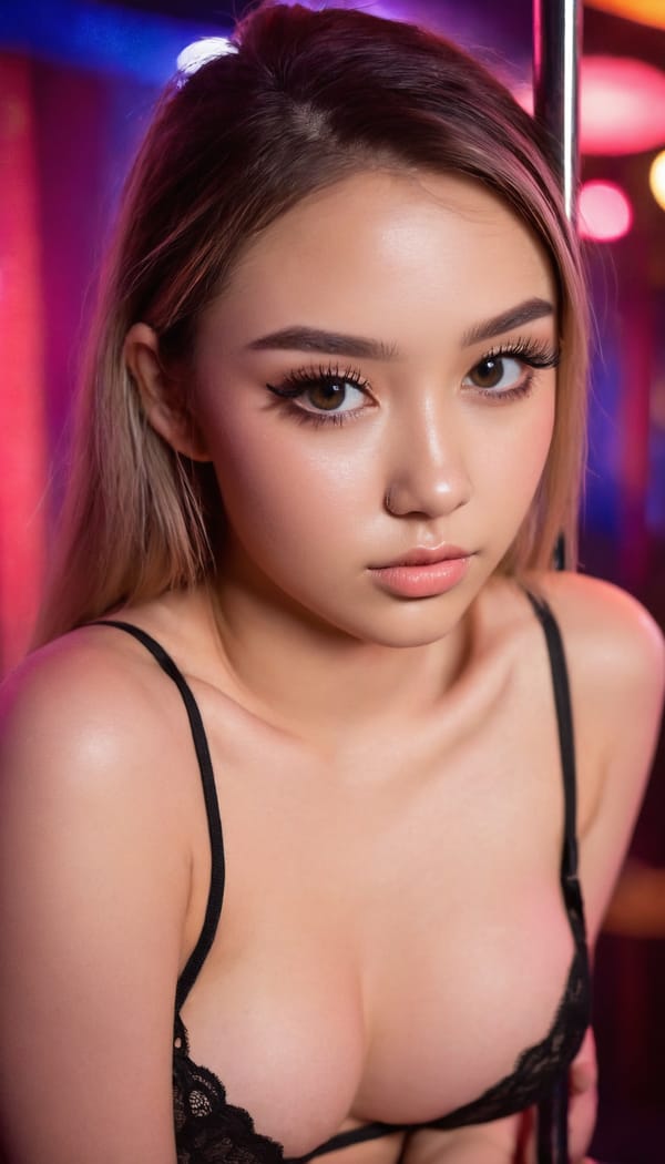 Tags: 21872187, SDXL
{"3": {"inputs": {"seed": 890722066000170, "steps": 32, "cfg": 5.27, "sampler_name": "dpmpp_2m", "scheduler": "karras", "denoise": 1.0, "model": ["27", 0], "positive": ["6", 0], "negative": ["7", 0], "latent_image": ["5", 0]}, "class_type": "KSampler"}, "4": {"inputs": {"ckpt_name": "juggernautxl.safetensors"}, "class_type": "CheckpointLoaderSimple"}, "5": {"inputs": {"width": 768, "height": 1344, "batch_size": 1}, "class_type": "EmptyLatentImage"}, "6": {"inputs": {"text": "21 year old girl, (blush:1.05), (beautiful eyes:1.13), (slim:1.06), (detailed face:0.97), (eyelashes:1.00), (seductive facial expression:0.98), (double eyelids:1.06), (temptress:0.98), (cute:0.96), (sexy lips:1.06), (seductive pose:1.14), (on all fours:1.14), (spreading ass cheeks:1.06), (from behind:1.04), (backboob:1.01), (a pole dancer:1.08) at a night club, (film:1.06), (RAW:1.02), (detailed skin:1.08), (skin fuzz:1.01), (candid cinema:1.08), (portra:1.02), (natural looking skin:1.04), (textured skin:1.03), (soft lighting:1.08)", "clip": ["27", 1]}, "class_type": "CLIPTextEncode"}, "7": {"inputs": {"text": "(low resolution:1.09), (distorted:1.05), (watermark:1.11), (twisted:1.11), (worst quality:1.13), (open mouth:1.11), (bad hands:1.11)", "clip": ["27", 1]}, "class_type": "CLIPTextEncode"}, "8": {"inputs": {"samples": ["3", 0], "vae": ["4", 2]}, "class_type": "VAEDecode"}, "25": {"inputs": {"lora_name": "nudify_xl.safetensors", "strength_model": 0.33, "strength_clip": 0.09, "model": ["4", 0], "clip": ["4", 1]}, "class_type": "LoraLoader"}, "26": {"inputs": {"lora_name": "shirtlift_SDXL_v2.safetensors", "strength_model": 0.14, "strength_clip": 0.0, "model": ["25", 0], "clip": ["25", 1]}, "class_type": "LoraLoader"}, "27": {"inputs": {"lora_name": "PerfectEyesXL.safetensors", "strength_model": 0.19, "strength_clip": 0.12, "model": ["26", 0], "clip": ["26", 1]}, "class_type": "LoraLoader"}, "30": {"inputs": {"model_name": "4x_NMKD-Superscale-SP_178000_G.pth"}, "class_type": "UpscaleModelLoader"}, "31": {"inputs": {"upscale_model": ["30", 0], "image": ["8", 0]}, "class_type": "ImageUpscaleWithModel"}, "32": {"inputs": {"upscale_method": "lanczos", "scale_by": 0.5, "image": ["31", 0]}, "class_type": "ImageScaleBy"}, "33": {"inputs": {"pixels": ["32", 0], "vae": ["4", 2]}, "class_type": "VAEEncode"}, "34": {"inputs": {"seed": 890722066000170, "steps": 32, "cfg": 5.27, "sampler_name": "dpmpp_2m", "scheduler": "karras", "denoise": 0.3, "model": ["27", 0], "positive": ["6", 0], "negative": ["7", 0], "latent_image": ["33", 0]}, "class_type": "KSampler"}, "36": {"inputs": {"samples": ["34", 0], "vae": ["4", 2]}, "class_type": "VAEDecode"}, "39": {"inputs": {"filename_prefix": "comfyapi-1732252350276", "images": ["36", 0]}, "class_type": "SaveImage"}}