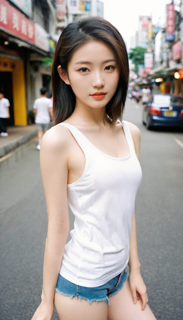 Tags: 21872187, SDXL
{"3": {"inputs": {"seed": 171293257391972, "steps": 64, "cfg": 7.27, "sampler_name": "dpmpp_2m", "scheduler": "karras", "denoise": 1.0, "model": ["27", 0], "positive": ["6", 0], "negative": ["7", 0], "latent_image": ["5", 0]}, "class_type": "KSampler"}, "4": {"inputs": {"ckpt_name": "leosamsHelloworldSDXL_helloworldSDXL32DPO.safetensors"}, "class_type": "CheckpointLoaderSimple"}, "5": {"inputs": {"width": 768, "height": 1344, "batch_size": 1}, "class_type": "EmptyLatentImage"}, "6": {"inputs": {"text": "20 year old girl, (taiwanese:1.05), (irish:0.98), (sexy lips:0.96), (beautiful eyes:0.96), (detailed face:1.13), (temptress:0.98), (pale skin:0.98), (double eyelids:1.05), (slim:0.99), (seductive facial expression:1.07), (seductive pose:1.00), (cute:1.12), (idol:1.02), (blush:0.97), (eyelashes:1.04), (perky ass:1.07), (exposed ass:1.04), (looking back:1.07), (sexy ass:0.98), (thigh gap:1.11), (white tanktop:1.12), busy street, (natural looking skin:1.06), (RAW:1.09), (candid cinema:1.00), (soft lighting:1.05), (textured skin:1.00), (detailed skin:1.09), (portra:1.05), (skin fuzz:1.09), (film:1.08)", "clip": ["27", 1]}, "class_type": "CLIPTextEncode"}, "7": {"inputs": {"text": "(open mouth:1.08), (watermark:1.09), (distorted:1.12), (worst quality:1.11), (twisted:1.12), (bad hands:1.13), (low resolution:1.11)", "clip": ["27", 1]}, "class_type": "CLIPTextEncode"}, "8": {"inputs": {"samples": ["3", 0], "vae": ["4", 2]}, "class_type": "VAEDecode"}, "25": {"inputs": {"lora_name": "nudify_xl.safetensors", "strength_model": 0.31, "strength_clip": 0.23, "model": ["4", 0], "clip": ["4", 1]}, "class_type": "LoraLoader"}, "26": {"inputs": {"lora_name": "shirtlift_SDXL_v2.safetensors", "strength_model": 0.09, "strength_clip": 0.13, "model": ["25", 0], "clip": ["25", 1]}, "class_type": "LoraLoader"}, "27": {"inputs": {"lora_name": "PerfectEyesXL.safetensors", "strength_model": 0.13, "strength_clip": 0.03, "model": ["26", 0], "clip": ["26", 1]}, "class_type": "LoraLoader"}, "30": {"inputs": {"model_name": "4x_NMKD-Superscale-SP_178000_G.pth"}, "class_type": "UpscaleModelLoader"}, "31": {"inputs": {"upscale_model": ["30", 0], "image": ["8", 0]}, "class_type": "ImageUpscaleWithModel"}, "32": {"inputs": {"upscale_method": "lanczos", "scale_by": 0.5, "image": ["31", 0]}, "class_type": "ImageScaleBy"}, "33": {"inputs": {"pixels": ["32", 0], "vae": ["4", 2]}, "class_type": "VAEEncode"}, "34": {"inputs": {"seed": 171293257391972, "steps": 64, "cfg": 7.27, "sampler_name": "dpmpp_2m", "scheduler": "karras", "denoise": 0.3, "model": ["27", 0], "positive": ["6", 0], "negative": ["7", 0], "latent_image": ["33", 0]}, "class_type": "KSampler"}, "36": {"inputs": {"samples": ["34", 0], "vae": ["4", 2]}, "class_type": "VAEDecode"}, "39": {"inputs": {"filename_prefix": "comfyapi-1707299250388", "images": ["36", 0]}, "class_type": "SaveImage"}}