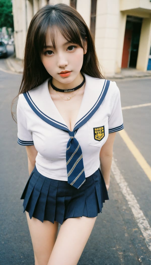 Tags: 21872187, SDXL
{"3": {"inputs": {"seed": 967648745315230, "steps": 64, "cfg": 5.18, "sampler_name": "dpmpp_2m", "scheduler": "karras", "denoise": 1.0, "model": ["27", 0], "positive": ["6", 0], "negative": ["7", 0], "latent_image": ["5", 0]}, "class_type": "KSampler"}, "4": {"inputs": {"ckpt_name": "helloworldxl.safetensors"}, "class_type": "CheckpointLoaderSimple"}, "5": {"inputs": {"width": 768, "height": 1344, "batch_size": 1}, "class_type": "EmptyLatentImage"}, "6": {"inputs": {"text": "20 year old girl, (sexy lips:1.03), (blush:1.00), (seductive facial expression:1.06), (double eyelids:0.95), (eyelashes:1.04), (slim:0.95), (cute:1.11), (seductive pose:0.97), (detailed face:1.12), (pale skin:1.00), (idol:1.03), (beautiful eyes:0.96), (temptress:1.13), (in a seductive pose:1.04), (large perky breasts:1.14), (cleavage:1.07), (thigh gap:0.95), (school uniform:1.14), choker, busy street, (film:1.09), (portra:1.03), (candid cinema:1.09), (skin fuzz:1.02), (RAW:1.05), (textured skin:1.04), (soft lighting:1.06), (detailed skin:1.01), (natural looking skin:1.07)", "clip": ["27", 1]}, "class_type": "CLIPTextEncode"}, "7": {"inputs": {"text": "(open mouth:1.13), (watermark:1.07), (worst quality:1.14), (twisted:1.07), (distorted:1.07), (low resolution:1.07), (bad hands:1.05)", "clip": ["27", 1]}, "class_type": "CLIPTextEncode"}, "8": {"inputs": {"samples": ["3", 0], "vae": ["4", 2]}, "class_type": "VAEDecode"}, "25": {"inputs": {"lora_name": "nudify_xl.safetensors", "strength_model": 0.09, "strength_clip": 0.32, "model": ["4", 0], "clip": ["4", 1]}, "class_type": "LoraLoader"}, "26": {"inputs": {"lora_name": "shirtlift_SDXL_v2.safetensors", "strength_model": 0.17, "strength_clip": 0.08, "model": ["25", 0], "clip": ["25", 1]}, "class_type": "LoraLoader"}, "27": {"inputs": {"lora_name": "PerfectEyesXL.safetensors", "strength_model": 0.11, "strength_clip": 0.1, "model": ["26", 0], "clip": ["26", 1]}, "class_type": "LoraLoader"}, "30": {"inputs": {"model_name": "4x_NMKD-Superscale-SP_178000_G.pth"}, "class_type": "UpscaleModelLoader"}, "31": {"inputs": {"upscale_model": ["30", 0], "image": ["8", 0]}, "class_type": "ImageUpscaleWithModel"}, "32": {"inputs": {"upscale_method": "lanczos", "scale_by": 0.5, "image": ["31", 0]}, "class_type": "ImageScaleBy"}, "33": {"inputs": {"pixels": ["32", 0], "vae": ["4", 2]}, "class_type": "VAEEncode"}, "34": {"inputs": {"seed": 967648745315230, "steps": 64, "cfg": 5.18, "sampler_name": "dpmpp_2m", "scheduler": "karras", "denoise": 0.3, "model": ["27", 0], "positive": ["6", 0], "negative": ["7", 0], "latent_image": ["33", 0]}, "class_type": "KSampler"}, "36": {"inputs": {"samples": ["34", 0], "vae": ["4", 2]}, "class_type": "VAEDecode"}, "39": {"inputs": {"filename_prefix": "comfyapi-1725339381993", "images": ["36", 0]}, "class_type": "SaveImage"}}