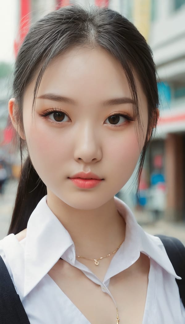 Tags: 21872187, SDXL
{"3": {"inputs": {"seed": 431319212840591, "steps": 64, "cfg": 5.22, "sampler_name": "dpmpp_2m", "scheduler": "karras", "denoise": 1.0, "model": ["27", 0], "positive": ["6", 0], "negative": ["7", 0], "latent_image": ["5", 0]}, "class_type": "KSampler"}, "4": {"inputs": {"ckpt_name": "juggernautxl.safetensors"}, "class_type": "CheckpointLoaderSimple"}, "5": {"inputs": {"width": 768, "height": 1344, "batch_size": 1}, "class_type": "EmptyLatentImage"}, "6": {"inputs": {"text": "18 year old girl, (chinese:1.05), (russian:1.09), (pale skin:0.97), (temptress:0.97), (detailed face:1.09), (seductive facial expression:1.03), (cute:1.05), (double eyelids:1.10), (eyelashes:0.96), (blush:1.10), (idol:0.98), (sexy lips:0.97), (beautiful eyes:0.96), (slim:1.02), (seductive pose:1.14), (in a seductive pose:1.14), (large perky breasts:1.09), (cleavage:1.05), (thigh gap:1.06), (school uniform:1.07), choker, busy street, (candid cinema:1.07), (film:1.01), (portra:1.09), (RAW:1.03), (detailed skin:1.05), (natural looking skin:1.09), (textured skin:1.05), (skin fuzz:1.03)", "clip": ["27", 1]}, "class_type": "CLIPTextEncode"}, "7": {"inputs": {"text": "(twisted:1.09), (distorted:1.06), (open mouth:1.08), (low resolution:1.14), (watermark:1.07), (worst quality:1.09), (bad hands:1.09)", "clip": ["27", 1]}, "class_type": "CLIPTextEncode"}, "8": {"inputs": {"samples": ["3", 0], "vae": ["4", 2]}, "class_type": "VAEDecode"}, "25": {"inputs": {"lora_name": "nudify_xl.safetensors", "strength_model": 0.01, "strength_clip": 0.31, "model": ["4", 0], "clip": ["4", 1]}, "class_type": "LoraLoader"}, "26": {"inputs": {"lora_name": "shirtlift_SDXL_v2.safetensors", "strength_model": 0.07, "strength_clip": 0.02, "model": ["25", 0], "clip": ["25", 1]}, "class_type": "LoraLoader"}, "27": {"inputs": {"lora_name": "PerfectEyesXL.safetensors", "strength_model": 0.17, "strength_clip": 0.14, "model": ["26", 0], "clip": ["26", 1]}, "class_type": "LoraLoader"}, "30": {"inputs": {"model_name": "4x_NMKD-Superscale-SP_178000_G.pth"}, "class_type": "UpscaleModelLoader"}, "31": {"inputs": {"upscale_model": ["30", 0], "image": ["8", 0]}, "class_type": "ImageUpscaleWithModel"}, "32": {"inputs": {"upscale_method": "lanczos", "scale_by": 0.5, "image": ["31", 0]}, "class_type": "ImageScaleBy"}, "33": {"inputs": {"pixels": ["32", 0], "vae": ["4", 2]}, "class_type": "VAEEncode"}, "34": {"inputs": {"seed": 431319212840591, "steps": 64, "cfg": 5.22, "sampler_name": "dpmpp_2m", "scheduler": "karras", "denoise": 0.3, "model": ["27", 0], "positive": ["6", 0], "negative": ["7", 0], "latent_image": ["33", 0]}, "class_type": "KSampler"}, "36": {"inputs": {"samples": ["34", 0], "vae": ["4", 2]}, "class_type": "VAEDecode"}, "39": {"inputs": {"filename_prefix": "comfyapi-1735733182487", "images": ["36", 0]}, "class_type": "SaveImage"}}