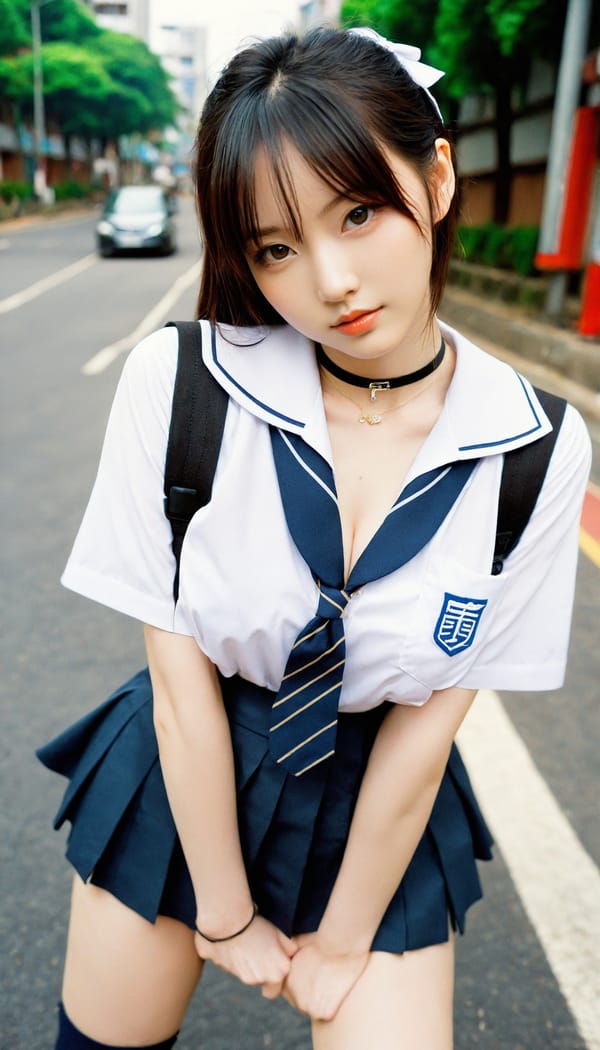 Tags: 21872187, SDXL
{"3": {"inputs": {"seed": 608872035275864, "steps": 64, "cfg": 7.97, "sampler_name": "dpmpp_2m", "scheduler": "karras", "denoise": 1.0, "model": ["27", 0], "positive": ["6", 0], "negative": ["7", 0], "latent_image": ["5", 0]}, "class_type": "KSampler"}, "4": {"inputs": {"ckpt_name": "helloworldxl.safetensors"}, "class_type": "CheckpointLoaderSimple"}, "5": {"inputs": {"width": 768, "height": 1344, "batch_size": 1}, "class_type": "EmptyLatentImage"}, "6": {"inputs": {"text": "24 year old girl, (taiwanese:1.07), (chinese:1.01), (japanese:1.08), (idol:1.00), (double eyelids:1.03), (beautiful eyes:1.06), (eyelashes:1.07), (detailed face:0.99), (cute:1.02), (seductive facial expression:1.03), (slim:0.97), (temptress:1.14), (seductive pose:1.01), (pale skin:1.13), (sexy lips:0.95), (in a seductive pose:1.03), (large perky breasts:0.98), (cleavage:1.13), (thigh gap:1.03), (school uniform:1.09), choker, busy street, (natural looking skin:1.04), (portra:1.03), (RAW:1.06), (skin fuzz:1.00), (detailed skin:1.09), (soft lighting:1.03), (textured skin:1.00), (film:1.02), (candid cinema:1.02)", "clip": ["27", 1]}, "class_type": "CLIPTextEncode"}, "7": {"inputs": {"text": "(watermark:1.05), (open mouth:1.08), (worst quality:1.12), (twisted:1.10), (low resolution:1.10), (bad hands:1.14), (distorted:1.08)", "clip": ["27", 1]}, "class_type": "CLIPTextEncode"}, "8": {"inputs": {"samples": ["3", 0], "vae": ["4", 2]}, "class_type": "VAEDecode"}, "25": {"inputs": {"lora_name": "nudify_xl.safetensors", "strength_model": 0.03, "strength_clip": 0.09, "model": ["4", 0], "clip": ["4", 1]}, "class_type": "LoraLoader"}, "26": {"inputs": {"lora_name": "shirtlift_SDXL_v2.safetensors", "strength_model": 0.13, "strength_clip": 0.01, "model": ["25", 0], "clip": ["25", 1]}, "class_type": "LoraLoader"}, "27": {"inputs": {"lora_name": "PerfectEyesXL.safetensors", "strength_model": 0.03, "strength_clip": 0.04, "model": ["26", 0], "clip": ["26", 1]}, "class_type": "LoraLoader"}, "30": {"inputs": {"model_name": "4x_NMKD-Superscale-SP_178000_G.pth"}, "class_type": "UpscaleModelLoader"}, "31": {"inputs": {"upscale_model": ["30", 0], "image": ["8", 0]}, "class_type": "ImageUpscaleWithModel"}, "32": {"inputs": {"upscale_method": "lanczos", "scale_by": 0.5, "image": ["31", 0]}, "class_type": "ImageScaleBy"}, "33": {"inputs": {"pixels": ["32", 0], "vae": ["4", 2]}, "class_type": "VAEEncode"}, "34": {"inputs": {"seed": 608872035275864, "steps": 64, "cfg": 7.97, "sampler_name": "dpmpp_2m", "scheduler": "karras", "denoise": 0.3, "model": ["27", 0], "positive": ["6", 0], "negative": ["7", 0], "latent_image": ["33", 0]}, "class_type": "KSampler"}, "36": {"inputs": {"samples": ["34", 0], "vae": ["4", 2]}, "class_type": "VAEDecode"}, "39": {"inputs": {"filename_prefix": "comfyapi-1734065226562", "images": ["36", 0]}, "class_type": "SaveImage"}}