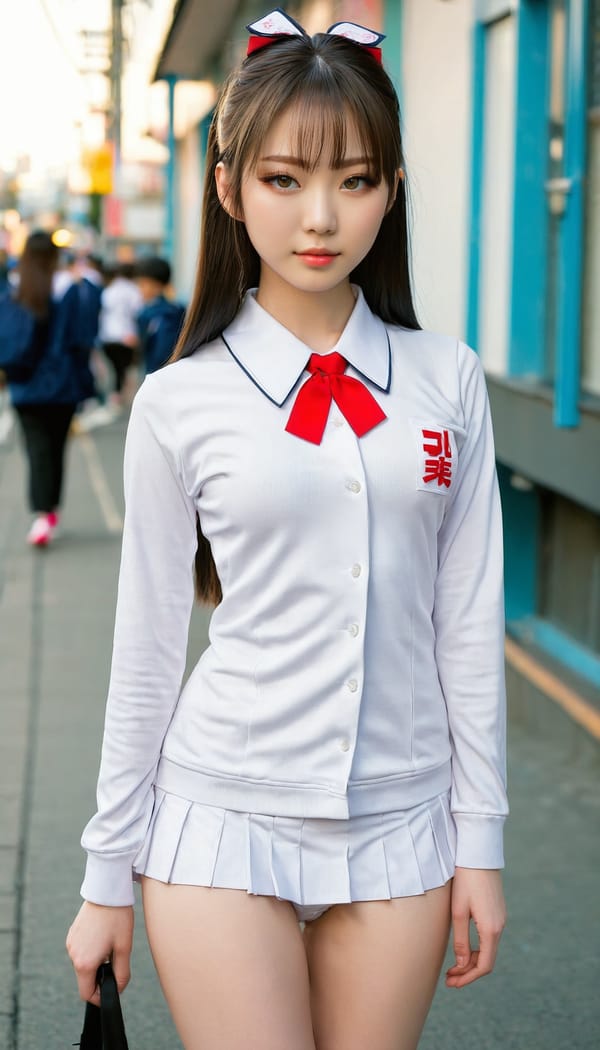 Tags: 21872187, SDXL
{"3": {"inputs": {"seed": 616667534518915, "steps": 64, "cfg": 7.97, "sampler_name": "dpmpp_2m", "scheduler": "karras", "denoise": 1.0, "model": ["27", 0], "positive": ["6", 0], "negative": ["7", 0], "latent_image": ["5", 0]}, "class_type": "KSampler"}, "4": {"inputs": {"ckpt_name": "juggernautxl.safetensors"}, "class_type": "CheckpointLoaderSimple"}, "5": {"inputs": {"width": 768, "height": 1344, "batch_size": 1}, "class_type": "EmptyLatentImage"}, "6": {"inputs": {"text": "19 year old girl, (japanese:1.07), (russian:1.03), (sexy lips:1.03), (double eyelids:1.09), (seductive facial expression:1.03), (pale skin:1.07), (beautiful eyes:1.13), (seductive pose:1.03), (cute:1.05), (blush:1.06), (slim:1.04), (detailed face:0.95), (idol:1.07), (temptress:1.08), (eyelashes:1.03), (perky ass:0.97), (exposed ass:1.14), (looking back:1.06), (sexy ass:1.12), (thigh gap:1.12), (school uniform:1.14), choker, busy street, (detailed skin:1.03), (portra:1.04), (natural looking skin:1.09), (textured skin:1.06), (RAW:1.09), (soft lighting:1.01), (candid cinema:1.00), (skin fuzz:1.07), (film:1.09)", "clip": ["27", 1]}, "class_type": "CLIPTextEncode"}, "7": {"inputs": {"text": "(twisted:1.13), (open mouth:1.14), (bad hands:1.10), (worst quality:1.14), (distorted:1.07), (watermark:1.05), (low resolution:1.09)", "clip": ["27", 1]}, "class_type": "CLIPTextEncode"}, "8": {"inputs": {"samples": ["3", 0], "vae": ["4", 2]}, "class_type": "VAEDecode"}, "25": {"inputs": {"lora_name": "nudify_xl.safetensors", "strength_model": 0.31, "strength_clip": 0.27, "model": ["4", 0], "clip": ["4", 1]}, "class_type": "LoraLoader"}, "26": {"inputs": {"lora_name": "shirtlift_SDXL_v2.safetensors", "strength_model": 0.03, "strength_clip": 0.18, "model": ["25", 0], "clip": ["25", 1]}, "class_type": "LoraLoader"}, "27": {"inputs": {"lora_name": "PerfectEyesXL.safetensors", "strength_model": 0.11, "strength_clip": 0.04, "model": ["26", 0], "clip": ["26", 1]}, "class_type": "LoraLoader"}, "30": {"inputs": {"model_name": "4x_NMKD-Superscale-SP_178000_G.pth"}, "class_type": "UpscaleModelLoader"}, "31": {"inputs": {"upscale_model": ["30", 0], "image": ["8", 0]}, "class_type": "ImageUpscaleWithModel"}, "32": {"inputs": {"upscale_method": "lanczos", "scale_by": 0.5, "image": ["31", 0]}, "class_type": "ImageScaleBy"}, "33": {"inputs": {"pixels": ["32", 0], "vae": ["4", 2]}, "class_type": "VAEEncode"}, "34": {"inputs": {"seed": 616667534518915, "steps": 64, "cfg": 7.97, "sampler_name": "dpmpp_2m", "scheduler": "karras", "denoise": 0.3, "model": ["27", 0], "positive": ["6", 0], "negative": ["7", 0], "latent_image": ["33", 0]}, "class_type": "KSampler"}, "36": {"inputs": {"samples": ["34", 0], "vae": ["4", 2]}, "class_type": "VAEDecode"}, "39": {"inputs": {"filename_prefix": "comfyapi-1724148866588", "images": ["36", 0]}, "class_type": "SaveImage"}}