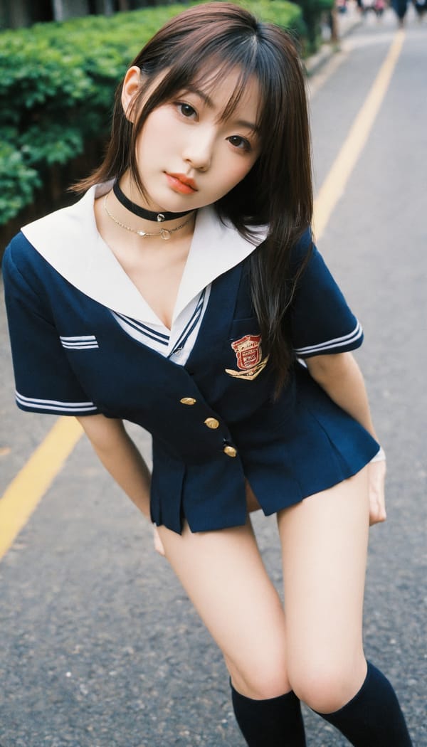 Tags: 21872187, SDXL
{"3": {"inputs": {"seed": 853981503908596, "steps": 64, "cfg": 5.4, "sampler_name": "dpmpp_2m", "scheduler": "karras", "denoise": 1.0, "model": ["27", 0], "positive": ["6", 0], "negative": ["7", 0], "latent_image": ["5", 0]}, "class_type": "KSampler"}, "4": {"inputs": {"ckpt_name": "helloworldxl.safetensors"}, "class_type": "CheckpointLoaderSimple"}, "5": {"inputs": {"width": 768, "height": 1344, "batch_size": 1}, "class_type": "EmptyLatentImage"}, "6": {"inputs": {"text": "20 year old girl, (japanese:1.03), (taiwanese:1.07), (detailed face:1.04), (pale skin:1.03), (cute:0.98), (idol:1.06), (sexy lips:1.06), (beautiful eyes:1.12), (blush:1.01), (double eyelids:0.97), (slim:1.10), (seductive pose:1.06), (seductive facial expression:1.05), (eyelashes:0.96), (in a seductive pose:1.05), (large perky breasts:0.98), (cleavage:0.95), (thigh gap:1.00), (school uniform:1.01), choker, busy street, (RAW:1.02), (candid cinema:1.07), (textured skin:1.05), (film:1.04), (skin fuzz:1.06), (portra:1.09), (natural looking skin:1.04), (detailed skin:1.05), (soft lighting:1.06)", "clip": ["27", 1]}, "class_type": "CLIPTextEncode"}, "7": {"inputs": {"text": "(open mouth:1.11), (twisted:1.09), (distorted:1.10), (low resolution:1.09), (worst quality:1.09), (bad hands:1.14), (watermark:1.14)", "clip": ["27", 1]}, "class_type": "CLIPTextEncode"}, "8": {"inputs": {"samples": ["3", 0], "vae": ["4", 2]}, "class_type": "VAEDecode"}, "25": {"inputs": {"lora_name": "nudify_xl.safetensors", "strength_model": 0.08, "strength_clip": 0.17, "model": ["4", 0], "clip": ["4", 1]}, "class_type": "LoraLoader"}, "26": {"inputs": {"lora_name": "shirtlift_SDXL_v2.safetensors", "strength_model": 0.08, "strength_clip": 0.1, "model": ["25", 0], "clip": ["25", 1]}, "class_type": "LoraLoader"}, "27": {"inputs": {"lora_name": "PerfectEyesXL.safetensors", "strength_model": 0.09, "strength_clip": 0.12, "model": ["26", 0], "clip": ["26", 1]}, "class_type": "LoraLoader"}, "30": {"inputs": {"model_name": "4x_NMKD-Superscale-SP_178000_G.pth"}, "class_type": "UpscaleModelLoader"}, "31": {"inputs": {"upscale_model": ["30", 0], "image": ["8", 0]}, "class_type": "ImageUpscaleWithModel"}, "32": {"inputs": {"upscale_method": "lanczos", "scale_by": 0.5, "image": ["31", 0]}, "class_type": "ImageScaleBy"}, "33": {"inputs": {"pixels": ["32", 0], "vae": ["4", 2]}, "class_type": "VAEEncode"}, "34": {"inputs": {"seed": 853981503908596, "steps": 64, "cfg": 5.4, "sampler_name": "dpmpp_2m", "scheduler": "karras", "denoise": 0.3, "model": ["27", 0], "positive": ["6", 0], "negative": ["7", 0], "latent_image": ["33", 0]}, "class_type": "KSampler"}, "36": {"inputs": {"samples": ["34", 0], "vae": ["4", 2]}, "class_type": "VAEDecode"}, "39": {"inputs": {"filename_prefix": "comfyapi-1723773416247", "images": ["36", 0]}, "class_type": "SaveImage"}}