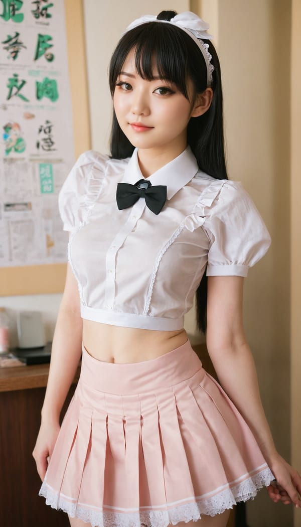 Tags: 21872187, SDXL
{"3": {"inputs": {"seed": 642178026939318, "steps": 32, "cfg": 6.16, "sampler_name": "dpmpp_2m", "scheduler": "karras", "denoise": 1.0, "model": ["27", 0], "positive": ["6", 0], "negative": ["7", 0], "latent_image": ["5", 0]}, "class_type": "KSampler"}, "4": {"inputs": {"ckpt_name": "juggernautxl.safetensors"}, "class_type": "CheckpointLoaderSimple"}, "5": {"inputs": {"width": 768, "height": 1344, "batch_size": 1}, "class_type": "EmptyLatentImage"}, "6": {"inputs": {"text": "27 year old girl, (japanese:1.00), (irish:0.95), (double eyelids:0.98), (detailed face:1.12), (seductive pose:1.14), (cute:1.11), (sexy lips:0.98), (pale skin:1.04), (idol:1.02), (temptress:0.97), (seductive facial expression:1.13), (eyelashes:1.04), (slim:1.08), (blush:1.11), (beautiful eyes:1.06), (perky ass:1.01), (exposed ass:1.14), (looking back:1.13), (sexy ass:1.00), (thigh gap:1.02), in a (skimpy maid costume:1.03) working at a maid cafe, choker, bowtie, headband, pleated skirt, (candid cinema:1.03), (natural looking skin:1.06), (film:1.06), (textured skin:1.03), (soft lighting:1.07), (portra:1.09), (skin fuzz:1.09), (RAW:1.04), (detailed skin:1.06)", "clip": ["27", 1]}, "class_type": "CLIPTextEncode"}, "7": {"inputs": {"text": "(bad hands:1.09), (watermark:1.11), (worst quality:1.07), (distorted:1.05), (open mouth:1.10), (twisted:1.07), (low resolution:1.08)", "clip": ["27", 1]}, "class_type": "CLIPTextEncode"}, "8": {"inputs": {"samples": ["3", 0], "vae": ["4", 2]}, "class_type": "VAEDecode"}, "25": {"inputs": {"lora_name": "nudify_xl.safetensors", "strength_model": 0.0, "strength_clip": 0.21, "model": ["4", 0], "clip": ["4", 1]}, "class_type": "LoraLoader"}, "26": {"inputs": {"lora_name": "shirtlift_SDXL_v2.safetensors", "strength_model": 0.0, "strength_clip": 0.05, "model": ["25", 0], "clip": ["25", 1]}, "class_type": "LoraLoader"}, "27": {"inputs": {"lora_name": "PerfectEyesXL.safetensors", "strength_model": 0.12, "strength_clip": 0.19, "model": ["26", 0], "clip": ["26", 1]}, "class_type": "LoraLoader"}, "30": {"inputs": {"model_name": "4x_NMKD-Superscale-SP_178000_G.pth"}, "class_type": "UpscaleModelLoader"}, "31": {"inputs": {"upscale_model": ["30", 0], "image": ["8", 0]}, "class_type": "ImageUpscaleWithModel"}, "32": {"inputs": {"upscale_method": "lanczos", "scale_by": 0.5, "image": ["31", 0]}, "class_type": "ImageScaleBy"}, "33": {"inputs": {"pixels": ["32", 0], "vae": ["4", 2]}, "class_type": "VAEEncode"}, "34": {"inputs": {"seed": 642178026939318, "steps": 32, "cfg": 6.16, "sampler_name": "dpmpp_2m", "scheduler": "karras", "denoise": 0.3, "model": ["27", 0], "positive": ["6", 0], "negative": ["7", 0], "latent_image": ["33", 0]}, "class_type": "KSampler"}, "36": {"inputs": {"samples": ["34", 0], "vae": ["4", 2]}, "class_type": "VAEDecode"}, "39": {"inputs": {"filename_prefix": "comfyapi-1725394707487", "images": ["36", 0]}, "class_type": "SaveImage"}}