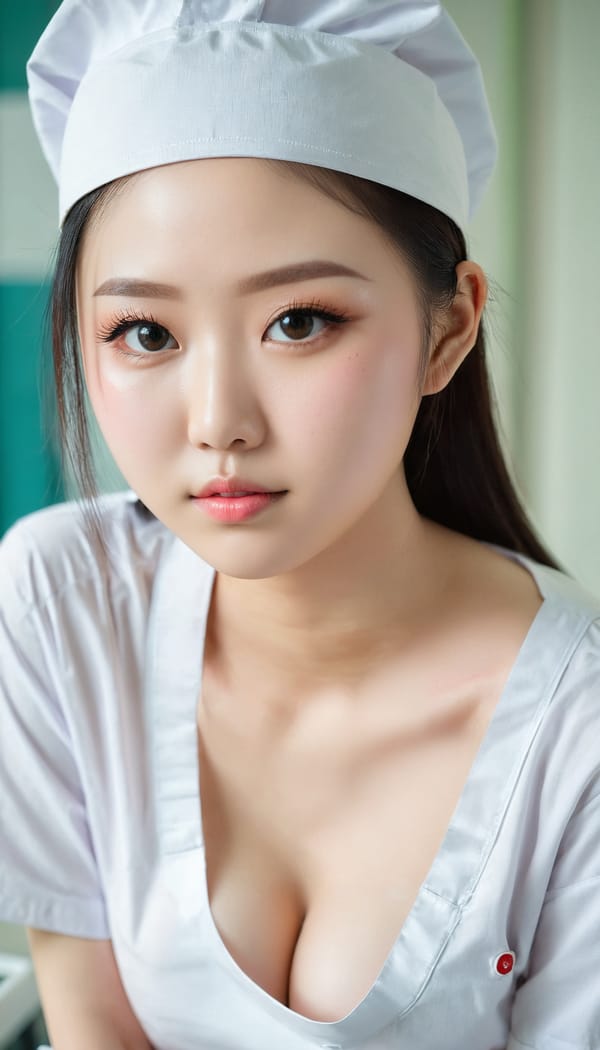 Tags: 21872187, SDXL
{"3": {"inputs": {"seed": 546181804787006, "steps": 32, "cfg": 7.53, "sampler_name": "dpmpp_2m", "scheduler": "karras", "denoise": 1.0, "model": ["27", 0], "positive": ["6", 0], "negative": ["7", 0], "latent_image": ["5", 0]}, "class_type": "KSampler"}, "4": {"inputs": {"ckpt_name": "juggernautxl.safetensors"}, "class_type": "CheckpointLoaderSimple"}, "5": {"inputs": {"width": 768, "height": 1344, "batch_size": 1}, "class_type": "EmptyLatentImage"}, "6": {"inputs": {"text": "21 year old girl, (chinese:0.99), (blush:1.08), (seductive facial expression:0.95), (double eyelids:1.14), (cute:1.12), (idol:1.06), (seductive pose:0.95), (slim:0.96), (beautiful eyes:0.99), (sexy lips:1.01), (eyelashes:1.04), (temptress:1.05), (detailed face:0.96), (pale skin:1.00), (in a seductive pose:1.08), (large perky breasts:1.03), (cleavage:1.02), (thigh gap:1.02), (nurse in uniform:0.99) working in a hospital ward, (textured skin:1.04), (RAW:1.02), (detailed skin:1.07), (film:1.07), (skin fuzz:1.01), (natural looking skin:1.01), (portra:1.06), (candid cinema:1.07)", "clip": ["27", 1]}, "class_type": "CLIPTextEncode"}, "7": {"inputs": {"text": "(watermark:1.14), (bad hands:1.12), (distorted:1.09), (low resolution:1.07), (twisted:1.13), (worst quality:1.07), (open mouth:1.12)", "clip": ["27", 1]}, "class_type": "CLIPTextEncode"}, "8": {"inputs": {"samples": ["3", 0], "vae": ["4", 2]}, "class_type": "VAEDecode"}, "25": {"inputs": {"lora_name": "nudify_xl.safetensors", "strength_model": 0.12, "strength_clip": 0.33, "model": ["4", 0], "clip": ["4", 1]}, "class_type": "LoraLoader"}, "26": {"inputs": {"lora_name": "shirtlift_SDXL_v2.safetensors", "strength_model": 0.16, "strength_clip": 0.03, "model": ["25", 0], "clip": ["25", 1]}, "class_type": "LoraLoader"}, "27": {"inputs": {"lora_name": "PerfectEyesXL.safetensors", "strength_model": 0.17, "strength_clip": 0.03, "model": ["26", 0], "clip": ["26", 1]}, "class_type": "LoraLoader"}, "30": {"inputs": {"model_name": "4x_NMKD-Superscale-SP_178000_G.pth"}, "class_type": "UpscaleModelLoader"}, "31": {"inputs": {"upscale_model": ["30", 0], "image": ["8", 0]}, "class_type": "ImageUpscaleWithModel"}, "32": {"inputs": {"upscale_method": "lanczos", "scale_by": 0.5, "image": ["31", 0]}, "class_type": "ImageScaleBy"}, "33": {"inputs": {"pixels": ["32", 0], "vae": ["4", 2]}, "class_type": "VAEEncode"}, "34": {"inputs": {"seed": 546181804787006, "steps": 32, "cfg": 7.53, "sampler_name": "dpmpp_2m", "scheduler": "karras", "denoise": 0.3, "model": ["27", 0], "positive": ["6", 0], "negative": ["7", 0], "latent_image": ["33", 0]}, "class_type": "KSampler"}, "36": {"inputs": {"samples": ["34", 0], "vae": ["4", 2]}, "class_type": "VAEDecode"}, "39": {"inputs": {"filename_prefix": "comfyapi-1731723422328", "images": ["36", 0]}, "class_type": "SaveImage"}}