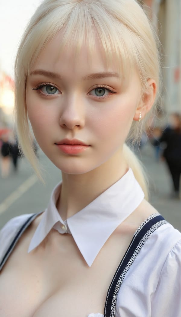 Tags: 21872187, SDXL
{"3": {"inputs": {"seed": 238329525808309, "steps": 32, "cfg": 6.25, "sampler_name": "dpmpp_2m", "scheduler": "karras", "denoise": 1.0, "model": ["27", 0], "positive": ["6", 0], "negative": ["7", 0], "latent_image": ["5", 0]}, "class_type": "KSampler"}, "4": {"inputs": {"ckpt_name": "juggernautxl.safetensors"}, "class_type": "CheckpointLoaderSimple"}, "5": {"inputs": {"width": 768, "height": 1344, "batch_size": 1}, "class_type": "EmptyLatentImage"}, "6": {"inputs": {"text": "18 year old girl, (russian:1.02), (ukrainian:1.04), (pale skin:1.13), (idol:1.04), (cute:1.08), (blush:1.00), (slim:1.01), (seductive facial expression:1.14), (seductive pose:0.96), (sexy lips:1.02), (double eyelids:1.09), (detailed face:0.97), (beautiful eyes:1.00), (eyelashes:1.03), (temptress:1.01), (in a seductive pose:1.14), (large perky breasts:1.11), (cleavage:1.12), (thigh gap:0.97), (school uniform:1.02), choker, busy street, (candid cinema:1.03), (skin fuzz:1.05), (soft lighting:1.05), (RAW:1.00), (natural looking skin:1.03), (portra:1.03), (film:1.05), (textured skin:1.02), (detailed skin:1.04)", "clip": ["27", 1]}, "class_type": "CLIPTextEncode"}, "7": {"inputs": {"text": "(open mouth:1.08), (twisted:1.10), (low resolution:1.07), (watermark:1.13), (distorted:1.08), (bad hands:1.08)", "clip": ["27", 1]}, "class_type": "CLIPTextEncode"}, "8": {"inputs": {"samples": ["3", 0], "vae": ["4", 2]}, "class_type": "VAEDecode"}, "25": {"inputs": {"lora_name": "nudify_xl.safetensors", "strength_model": 0.06, "strength_clip": 0.27, "model": ["4", 0], "clip": ["4", 1]}, "class_type": "LoraLoader"}, "26": {"inputs": {"lora_name": "shirtlift_SDXL_v2.safetensors", "strength_model": 0.18, "strength_clip": 0.03, "model": ["25", 0], "clip": ["25", 1]}, "class_type": "LoraLoader"}, "27": {"inputs": {"lora_name": "PerfectEyesXL.safetensors", "strength_model": 0.0, "strength_clip": 0.06, "model": ["26", 0], "clip": ["26", 1]}, "class_type": "LoraLoader"}, "30": {"inputs": {"model_name": "4x_NMKD-Superscale-SP_178000_G.pth"}, "class_type": "UpscaleModelLoader"}, "31": {"inputs": {"upscale_model": ["30", 0], "image": ["8", 0]}, "class_type": "ImageUpscaleWithModel"}, "32": {"inputs": {"upscale_method": "lanczos", "scale_by": 0.5, "image": ["31", 0]}, "class_type": "ImageScaleBy"}, "33": {"inputs": {"pixels": ["32", 0], "vae": ["4", 2]}, "class_type": "VAEEncode"}, "34": {"inputs": {"seed": 238329525808309, "steps": 32, "cfg": 6.25, "sampler_name": "dpmpp_2m", "scheduler": "karras", "denoise": 0.3, "model": ["27", 0], "positive": ["6", 0], "negative": ["7", 0], "latent_image": ["33", 0]}, "class_type": "KSampler"}, "36": {"inputs": {"samples": ["34", 0], "vae": ["4", 2]}, "class_type": "VAEDecode"}, "39": {"inputs": {"filename_prefix": "comfyapi-1734052904594", "images": ["36", 0]}, "class_type": "SaveImage"}}