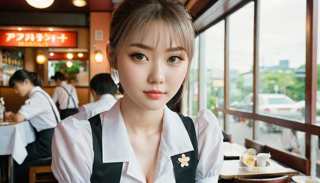 Tags: 21872187, SDXL
{"3": {"inputs": {"seed": 233643115976629, "steps": 64, "cfg": 7.55, "sampler_name": "dpmpp_2m", "scheduler": "karras", "denoise": 1.0, "model": ["27", 0], "positive": ["6", 0], "negative": ["7", 0], "latent_image": ["5", 0]}, "class_type": "KSampler"}, "4": {"inputs": {"ckpt_name": "juggernautxl.safetensors"}, "class_type": "CheckpointLoaderSimple"}, "5": {"inputs": {"width": 1344, "height": 768, "batch_size": 1}, "class_type": "EmptyLatentImage"}, "6": {"inputs": {"text": "20 year old girl, (irish:1.06), (japanese:1.08), (russian:1.05), (eyelashes:0.95), (detailed face:1.01), (seductive facial expression:0.97), (cute:1.02), (beautiful eyes:1.05), (double eyelids:1.01), (sexy lips:1.06), (blush:1.01), (slim:0.99), (seductive pose:0.95), (pale skin:1.09), (idol:1.14), (temptress:1.08), (in a seductive pose:0.95), (large perky breasts:1.13), (cleavage:0.95), (thigh gap:1.09), (a waitress in uniform:1.10) working at a restaurant, (detailed skin:1.00), (film:1.03), (candid cinema:1.09), (natural looking skin:1.09), (RAW:1.02), (textured skin:1.09), (soft lighting:1.09), (portra:1.04), (skin fuzz:1.07)", "clip": ["27", 1]}, "class_type": "CLIPTextEncode"}, "7": {"inputs": {"text": "(open mouth:1.08), (bad hands:1.13), (low resolution:1.07), (watermark:1.08), (twisted:1.08), (worst quality:1.08), (distorted:1.09)", "clip": ["27", 1]}, "class_type": "CLIPTextEncode"}, "8": {"inputs": {"samples": ["3", 0], "vae": ["4", 2]}, "class_type": "VAEDecode"}, "25": {"inputs": {"lora_name": "nudify_xl.safetensors", "strength_model": 0.09, "strength_clip": 0.28, "model": ["4", 0], "clip": ["4", 1]}, "class_type": "LoraLoader"}, "26": {"inputs": {"lora_name": "shirtlift_SDXL_v2.safetensors", "strength_model": 0.02, "strength_clip": 0.02, "model": ["25", 0], "clip": ["25", 1]}, "class_type": "LoraLoader"}, "27": {"inputs": {"lora_name": "PerfectEyesXL.safetensors", "strength_model": 0.04, "strength_clip": 0.03, "model": ["26", 0], "clip": ["26", 1]}, "class_type": "LoraLoader"}, "30": {"inputs": {"model_name": "4x_NMKD-Superscale-SP_178000_G.pth"}, "class_type": "UpscaleModelLoader"}, "31": {"inputs": {"upscale_model": ["30", 0], "image": ["8", 0]}, "class_type": "ImageUpscaleWithModel"}, "32": {"inputs": {"upscale_method": "lanczos", "scale_by": 0.5, "image": ["31", 0]}, "class_type": "ImageScaleBy"}, "33": {"inputs": {"pixels": ["32", 0], "vae": ["4", 2]}, "class_type": "VAEEncode"}, "34": {"inputs": {"seed": 233643115976629, "steps": 64, "cfg": 7.55, "sampler_name": "dpmpp_2m", "scheduler": "karras", "denoise": 0.3, "model": ["27", 0], "positive": ["6", 0], "negative": ["7", 0], "latent_image": ["33", 0]}, "class_type": "KSampler"}, "36": {"inputs": {"samples": ["34", 0], "vae": ["4", 2]}, "class_type": "VAEDecode"}, "39": {"inputs": {"filename_prefix": "comfyapi-1717619274381", "images": ["36", 0]}, "class_type": "SaveImage"}}