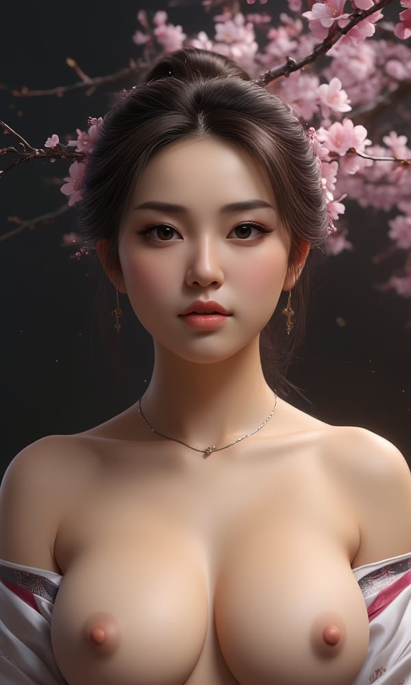 Tags: undefined
(cleavage nipple bare breasts nude topless:1.9) , masterpieces, best quality, extreme detailed CG unity 8k wallpaper, 1girl, beautiful, realistic,  long hair, plum blossom, jewelry, ear rings, hair bun, Chinese clothes, headpiece, ultra detailed skin texture, ultra detailed hair, blurry background, depth of field, (branch:1.2), gloom, golden ratio, off shoulder, very aesthetic, absurdres, glowing, sparks, chromatic aberration, fusion of rainbow with woman, artwork, side view, bare shoulders, fantasy art style, The dark atmosphere, the contrast between light and dark, Dark background, dark atmosphere, illumination, 
Negative prompt: lowres, text, error, cropped, worst quality, low quality, jpeg artifacts, ugly, duplicate, morbid, mutilated, out of frame, extra fingers, mutated hands, poorly drawn hands, poorly drawn face, mutation, deformed, blurry, dehydrated, bad anatomy, bad proportions, extra limbs, cloned face, disfigured, gross proportions, malformed limbs, missing arms, missing legs, extra arms, extra legs, fused fingers, too many fingers, long neck, username, watermark, signature, 
Steps: 8, Sampler: Euler a, CFG scale: 1.5, Seed: 754251460, Size: 768x1280, Model hash: c8df560d29, Model: juggernautXL_v9Rdphoto2Lightning, Denoising strength: 0.25, Hires upscale: 1.25, Hires steps: 4, Hires upscaler: R-ESRGAN 4x+, Version: v1.8.0