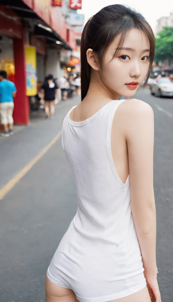 Tags: 21872187, SDXL
{"3": {"inputs": {"seed": 910339159421968, "steps": 64, "cfg": 6.02, "sampler_name": "dpmpp_2m", "scheduler": "karras", "denoise": 1.0, "model": ["27", 0], "positive": ["6", 0], "negative": ["7", 0], "latent_image": ["5", 0]}, "class_type": "KSampler"}, "4": {"inputs": {"ckpt_name": "leosamsHelloworldSDXL_helloworldSDXL32DPO.safetensors"}, "class_type": "CheckpointLoaderSimple"}, "5": {"inputs": {"width": 768, "height": 1344, "batch_size": 1}, "class_type": "EmptyLatentImage"}, "6": {"inputs": {"text": "18 year old girl, (chinese:1.09), (double eyelids:1.12), (beautiful eyes:1.13), (seductive facial expression:1.14), (blush:0.99), (sexy lips:1.13), (detailed face:1.00), (cute:1.00), (idol:1.05), (seductive pose:0.96), (eyelashes:0.95), (slim:1.10), (temptress:1.13), (pale skin:1.14), (perky ass:0.98), (exposed ass:1.09), (looking back:1.04), (sexy ass:1.04), (thigh gap:1.11), (white tanktop:1.12), busy street, (candid cinema:1.07), (skin fuzz:1.02), (soft lighting:1.06), (textured skin:1.04), (detailed skin:1.04), (RAW:1.06), (natural looking skin:1.04), (film:1.03), (portra:1.09)", "clip": ["27", 1]}, "class_type": "CLIPTextEncode"}, "7": {"inputs": {"text": "(distorted:1.11), (bad hands:1.07), (low resolution:1.05), (watermark:1.10), (twisted:1.06), (open mouth:1.07), (worst quality:1.05)", "clip": ["27", 1]}, "class_type": "CLIPTextEncode"}, "8": {"inputs": {"samples": ["3", 0], "vae": ["4", 2]}, "class_type": "VAEDecode"}, "25": {"inputs": {"lora_name": "nudify_xl.safetensors", "strength_model": 0.29, "strength_clip": 0.21, "model": ["4", 0], "clip": ["4", 1]}, "class_type": "LoraLoader"}, "26": {"inputs": {"lora_name": "shirtlift_SDXL_v2.safetensors", "strength_model": 0.15, "strength_clip": 0.12, "model": ["25", 0], "clip": ["25", 1]}, "class_type": "LoraLoader"}, "27": {"inputs": {"lora_name": "PerfectEyesXL.safetensors", "strength_model": 0.01, "strength_clip": 0.03, "model": ["26", 0], "clip": ["26", 1]}, "class_type": "LoraLoader"}, "30": {"inputs": {"model_name": "4x_NMKD-Superscale-SP_178000_G.pth"}, "class_type": "UpscaleModelLoader"}, "31": {"inputs": {"upscale_model": ["30", 0], "image": ["8", 0]}, "class_type": "ImageUpscaleWithModel"}, "32": {"inputs": {"upscale_method": "lanczos", "scale_by": 0.5, "image": ["31", 0]}, "class_type": "ImageScaleBy"}, "33": {"inputs": {"pixels": ["32", 0], "vae": ["4", 2]}, "class_type": "VAEEncode"}, "34": {"inputs": {"seed": 910339159421968, "steps": 64, "cfg": 6.02, "sampler_name": "dpmpp_2m", "scheduler": "karras", "denoise": 0.3, "model": ["27", 0], "positive": ["6", 0], "negative": ["7", 0], "latent_image": ["33", 0]}, "class_type": "KSampler"}, "36": {"inputs": {"samples": ["34", 0], "vae": ["4", 2]}, "class_type": "VAEDecode"}, "39": {"inputs": {"filename_prefix": "comfyapi-1708098308716", "images": ["36", 0]}, "class_type": "SaveImage"}}