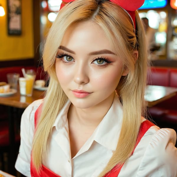 Tags: 21872187, SDXL
{"3": {"inputs": {"seed": 451365751752351, "steps": 64, "cfg": 7.79, "sampler_name": "dpmpp_2m", "scheduler": "karras", "denoise": 1.0, "model": ["27", 0], "positive": ["6", 0], "negative": ["7", 0], "latent_image": ["5", 0]}, "class_type": "KSampler"}, "4": {"inputs": {"ckpt_name": "juggernautxl.safetensors"}, "class_type": "CheckpointLoaderSimple"}, "5": {"inputs": {"width": 1024, "height": 1024, "batch_size": 1}, "class_type": "EmptyLatentImage"}, "6": {"inputs": {"text": "26 year old girl, (sexy lips:0.96), (blush:1.01), (eyelashes:1.09), (beautiful eyes:1.12), (seductive facial expression:0.98), (seductive pose:1.13), (temptress:0.98), (double eyelids:1.01), (slim:1.12), (idol:1.09), (pale skin:0.96), (detailed face:1.01), (perky ass:1.11), (exposed ass:0.96), (looking back:1.13), (sexy ass:1.04), (thigh gap:0.99), (a waitress in uniform:1.11) working at a restaurant, (natural looking skin:1.09), (soft lighting:1.06), (candid cinema:1.05), (portra:1.06), (RAW:1.07), (film:1.06), (textured skin:1.07), (detailed skin:1.01), (skin fuzz:1.02)", "clip": ["27", 1]}, "class_type": "CLIPTextEncode"}, "7": {"inputs": {"text": "(distorted:1.08), (twisted:1.11), (worst quality:1.08), (low resolution:1.05), (watermark:1.10), (open mouth:1.05)", "clip": ["27", 1]}, "class_type": "CLIPTextEncode"}, "8": {"inputs": {"samples": ["3", 0], "vae": ["4", 2]}, "class_type": "VAEDecode"}, "25": {"inputs": {"lora_name": "nudify_xl.safetensors", "strength_model": 0.37, "strength_clip": 0.23, "model": ["4", 0], "clip": ["4", 1]}, "class_type": "LoraLoader"}, "26": {"inputs": {"lora_name": "shirtlift_SDXL_v2.safetensors", "strength_model": 0.19, "strength_clip": 0.0, "model": ["25", 0], "clip": ["25", 1]}, "class_type": "LoraLoader"}, "27": {"inputs": {"lora_name": "PerfectEyesXL.safetensors", "strength_model": 0.18, "strength_clip": 0.14, "model": ["26", 0], "clip": ["26", 1]}, "class_type": "LoraLoader"}, "30": {"inputs": {"model_name": "4x_NMKD-Superscale-SP_178000_G.pth"}, "class_type": "UpscaleModelLoader"}, "31": {"inputs": {"upscale_model": ["30", 0], "image": ["8", 0]}, "class_type": "ImageUpscaleWithModel"}, "32": {"inputs": {"upscale_method": "lanczos", "scale_by": 0.5, "image": ["31", 0]}, "class_type": "ImageScaleBy"}, "33": {"inputs": {"pixels": ["32", 0], "vae": ["4", 2]}, "class_type": "VAEEncode"}, "34": {"inputs": {"seed": 451365751752351, "steps": 64, "cfg": 7.79, "sampler_name": "dpmpp_2m", "scheduler": "karras", "denoise": 0.3, "model": ["27", 0], "positive": ["6", 0], "negative": ["7", 0], "latent_image": ["33", 0]}, "class_type": "KSampler"}, "36": {"inputs": {"samples": ["34", 0], "vae": ["4", 2]}, "class_type": "VAEDecode"}, "39": {"inputs": {"filename_prefix": "comfyapi-1733788896247", "images": ["36", 0]}, "class_type": "SaveImage"}}