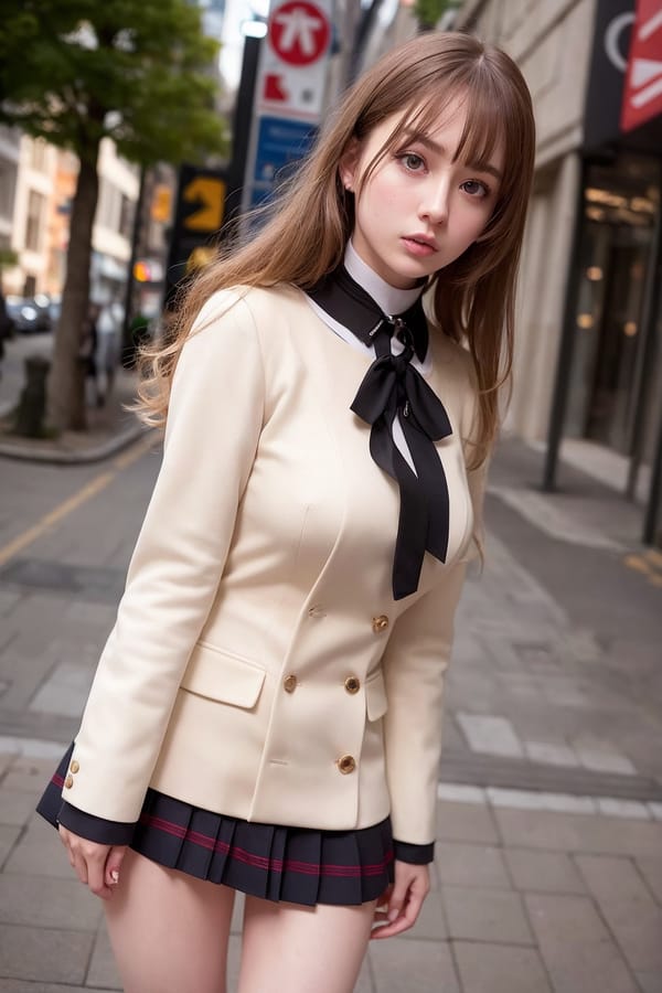 Tags: 21872187
<lora:koreanDollLikeness:0.56>, (russian:0.92), (school uniform:1.04), (large breasts:0.92), choker, busy street in urban city, <lora:skirtlift-v4:0.92 <lora:Addams:0.28>, extremely detailed eyes, extremely detailed face, cute, (photorealistic:1.11), sexy lips, double eyelids, eyelashes, pale skin, perky breasts, full body portrait, RAW, best quality, sharp, tall, (thigh gap:1.17), blush, delicate and beautiful girl, (dramatic:1.15)
Negative prompt: paintings, anime, black and white, ugly, (normal quality:2.04), (worst quality:1.99)
Steps: 48, Sampler: DPM++ 2M Karras, CFG scale: 5.08, Seed: 865116776, Size: 512x768, Model hash: fc2511737a, Model: chilloutmix_NiPrunedFp32Fix, Seed resize from: -1x-1, Denoising strength: 0.4, Version: v1.2.1, Hires upscale: 2.0, Hires steps: 16, Hires upscaler: ESRGAN_4x