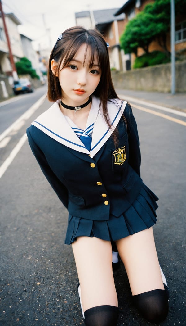 Tags: 21872187, SDXL
{"3": {"inputs": {"seed": 661786505801829, "steps": 32, "cfg": 7.28, "sampler_name": "dpmpp_2m", "scheduler": "karras", "denoise": 1.0, "model": ["27", 0], "positive": ["6", 0], "negative": ["7", 0], "latent_image": ["5", 0]}, "class_type": "KSampler"}, "4": {"inputs": {"ckpt_name": "helloworldxl.safetensors"}, "class_type": "CheckpointLoaderSimple"}, "5": {"inputs": {"width": 768, "height": 1344, "batch_size": 1}, "class_type": "EmptyLatentImage"}, "6": {"inputs": {"text": "19 year old girl, (irish:1.06), (japanese:1.10), (blush:0.96), (double eyelids:1.10), (beautiful eyes:1.04), (cute:1.06), (pale skin:1.11), (idol:0.98), (detailed face:1.07), (slim:1.11), (seductive facial expression:1.11), (seductive pose:0.96), (eyelashes:1.02), (temptress:0.99), (in a seductive pose:1.12), (large perky breasts:1.04), (cleavage:1.01), (thigh gap:0.96), (school uniform:1.10), choker, busy street, (skin fuzz:1.02), (detailed skin:1.02), (portra:1.03), (soft lighting:1.08), (film:1.04), (natural looking skin:1.09), (RAW:1.02), (candid cinema:1.08), (textured skin:1.01)", "clip": ["27", 1]}, "class_type": "CLIPTextEncode"}, "7": {"inputs": {"text": "(bad hands:1.10), (open mouth:1.07), (watermark:1.13), (low resolution:1.11), (distorted:1.13), (worst quality:1.05), (twisted:1.12)", "clip": ["27", 1]}, "class_type": "CLIPTextEncode"}, "8": {"inputs": {"samples": ["3", 0], "vae": ["4", 2]}, "class_type": "VAEDecode"}, "25": {"inputs": {"lora_name": "nudify_xl.safetensors", "strength_model": 0.14, "strength_clip": 0.34, "model": ["4", 0], "clip": ["4", 1]}, "class_type": "LoraLoader"}, "26": {"inputs": {"lora_name": "shirtlift_SDXL_v2.safetensors", "strength_model": 0.13, "strength_clip": 0.07, "model": ["25", 0], "clip": ["25", 1]}, "class_type": "LoraLoader"}, "27": {"inputs": {"lora_name": "PerfectEyesXL.safetensors", "strength_model": 0.13, "strength_clip": 0.18, "model": ["26", 0], "clip": ["26", 1]}, "class_type": "LoraLoader"}, "30": {"inputs": {"model_name": "4x_NMKD-Superscale-SP_178000_G.pth"}, "class_type": "UpscaleModelLoader"}, "31": {"inputs": {"upscale_model": ["30", 0], "image": ["8", 0]}, "class_type": "ImageUpscaleWithModel"}, "32": {"inputs": {"upscale_method": "lanczos", "scale_by": 0.5, "image": ["31", 0]}, "class_type": "ImageScaleBy"}, "33": {"inputs": {"pixels": ["32", 0], "vae": ["4", 2]}, "class_type": "VAEEncode"}, "34": {"inputs": {"seed": 661786505801829, "steps": 32, "cfg": 7.28, "sampler_name": "dpmpp_2m", "scheduler": "karras", "denoise": 0.3, "model": ["27", 0], "positive": ["6", 0], "negative": ["7", 0], "latent_image": ["33", 0]}, "class_type": "KSampler"}, "36": {"inputs": {"samples": ["34", 0], "vae": ["4", 2]}, "class_type": "VAEDecode"}, "39": {"inputs": {"filename_prefix": "comfyapi-1734194297038", "images": ["36", 0]}, "class_type": "SaveImage"}}