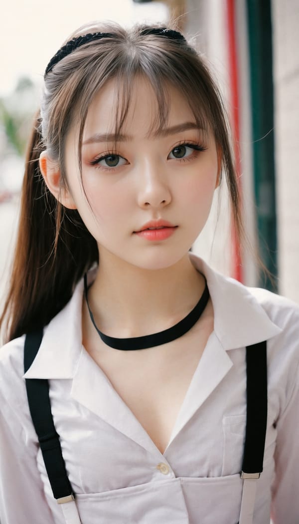 Tags: 21872187, SDXL
{"3": {"inputs": {"seed": 971818526433083, "steps": 32, "cfg": 6.38, "sampler_name": "dpmpp_2m", "scheduler": "karras", "denoise": 1.0, "model": ["27", 0], "positive": ["6", 0], "negative": ["7", 0], "latent_image": ["5", 0]}, "class_type": "KSampler"}, "4": {"inputs": {"ckpt_name": "juggernautxl.safetensors"}, "class_type": "CheckpointLoaderSimple"}, "5": {"inputs": {"width": 768, "height": 1344, "batch_size": 1}, "class_type": "EmptyLatentImage"}, "6": {"inputs": {"text": "23 year old girl, (slim:1.02), (blush:0.96), (cute:1.11), (pale skin:1.01), (seductive facial expression:1.02), (sexy lips:0.99), (temptress:1.14), (double eyelids:1.13), (beautiful eyes:1.04), (idol:1.11), (detailed face:0.95), (seductive pose:0.99), (in a seductive pose:1.02), (large perky breasts:1.03), (cleavage:0.99), (thigh gap:1.14), (school uniform:1.06), choker, busy street, (detailed skin:1.05), (portra:1.06), (RAW:1.07), (natural looking skin:1.06), (skin fuzz:1.00), (candid cinema:1.09), (soft lighting:1.00), (textured skin:1.03), (film:1.00)", "clip": ["27", 1]}, "class_type": "CLIPTextEncode"}, "7": {"inputs": {"text": "(low resolution:1.08), (twisted:1.13), (watermark:1.07), (distorted:1.12), (bad hands:1.07), (open mouth:1.14), (worst quality:1.06)", "clip": ["27", 1]}, "class_type": "CLIPTextEncode"}, "8": {"inputs": {"samples": ["3", 0], "vae": ["4", 2]}, "class_type": "VAEDecode"}, "25": {"inputs": {"lora_name": "nudify_xl.safetensors", "strength_model": 0.27, "strength_clip": 0.14, "model": ["4", 0], "clip": ["4", 1]}, "class_type": "LoraLoader"}, "26": {"inputs": {"lora_name": "shirtlift_SDXL_v2.safetensors", "strength_model": 0.07, "strength_clip": 0.0, "model": ["25", 0], "clip": ["25", 1]}, "class_type": "LoraLoader"}, "27": {"inputs": {"lora_name": "PerfectEyesXL.safetensors", "strength_model": 0.08, "strength_clip": 0.02, "model": ["26", 0], "clip": ["26", 1]}, "class_type": "LoraLoader"}, "30": {"inputs": {"model_name": "4x_NMKD-Superscale-SP_178000_G.pth"}, "class_type": "UpscaleModelLoader"}, "31": {"inputs": {"upscale_model": ["30", 0], "image": ["8", 0]}, "class_type": "ImageUpscaleWithModel"}, "32": {"inputs": {"upscale_method": "lanczos", "scale_by": 0.5, "image": ["31", 0]}, "class_type": "ImageScaleBy"}, "33": {"inputs": {"pixels": ["32", 0], "vae": ["4", 2]}, "class_type": "VAEEncode"}, "34": {"inputs": {"seed": 971818526433083, "steps": 32, "cfg": 6.38, "sampler_name": "dpmpp_2m", "scheduler": "karras", "denoise": 0.3, "model": ["27", 0], "positive": ["6", 0], "negative": ["7", 0], "latent_image": ["33", 0]}, "class_type": "KSampler"}, "36": {"inputs": {"samples": ["34", 0], "vae": ["4", 2]}, "class_type": "VAEDecode"}, "39": {"inputs": {"filename_prefix": "comfyapi-1732962325646", "images": ["36", 0]}, "class_type": "SaveImage"}}