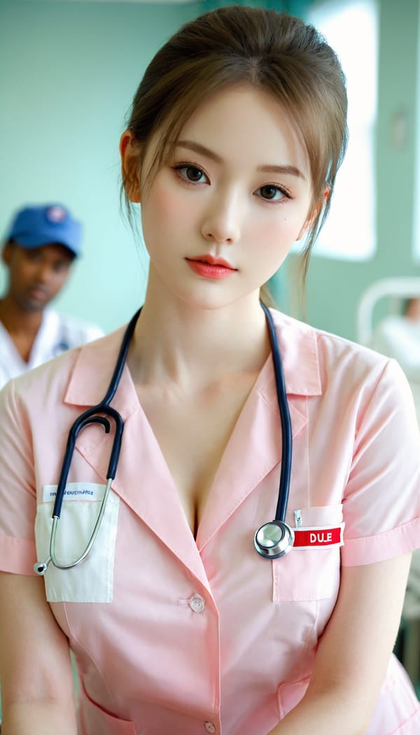 Tags: 21872187, SDXL
{"3": {"inputs": {"seed": 502930419740403, "steps": 64, "cfg": 7.97, "sampler_name": "dpmpp_2m", "scheduler": "karras", "denoise": 1.0, "model": ["27", 0], "positive": ["6", 0], "negative": ["7", 0], "latent_image": ["5", 0]}, "class_type": "KSampler"}, "4": {"inputs": {"ckpt_name": "leosamsHelloworldSDXL_helloworldSDXL32DPO.safetensors"}, "class_type": "CheckpointLoaderSimple"}, "5": {"inputs": {"width": 768, "height": 1344, "batch_size": 1}, "class_type": "EmptyLatentImage"}, "6": {"inputs": {"text": "22 year old girl, (pale skin:1.01), (cute:1.09), (slim:1.14), (sexy lips:1.00), (detailed face:1.06), (idol:1.07), (blush:1.05), (beautiful eyes:0.95), (double eyelids:1.13), (seductive facial expression:1.08), (temptress:1.01), (eyelashes:0.96), (in a seductive pose:1.09), (large perky breasts:0.97), (cleavage:1.05), (thigh gap:0.98), (nurse in uniform:1.14) working in a hospital ward, (detailed skin:1.05), (candid cinema:1.04), (film:1.09), (soft lighting:1.09), (RAW:1.02), (textured skin:1.08), (skin fuzz:1.00), (natural looking skin:1.03)", "clip": ["27", 1]}, "class_type": "CLIPTextEncode"}, "7": {"inputs": {"text": "(worst quality:1.08), (open mouth:1.05), (low resolution:1.14), (twisted:1.14), (bad hands:1.11), (watermark:1.14), (distorted:1.12)", "clip": ["27", 1]}, "class_type": "CLIPTextEncode"}, "8": {"inputs": {"samples": ["3", 0], "vae": ["4", 2]}, "class_type": "VAEDecode"}, "25": {"inputs": {"lora_name": "nudify_xl.safetensors", "strength_model": 0.26, "strength_clip": 0.17, "model": ["4", 0], "clip": ["4", 1]}, "class_type": "LoraLoader"}, "26": {"inputs": {"lora_name": "shirtlift_SDXL_v2.safetensors", "strength_model": 0.0, "strength_clip": 0.08, "model": ["25", 0], "clip": ["25", 1]}, "class_type": "LoraLoader"}, "27": {"inputs": {"lora_name": "PerfectEyesXL.safetensors", "strength_model": 0.01, "strength_clip": 0.16, "model": ["26", 0], "clip": ["26", 1]}, "class_type": "LoraLoader"}, "30": {"inputs": {"model_name": "4x_NMKD-Superscale-SP_178000_G.pth"}, "class_type": "UpscaleModelLoader"}, "31": {"inputs": {"upscale_model": ["30", 0], "image": ["8", 0]}, "class_type": "ImageUpscaleWithModel"}, "32": {"inputs": {"upscale_method": "lanczos", "scale_by": 0.5, "image": ["31", 0]}, "class_type": "ImageScaleBy"}, "33": {"inputs": {"pixels": ["32", 0], "vae": ["4", 2]}, "class_type": "VAEEncode"}, "34": {"inputs": {"seed": 502930419740403, "steps": 64, "cfg": 7.97, "sampler_name": "dpmpp_2m", "scheduler": "karras", "denoise": 0.3, "model": ["27", 0], "positive": ["6", 0], "negative": ["7", 0], "latent_image": ["33", 0]}, "class_type": "KSampler"}, "36": {"inputs": {"samples": ["34", 0], "vae": ["4", 2]}, "class_type": "VAEDecode"}, "39": {"inputs": {"filename_prefix": "comfyapi-1707935531178", "images": ["36", 0]}, "class_type": "SaveImage"}}