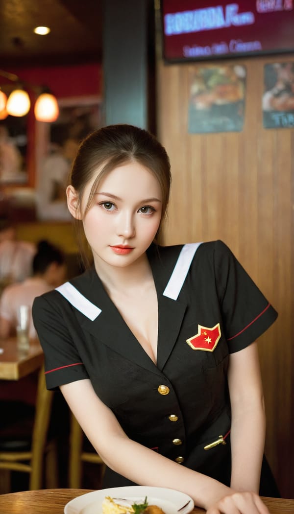 Tags: 21872187, SDXL
{"3": {"inputs": {"seed": 114546771011807, "steps": 64, "cfg": 7.16, "sampler_name": "dpmpp_2m", "scheduler": "karras", "denoise": 1.0, "model": ["27", 0], "positive": ["6", 0], "negative": ["7", 0], "latent_image": ["5", 0]}, "class_type": "KSampler"}, "4": {"inputs": {"ckpt_name": "leosamsHelloworldSDXL_helloworldSDXL30.safetensors"}, "class_type": "CheckpointLoaderSimple"}, "5": {"inputs": {"width": 768, "height": 1344, "batch_size": 1}, "class_type": "EmptyLatentImage"}, "6": {"inputs": {"text": "19 year old girl, (russian:1.03), (chinese:1.12), (slim:0.98), (seductive facial expression:1.03), (blush:1.03), (beautiful eyes:0.97), (seductive pose:0.98), (idol:1.09), (temptress:1.01), (pale skin:1.07), (detailed face:0.95), (cute:1.12), (eyelashes:0.99), (in a seductive pose:1.08), (large perky breasts:0.99), (cleavage:1.05), (thigh gap:1.03), (a waitress in uniform:1.14) working at a restaurant, (candid cinema:1.08), (film:1.02), (soft lighting:1.09), (natural looking skin:1.01), (textured skin:1.00), (RAW:1.04), (detailed skin:1.01), (portra:1.09), (skin fuzz:1.05)", "clip": ["27", 1]}, "class_type": "CLIPTextEncode"}, "7": {"inputs": {"text": "(watermark:1.11), (twisted:1.06), (open mouth:1.11), (bad hands:1.11), (low resolution:1.06), (worst quality:1.11), (distorted:1.14)", "clip": ["27", 1]}, "class_type": "CLIPTextEncode"}, "8": {"inputs": {"samples": ["3", 0], "vae": ["4", 2]}, "class_type": "VAEDecode"}, "25": {"inputs": {"lora_name": "nudify_xl.safetensors", "strength_model": 0.25, "strength_clip": 0.09, "model": ["4", 0], "clip": ["4", 1]}, "class_type": "LoraLoader"}, "26": {"inputs": {"lora_name": "shirtlift_SDXL_v2.safetensors", "strength_model": 0.1, "strength_clip": 0.18, "model": ["25", 0], "clip": ["25", 1]}, "class_type": "LoraLoader"}, "27": {"inputs": {"lora_name": "PerfectEyesXL.safetensors", "strength_model": 0.11, "strength_clip": 0.15, "model": ["26", 0], "clip": ["26", 1]}, "class_type": "LoraLoader"}, "30": {"inputs": {"model_name": "4x_NMKD-Superscale-SP_178000_G.pth"}, "class_type": "UpscaleModelLoader"}, "31": {"inputs": {"upscale_model": ["30", 0], "image": ["8", 0]}, "class_type": "ImageUpscaleWithModel"}, "32": {"inputs": {"upscale_method": "lanczos", "scale_by": 0.5, "image": ["31", 0]}, "class_type": "ImageScaleBy"}, "33": {"inputs": {"pixels": ["32", 0], "vae": ["4", 2]}, "class_type": "VAEEncode"}, "34": {"inputs": {"seed": 114546771011807, "steps": 64, "cfg": 7.16, "sampler_name": "dpmpp_2m", "scheduler": "karras", "denoise": 0.3, "model": ["27", 0], "positive": ["6", 0], "negative": ["7", 0], "latent_image": ["33", 0]}, "class_type": "KSampler"}, "36": {"inputs": {"samples": ["34", 0], "vae": ["4", 2]}, "class_type": "VAEDecode"}, "39": {"inputs": {"filename_prefix": "comfyapi-1705055843289", "images": ["36", 0]}, "class_type": "SaveImage"}}