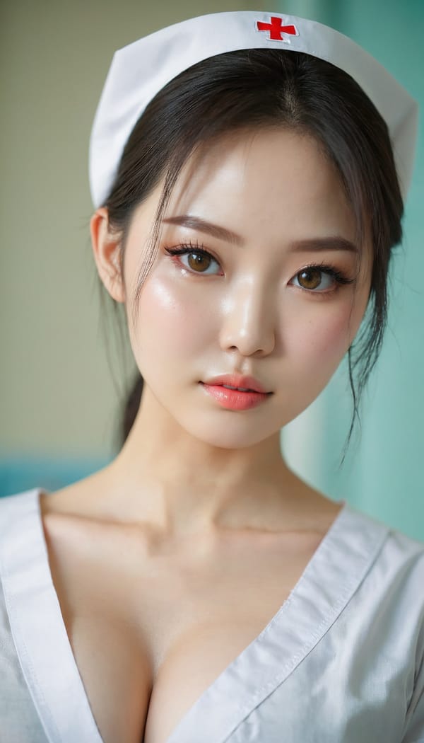 Tags: 21872187, SDXL
{"3": {"inputs": {"seed": 755860102264385, "steps": 64, "cfg": 6.09, "sampler_name": "dpmpp_2m", "scheduler": "karras", "denoise": 1.0, "model": ["27", 0], "positive": ["6", 0], "negative": ["7", 0], "latent_image": ["5", 0]}, "class_type": "KSampler"}, "4": {"inputs": {"ckpt_name": "juggernautxl.safetensors"}, "class_type": "CheckpointLoaderSimple"}, "5": {"inputs": {"width": 768, "height": 1344, "batch_size": 1}, "class_type": "EmptyLatentImage"}, "6": {"inputs": {"text": "27 year old girl, (korean:1.14), (russian:0.97), (ukrainian:1.07), (temptress:0.98), (cute:0.99), (eyelashes:1.00), (blush:1.02), (beautiful eyes:1.07), (detailed face:1.02), (seductive facial expression:1.12), (double eyelids:1.03), (seductive pose:1.11), (pale skin:1.05), (sexy lips:1.14), (idol:0.95), (slim:0.99), (in a seductive pose:1.09), (large perky breasts:1.06), (cleavage:1.06), (thigh gap:1.03), (nurse in uniform:1.10) working in a hospital ward, (detailed skin:1.02), (textured skin:1.09), (soft lighting:1.07), (candid cinema:1.04), (portra:1.03), (RAW:1.02), (film:1.00), (natural looking skin:1.08), (skin fuzz:1.00)", "clip": ["27", 1]}, "class_type": "CLIPTextEncode"}, "7": {"inputs": {"text": "(bad hands:1.13), (low resolution:1.08), (open mouth:1.05), (watermark:1.13), (distorted:1.13), (twisted:1.12), (worst quality:1.12)", "clip": ["27", 1]}, "class_type": "CLIPTextEncode"}, "8": {"inputs": {"samples": ["3", 0], "vae": ["4", 2]}, "class_type": "VAEDecode"}, "25": {"inputs": {"lora_name": "nudify_xl.safetensors", "strength_model": 0.22, "strength_clip": 0.03, "model": ["4", 0], "clip": ["4", 1]}, "class_type": "LoraLoader"}, "26": {"inputs": {"lora_name": "shirtlift_SDXL_v2.safetensors", "strength_model": 0.11, "strength_clip": 0.18, "model": ["25", 0], "clip": ["25", 1]}, "class_type": "LoraLoader"}, "27": {"inputs": {"lora_name": "PerfectEyesXL.safetensors", "strength_model": 0.07, "strength_clip": 0.03, "model": ["26", 0], "clip": ["26", 1]}, "class_type": "LoraLoader"}, "30": {"inputs": {"model_name": "4x_NMKD-Superscale-SP_178000_G.pth"}, "class_type": "UpscaleModelLoader"}, "31": {"inputs": {"upscale_model": ["30", 0], "image": ["8", 0]}, "class_type": "ImageUpscaleWithModel"}, "32": {"inputs": {"upscale_method": "lanczos", "scale_by": 0.5, "image": ["31", 0]}, "class_type": "ImageScaleBy"}, "33": {"inputs": {"pixels": ["32", 0], "vae": ["4", 2]}, "class_type": "VAEEncode"}, "34": {"inputs": {"seed": 755860102264385, "steps": 64, "cfg": 6.09, "sampler_name": "dpmpp_2m", "scheduler": "karras", "denoise": 0.3, "model": ["27", 0], "positive": ["6", 0], "negative": ["7", 0], "latent_image": ["33", 0]}, "class_type": "KSampler"}, "36": {"inputs": {"samples": ["34", 0], "vae": ["4", 2]}, "class_type": "VAEDecode"}, "39": {"inputs": {"filename_prefix": "comfyapi-1726974267794", "images": ["36", 0]}, "class_type": "SaveImage"}}