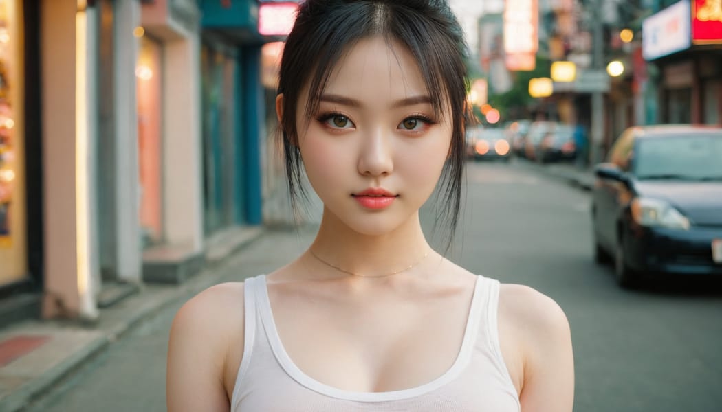 Tags: 21872187, SDXL
{"3": {"inputs": {"seed": 885076361439621, "steps": 64, "cfg": 7.57, "sampler_name": "dpmpp_2m", "scheduler": "karras", "denoise": 1.0, "model": ["27", 0], "positive": ["6", 0], "negative": ["7", 0], "latent_image": ["5", 0]}, "class_type": "KSampler"}, "4": {"inputs": {"ckpt_name": "juggernautxl.safetensors"}, "class_type": "CheckpointLoaderSimple"}, "5": {"inputs": {"width": 1344, "height": 768, "batch_size": 1}, "class_type": "EmptyLatentImage"}, "6": {"inputs": {"text": "21 year old girl, (ukrainian:1.01), (chinese:1.00), (pale skin:1.05), (slim:1.00), (beautiful eyes:0.98), (eyelashes:1.02), (detailed face:1.08), (blush:1.05), (cute:1.13), (idol:1.13), (sexy lips:1.05), (double eyelids:1.04), (seductive facial expression:0.99), (seductive pose:1.14), (temptress:1.13), (in a seductive pose:1.06), (large perky breasts:0.95), (cleavage:1.01), (thigh gap:1.02), (white tanktop:1.03), busy street, (skin fuzz:1.03), (detailed skin:1.03), (RAW:1.09), (natural looking skin:1.08), (candid cinema:1.00), (soft lighting:1.09), (portra:1.02), (film:1.05), (textured skin:1.03)", "clip": ["27", 1]}, "class_type": "CLIPTextEncode"}, "7": {"inputs": {"text": "(open mouth:1.05), (watermark:1.14), (bad hands:1.13), (worst quality:1.11), (distorted:1.09), (twisted:1.14), (low resolution:1.10)", "clip": ["27", 1]}, "class_type": "CLIPTextEncode"}, "8": {"inputs": {"samples": ["3", 0], "vae": ["4", 2]}, "class_type": "VAEDecode"}, "25": {"inputs": {"lora_name": "nudify_xl.safetensors", "strength_model": 0.33, "strength_clip": 0.18, "model": ["4", 0], "clip": ["4", 1]}, "class_type": "LoraLoader"}, "26": {"inputs": {"lora_name": "shirtlift_SDXL_v2.safetensors", "strength_model": 0.14, "strength_clip": 0.19, "model": ["25", 0], "clip": ["25", 1]}, "class_type": "LoraLoader"}, "27": {"inputs": {"lora_name": "PerfectEyesXL.safetensors", "strength_model": 0.09, "strength_clip": 0.07, "model": ["26", 0], "clip": ["26", 1]}, "class_type": "LoraLoader"}, "30": {"inputs": {"model_name": "4x_NMKD-Superscale-SP_178000_G.pth"}, "class_type": "UpscaleModelLoader"}, "31": {"inputs": {"upscale_model": ["30", 0], "image": ["8", 0]}, "class_type": "ImageUpscaleWithModel"}, "32": {"inputs": {"upscale_method": "lanczos", "scale_by": 0.5, "image": ["31", 0]}, "class_type": "ImageScaleBy"}, "33": {"inputs": {"pixels": ["32", 0], "vae": ["4", 2]}, "class_type": "VAEEncode"}, "34": {"inputs": {"seed": 885076361439621, "steps": 64, "cfg": 7.57, "sampler_name": "dpmpp_2m", "scheduler": "karras", "denoise": 0.3, "model": ["27", 0], "positive": ["6", 0], "negative": ["7", 0], "latent_image": ["33", 0]}, "class_type": "KSampler"}, "36": {"inputs": {"samples": ["34", 0], "vae": ["4", 2]}, "class_type": "VAEDecode"}, "39": {"inputs": {"filename_prefix": "comfyapi-1713202013160", "images": ["36", 0]}, "class_type": "SaveImage"}}