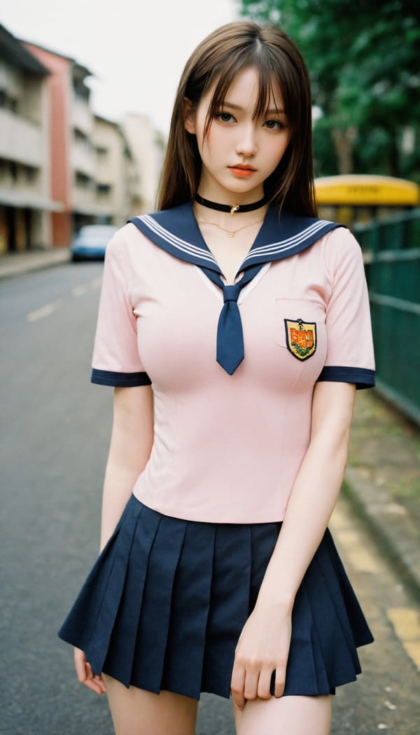 Tags: 21872187, SDXL
{"3": {"inputs": {"seed": 892003721520703, "steps": 32, "cfg": 7.32, "sampler_name": "dpmpp_2m", "scheduler": "karras", "denoise": 1.0, "model": ["27", 0], "positive": ["6", 0], "negative": ["7", 0], "latent_image": ["5", 0]}, "class_type": "KSampler"}, "4": {"inputs": {"ckpt_name": "helloworldxl.safetensors"}, "class_type": "CheckpointLoaderSimple"}, "5": {"inputs": {"width": 768, "height": 1344, "batch_size": 1}, "class_type": "EmptyLatentImage"}, "6": {"inputs": {"text": "20 year old girl, (cute:1.11), (beautiful eyes:1.03), (temptress:1.11), (double eyelids:0.95), (slim:0.99), (sexy lips:1.11), (idol:1.07), (seductive facial expression:1.01), (detailed face:1.04), (seductive pose:1.10), (pale skin:1.08), (blush:1.07), (in a seductive pose:0.99), (large perky breasts:1.07), (cleavage:1.13), (thigh gap:0.97), (school uniform:1.05), choker, busy street, (film:1.07), (RAW:1.01), (natural looking skin:1.01), (detailed skin:1.00), (soft lighting:1.00), (candid cinema:1.01), (portra:1.09), (textured skin:1.01), (skin fuzz:1.04)", "clip": ["27", 1]}, "class_type": "CLIPTextEncode"}, "7": {"inputs": {"text": "(watermark:1.09), (low resolution:1.08), (bad hands:1.07), (worst quality:1.11), (twisted:1.09), (distorted:1.12), (open mouth:1.13)", "clip": ["27", 1]}, "class_type": "CLIPTextEncode"}, "8": {"inputs": {"samples": ["3", 0], "vae": ["4", 2]}, "class_type": "VAEDecode"}, "25": {"inputs": {"lora_name": "nudify_xl.safetensors", "strength_model": 0.24, "strength_clip": 0.2, "model": ["4", 0], "clip": ["4", 1]}, "class_type": "LoraLoader"}, "26": {"inputs": {"lora_name": "shirtlift_SDXL_v2.safetensors", "strength_model": 0.01, "strength_clip": 0.03, "model": ["25", 0], "clip": ["25", 1]}, "class_type": "LoraLoader"}, "27": {"inputs": {"lora_name": "PerfectEyesXL.safetensors", "strength_model": 0.12, "strength_clip": 0.0, "model": ["26", 0], "clip": ["26", 1]}, "class_type": "LoraLoader"}, "30": {"inputs": {"model_name": "4x_NMKD-Superscale-SP_178000_G.pth"}, "class_type": "UpscaleModelLoader"}, "31": {"inputs": {"upscale_model": ["30", 0], "image": ["8", 0]}, "class_type": "ImageUpscaleWithModel"}, "32": {"inputs": {"upscale_method": "lanczos", "scale_by": 0.5, "image": ["31", 0]}, "class_type": "ImageScaleBy"}, "33": {"inputs": {"pixels": ["32", 0], "vae": ["4", 2]}, "class_type": "VAEEncode"}, "34": {"inputs": {"seed": 892003721520703, "steps": 32, "cfg": 7.32, "sampler_name": "dpmpp_2m", "scheduler": "karras", "denoise": 0.3, "model": ["27", 0], "positive": ["6", 0], "negative": ["7", 0], "latent_image": ["33", 0]}, "class_type": "KSampler"}, "36": {"inputs": {"samples": ["34", 0], "vae": ["4", 2]}, "class_type": "VAEDecode"}, "39": {"inputs": {"filename_prefix": "comfyapi-1713394076404", "images": ["36", 0]}, "class_type": "SaveImage"}}