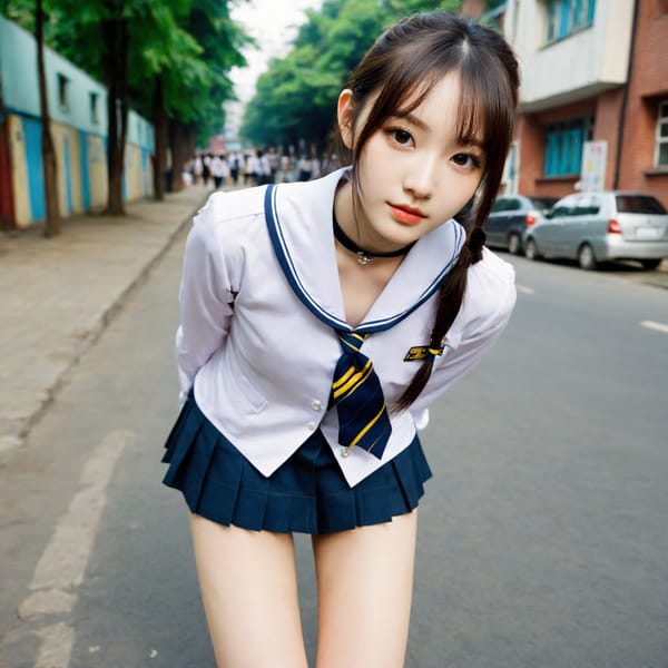 Tags: 21872187, SDXL
{"3": {"inputs": {"seed": 277828629913654, "steps": 64, "cfg": 7.59, "sampler_name": "dpmpp_2m", "scheduler": "karras", "denoise": 1.0, "model": ["27", 0], "positive": ["6", 0], "negative": ["7", 0], "latent_image": ["5", 0]}, "class_type": "KSampler"}, "4": {"inputs": {"ckpt_name": "helloworldxl.safetensors"}, "class_type": "CheckpointLoaderSimple"}, "5": {"inputs": {"width": 1024, "height": 1024, "batch_size": 1}, "class_type": "EmptyLatentImage"}, "6": {"inputs": {"text": "26 year old girl, (ukrainian:1.05), (korean:1.11), (sexy lips:0.98), (slim:1.11), (double eyelids:1.00), (detailed face:1.07), (blush:1.00), (idol:1.07), (beautiful eyes:1.00), (eyelashes:1.07), (seductive pose:1.01), (pale skin:0.97), (cute:1.09), (seductive facial expression:1.04), (perky ass:1.05), (exposed ass:1.03), (looking back:1.02), (sexy ass:1.09), (thigh gap:1.09), (school uniform:1.09), choker, busy street, (textured skin:1.01), (skin fuzz:1.07), (RAW:1.08), (soft lighting:1.09), (film:1.01), (portra:1.00), (detailed skin:1.03), (candid cinema:1.00), (natural looking skin:1.01)", "clip": ["27", 1]}, "class_type": "CLIPTextEncode"}, "7": {"inputs": {"text": "(twisted:1.11), (low resolution:1.07), (bad hands:1.10), (worst quality:1.13), (open mouth:1.11), (distorted:1.08), (watermark:1.10)", "clip": ["27", 1]}, "class_type": "CLIPTextEncode"}, "8": {"inputs": {"samples": ["3", 0], "vae": ["4", 2]}, "class_type": "VAEDecode"}, "25": {"inputs": {"lora_name": "nudify_xl.safetensors", "strength_model": 0.25, "strength_clip": 0.08, "model": ["4", 0], "clip": ["4", 1]}, "class_type": "LoraLoader"}, "26": {"inputs": {"lora_name": "shirtlift_SDXL_v2.safetensors", "strength_model": 0.1, "strength_clip": 0.1, "model": ["25", 0], "clip": ["25", 1]}, "class_type": "LoraLoader"}, "27": {"inputs": {"lora_name": "PerfectEyesXL.safetensors", "strength_model": 0.01, "strength_clip": 0.07, "model": ["26", 0], "clip": ["26", 1]}, "class_type": "LoraLoader"}, "30": {"inputs": {"model_name": "4x_NMKD-Superscale-SP_178000_G.pth"}, "class_type": "UpscaleModelLoader"}, "31": {"inputs": {"upscale_model": ["30", 0], "image": ["8", 0]}, "class_type": "ImageUpscaleWithModel"}, "32": {"inputs": {"upscale_method": "lanczos", "scale_by": 0.5, "image": ["31", 0]}, "class_type": "ImageScaleBy"}, "33": {"inputs": {"pixels": ["32", 0], "vae": ["4", 2]}, "class_type": "VAEEncode"}, "34": {"inputs": {"seed": 277828629913654, "steps": 64, "cfg": 7.59, "sampler_name": "dpmpp_2m", "scheduler": "karras", "denoise": 0.3, "model": ["27", 0], "positive": ["6", 0], "negative": ["7", 0], "latent_image": ["33", 0]}, "class_type": "KSampler"}, "36": {"inputs": {"samples": ["34", 0], "vae": ["4", 2]}, "class_type": "VAEDecode"}, "39": {"inputs": {"filename_prefix": "comfyapi-1726339820011", "images": ["36", 0]}, "class_type": "SaveImage"}}