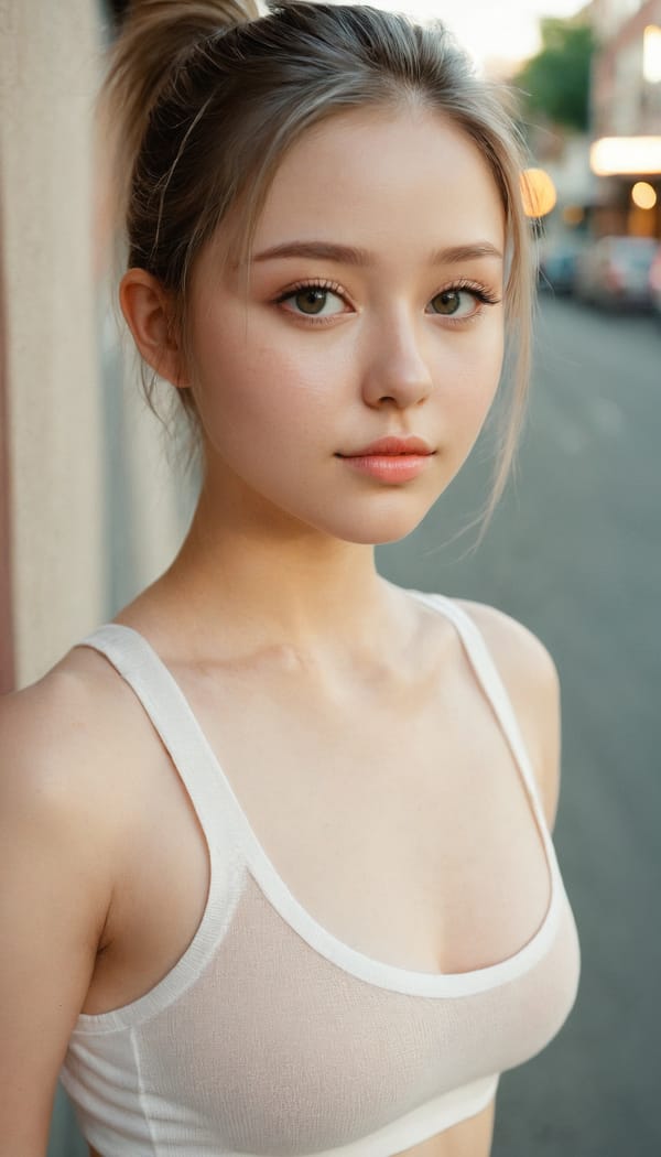 Tags: 21872187, SDXL
{"3": {"inputs": {"seed": 984387867718619, "steps": 64, "cfg": 5.44, "sampler_name": "dpmpp_2m", "scheduler": "karras", "denoise": 1.0, "model": ["27", 0], "positive": ["6", 0], "negative": ["7", 0], "latent_image": ["5", 0]}, "class_type": "KSampler"}, "4": {"inputs": {"ckpt_name": "juggernautxl.safetensors"}, "class_type": "CheckpointLoaderSimple"}, "5": {"inputs": {"width": 768, "height": 1344, "batch_size": 1}, "class_type": "EmptyLatentImage"}, "6": {"inputs": {"text": "23 year old girl, (blush:1.00), (eyelashes:0.95), (cute:1.14), (slim:0.96), (temptress:1.09), (idol:1.06), (sexy lips:1.09), (detailed face:1.06), (beautiful eyes:1.08), (pale skin:1.02), (seductive pose:1.06), (seductive facial expression:1.00), (double eyelids:1.11), (perky ass:1.02), (exposed ass:1.09), (looking back:1.03), (sexy ass:0.99), (thigh gap:1.14), (white tanktop:1.07), busy street, (candid cinema:1.01), (detailed skin:1.08), (soft lighting:1.02), (skin fuzz:1.08), (textured skin:1.03), (portra:1.07), (film:1.03), (natural looking skin:1.05), (RAW:1.08)", "clip": ["27", 1]}, "class_type": "CLIPTextEncode"}, "7": {"inputs": {"text": "(open mouth:1.11), (bad hands:1.14), (low resolution:1.06), (worst quality:1.05), (watermark:1.10), (twisted:1.06), (distorted:1.05)", "clip": ["27", 1]}, "class_type": "CLIPTextEncode"}, "8": {"inputs": {"samples": ["3", 0], "vae": ["4", 2]}, "class_type": "VAEDecode"}, "25": {"inputs": {"lora_name": "nudify_xl.safetensors", "strength_model": 0.37, "strength_clip": 0.31, "model": ["4", 0], "clip": ["4", 1]}, "class_type": "LoraLoader"}, "26": {"inputs": {"lora_name": "shirtlift_SDXL_v2.safetensors", "strength_model": 0.03, "strength_clip": 0.04, "model": ["25", 0], "clip": ["25", 1]}, "class_type": "LoraLoader"}, "27": {"inputs": {"lora_name": "PerfectEyesXL.safetensors", "strength_model": 0.1, "strength_clip": 0.04, "model": ["26", 0], "clip": ["26", 1]}, "class_type": "LoraLoader"}, "30": {"inputs": {"model_name": "4x_NMKD-Superscale-SP_178000_G.pth"}, "class_type": "UpscaleModelLoader"}, "31": {"inputs": {"upscale_model": ["30", 0], "image": ["8", 0]}, "class_type": "ImageUpscaleWithModel"}, "32": {"inputs": {"upscale_method": "lanczos", "scale_by": 0.5, "image": ["31", 0]}, "class_type": "ImageScaleBy"}, "33": {"inputs": {"pixels": ["32", 0], "vae": ["4", 2]}, "class_type": "VAEEncode"}, "34": {"inputs": {"seed": 984387867718619, "steps": 64, "cfg": 5.44, "sampler_name": "dpmpp_2m", "scheduler": "karras", "denoise": 0.3, "model": ["27", 0], "positive": ["6", 0], "negative": ["7", 0], "latent_image": ["33", 0]}, "class_type": "KSampler"}, "36": {"inputs": {"samples": ["34", 0], "vae": ["4", 2]}, "class_type": "VAEDecode"}, "39": {"inputs": {"filename_prefix": "comfyapi-1735801290199", "images": ["36", 0]}, "class_type": "SaveImage"}}