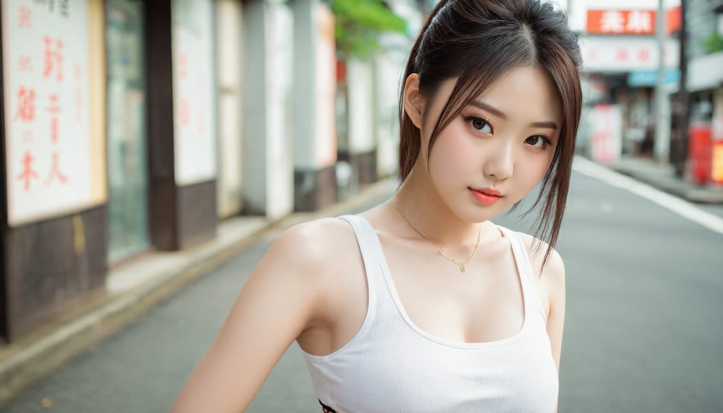 Tags: 21872187, SDXL
{"3": {"inputs": {"seed": 166077393117458, "steps": 64, "cfg": 7.92, "sampler_name": "dpmpp_2m", "scheduler": "karras", "denoise": 1.0, "model": ["27", 0], "positive": ["6", 0], "negative": ["7", 0], "latent_image": ["5", 0]}, "class_type": "KSampler"}, "4": {"inputs": {"ckpt_name": "juggernautxl.safetensors"}, "class_type": "CheckpointLoaderSimple"}, "5": {"inputs": {"width": 1344, "height": 768, "batch_size": 1}, "class_type": "EmptyLatentImage"}, "6": {"inputs": {"text": "18 year old girl, (japanese:1.02), (chinese:1.13), (cute:1.11), (detailed face:1.04), (beautiful eyes:0.99), (idol:1.13), (seductive pose:0.96), (eyelashes:1.03), (blush:0.95), (sexy lips:1.04), (temptress:1.05), (seductive facial expression:1.02), (slim:1.09), (pale skin:1.05), (double eyelids:1.06), (in a seductive pose:1.10), (large perky breasts:1.09), (cleavage:0.98), (thigh gap:0.96), (white tanktop:1.12), busy street, (detailed skin:1.08), (portra:1.09), (natural looking skin:1.07), (RAW:1.08), (soft lighting:1.01), (candid cinema:1.05), (textured skin:1.05), (film:1.06), (skin fuzz:1.00)", "clip": ["27", 1]}, "class_type": "CLIPTextEncode"}, "7": {"inputs": {"text": "(distorted:1.07), (open mouth:1.12), (watermark:1.10), (low resolution:1.12), (bad hands:1.05), (worst quality:1.08), (twisted:1.09)", "clip": ["27", 1]}, "class_type": "CLIPTextEncode"}, "8": {"inputs": {"samples": ["3", 0], "vae": ["4", 2]}, "class_type": "VAEDecode"}, "25": {"inputs": {"lora_name": "nudify_xl.safetensors", "strength_model": 0.24, "strength_clip": 0.24, "model": ["4", 0], "clip": ["4", 1]}, "class_type": "LoraLoader"}, "26": {"inputs": {"lora_name": "shirtlift_SDXL_v2.safetensors", "strength_model": 0.15, "strength_clip": 0.14, "model": ["25", 0], "clip": ["25", 1]}, "class_type": "LoraLoader"}, "27": {"inputs": {"lora_name": "PerfectEyesXL.safetensors", "strength_model": 0.0, "strength_clip": 0.13, "model": ["26", 0], "clip": ["26", 1]}, "class_type": "LoraLoader"}, "30": {"inputs": {"model_name": "4x_NMKD-Superscale-SP_178000_G.pth"}, "class_type": "UpscaleModelLoader"}, "31": {"inputs": {"upscale_model": ["30", 0], "image": ["8", 0]}, "class_type": "ImageUpscaleWithModel"}, "32": {"inputs": {"upscale_method": "lanczos", "scale_by": 0.5, "image": ["31", 0]}, "class_type": "ImageScaleBy"}, "33": {"inputs": {"pixels": ["32", 0], "vae": ["4", 2]}, "class_type": "VAEEncode"}, "34": {"inputs": {"seed": 166077393117458, "steps": 64, "cfg": 7.92, "sampler_name": "dpmpp_2m", "scheduler": "karras", "denoise": 0.3, "model": ["27", 0], "positive": ["6", 0], "negative": ["7", 0], "latent_image": ["33", 0]}, "class_type": "KSampler"}, "36": {"inputs": {"samples": ["34", 0], "vae": ["4", 2]}, "class_type": "VAEDecode"}, "39": {"inputs": {"filename_prefix": "comfyapi-1732140836260", "images": ["36", 0]}, "class_type": "SaveImage"}}