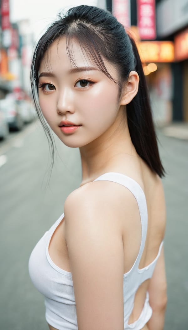 Tags: 21872187, SDXL
{"3": {"inputs": {"seed": 187753562206644, "steps": 32, "cfg": 6.83, "sampler_name": "dpmpp_2m", "scheduler": "karras", "denoise": 1.0, "model": ["27", 0], "positive": ["6", 0], "negative": ["7", 0], "latent_image": ["5", 0]}, "class_type": "KSampler"}, "4": {"inputs": {"ckpt_name": "juggernautxl.safetensors"}, "class_type": "CheckpointLoaderSimple"}, "5": {"inputs": {"width": 768, "height": 1344, "batch_size": 1}, "class_type": "EmptyLatentImage"}, "6": {"inputs": {"text": "19 year old girl, (chinese:1.04), (korean:0.95), (eyelashes:0.98), (detailed face:0.96), (idol:1.05), (beautiful eyes:0.98), (cute:1.08), (seductive pose:0.98), (seductive facial expression:1.06), (pale skin:1.00), (double eyelids:1.14), (slim:1.14), (sexy lips:1.11), (blush:0.95), (temptress:0.95), (perky ass:0.99), (exposed ass:1.04), (looking back:1.09), (sexy ass:1.01), (thigh gap:0.95), (white tanktop:0.98), busy street, (detailed skin:1.06), (RAW:1.04), (portra:1.07), (natural looking skin:1.02), (skin fuzz:1.09), (textured skin:1.01), (candid cinema:1.07), (soft lighting:1.04), (film:1.08)", "clip": ["27", 1]}, "class_type": "CLIPTextEncode"}, "7": {"inputs": {"text": "(worst quality:1.08), (watermark:1.12), (twisted:1.11), (open mouth:1.06), (low resolution:1.12), (bad hands:1.08), (distorted:1.14)", "clip": ["27", 1]}, "class_type": "CLIPTextEncode"}, "8": {"inputs": {"samples": ["3", 0], "vae": ["4", 2]}, "class_type": "VAEDecode"}, "25": {"inputs": {"lora_name": "nudify_xl.safetensors", "strength_model": 0.26, "strength_clip": 0.27, "model": ["4", 0], "clip": ["4", 1]}, "class_type": "LoraLoader"}, "26": {"inputs": {"lora_name": "shirtlift_SDXL_v2.safetensors", "strength_model": 0.06, "strength_clip": 0.04, "model": ["25", 0], "clip": ["25", 1]}, "class_type": "LoraLoader"}, "27": {"inputs": {"lora_name": "PerfectEyesXL.safetensors", "strength_model": 0.06, "strength_clip": 0.13, "model": ["26", 0], "clip": ["26", 1]}, "class_type": "LoraLoader"}, "30": {"inputs": {"model_name": "4x_NMKD-Superscale-SP_178000_G.pth"}, "class_type": "UpscaleModelLoader"}, "31": {"inputs": {"upscale_model": ["30", 0], "image": ["8", 0]}, "class_type": "ImageUpscaleWithModel"}, "32": {"inputs": {"upscale_method": "lanczos", "scale_by": 0.5, "image": ["31", 0]}, "class_type": "ImageScaleBy"}, "33": {"inputs": {"pixels": ["32", 0], "vae": ["4", 2]}, "class_type": "VAEEncode"}, "34": {"inputs": {"seed": 187753562206644, "steps": 32, "cfg": 6.83, "sampler_name": "dpmpp_2m", "scheduler": "karras", "denoise": 0.3, "model": ["27", 0], "positive": ["6", 0], "negative": ["7", 0], "latent_image": ["33", 0]}, "class_type": "KSampler"}, "36": {"inputs": {"samples": ["34", 0], "vae": ["4", 2]}, "class_type": "VAEDecode"}, "39": {"inputs": {"filename_prefix": "comfyapi-1716578097297", "images": ["36", 0]}, "class_type": "SaveImage"}}