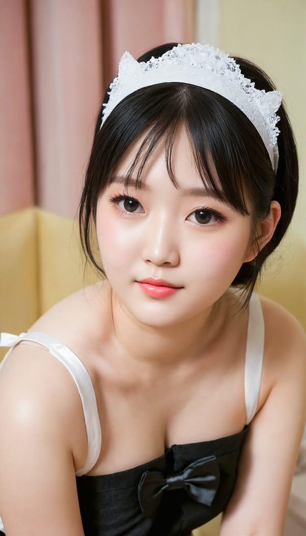 Tags: 21872187, SDXL
{"3": {"inputs": {"seed": 589463303976712, "steps": 32, "cfg": 5.07, "sampler_name": "dpmpp_2m", "scheduler": "karras", "denoise": 1.0, "model": ["27", 0], "positive": ["6", 0], "negative": ["7", 0], "latent_image": ["5", 0]}, "class_type": "KSampler"}, "4": {"inputs": {"ckpt_name": "juggernautXL_v8Rundiffusion.safetensors"}, "class_type": "CheckpointLoaderSimple"}, "5": {"inputs": {"width": 768, "height": 1344, "batch_size": 1}, "class_type": "EmptyLatentImage"}, "6": {"inputs": {"text": "21 year old girl, (taiwanese:1.13), (double eyelids:0.95), (idol:1.13), (eyelashes:1.13), (detailed face:1.11), (seductive facial expression:1.07), (beautiful eyes:1.00), (pale skin:1.04), (sexy lips:1.07), (seductive pose:1.04), (blush:0.97), (cute:1.04), (slim:1.01), (on all fours:1.07), (spreading ass cheeks:1.08), (from behind:0.95), (backboob:1.06), in a (skimpy maid costume:0.96) working at a maid cafe, choker, bowtie, headband, pleated skirt, (textured skin:1.03), (skin fuzz:1.02), (film:1.03), (RAW:1.07), (candid cinema:1.00), (soft lighting:1.09), (natural looking skin:1.09), (detailed skin:1.01), (portra:1.00)", "clip": ["27", 1]}, "class_type": "CLIPTextEncode"}, "7": {"inputs": {"text": "(watermark:1.12), (distorted:1.14), (twisted:1.09), (open mouth:1.05), (worst quality:1.06), (bad hands:1.06), (low resolution:1.06)", "clip": ["27", 1]}, "class_type": "CLIPTextEncode"}, "8": {"inputs": {"samples": ["3", 0], "vae": ["4", 2]}, "class_type": "VAEDecode"}, "25": {"inputs": {"lora_name": "nudify_xl.safetensors", "strength_model": 0.17, "strength_clip": 0.01, "model": ["4", 0], "clip": ["4", 1]}, "class_type": "LoraLoader"}, "26": {"inputs": {"lora_name": "shirtlift_SDXL_v2.safetensors", "strength_model": 0.1, "strength_clip": 0.05, "model": ["25", 0], "clip": ["25", 1]}, "class_type": "LoraLoader"}, "27": {"inputs": {"lora_name": "PerfectEyesXL.safetensors", "strength_model": 0.14, "strength_clip": 0.16, "model": ["26", 0], "clip": ["26", 1]}, "class_type": "LoraLoader"}, "30": {"inputs": {"model_name": "4x_NMKD-Superscale-SP_178000_G.pth"}, "class_type": "UpscaleModelLoader"}, "31": {"inputs": {"upscale_model": ["30", 0], "image": ["8", 0]}, "class_type": "ImageUpscaleWithModel"}, "32": {"inputs": {"upscale_method": "lanczos", "scale_by": 0.5, "image": ["31", 0]}, "class_type": "ImageScaleBy"}, "33": {"inputs": {"pixels": ["32", 0], "vae": ["4", 2]}, "class_type": "VAEEncode"}, "34": {"inputs": {"seed": 589463303976712, "steps": 32, "cfg": 5.07, "sampler_name": "dpmpp_2m", "scheduler": "karras", "denoise": 0.3, "model": ["27", 0], "positive": ["6", 0], "negative": ["7", 0], "latent_image": ["33", 0]}, "class_type": "KSampler"}, "36": {"inputs": {"samples": ["34", 0], "vae": ["4", 2]}, "class_type": "VAEDecode"}, "39": {"inputs": {"filename_prefix": "comfyapi-1707416136999", "images": ["36", 0]}, "class_type": "SaveImage"}}