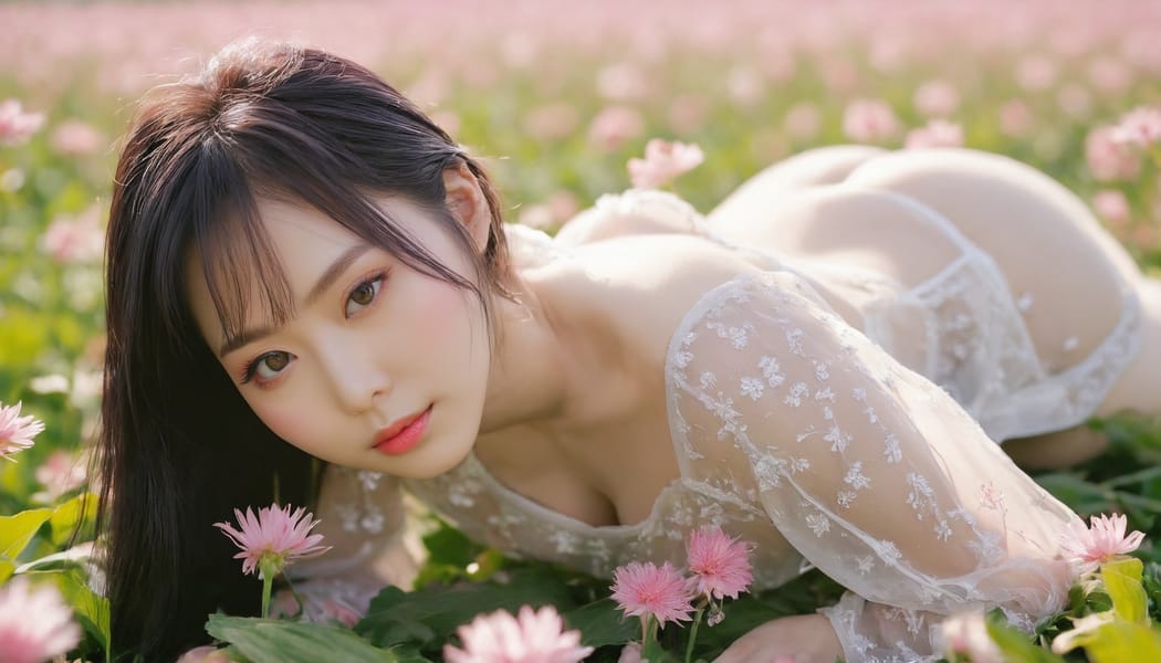 Tags: 21872187, SDXL
{"3": {"inputs": {"seed": 537885844422241, "steps": 64, "cfg": 5.31, "sampler_name": "dpmpp_2m", "scheduler": "karras", "denoise": 1.0, "model": ["27", 0], "positive": ["6", 0], "negative": ["7", 0], "latent_image": ["5", 0]}, "class_type": "KSampler"}, "4": {"inputs": {"ckpt_name": "juggernautxl.safetensors"}, "class_type": "CheckpointLoaderSimple"}, "5": {"inputs": {"width": 1344, "height": 768, "batch_size": 1}, "class_type": "EmptyLatentImage"}, "6": {"inputs": {"text": "24 year old girl, (japanese:1.02), (slim:1.04), (cute:1.01), (temptress:1.05), (eyelashes:0.98), (pale skin:1.03), (beautiful eyes:1.02), (blush:1.08), (seductive pose:1.00), (detailed face:1.07), (double eyelids:0.98), (seductive facial expression:1.00), (sexy lips:1.09), (idol:1.13), (on all fours:1.06), (spreading ass cheeks:1.05), (from behind:1.07), (backboob:1.06), wearing (translucent clothes:1.00) on a flower field, (candid cinema:1.03), (skin fuzz:1.07), (natural looking skin:1.06), (soft lighting:1.06), (film:1.07), (portra:1.09), (RAW:1.07), (textured skin:1.00), (detailed skin:1.01)", "clip": ["27", 1]}, "class_type": "CLIPTextEncode"}, "7": {"inputs": {"text": "(twisted:1.13), (open mouth:1.12), (watermark:1.10), (distorted:1.07), (bad hands:1.09), (worst quality:1.14), (low resolution:1.14)", "clip": ["27", 1]}, "class_type": "CLIPTextEncode"}, "8": {"inputs": {"samples": ["3", 0], "vae": ["4", 2]}, "class_type": "VAEDecode"}, "25": {"inputs": {"lora_name": "nudify_xl.safetensors", "strength_model": 0.06, "strength_clip": 0.24, "model": ["4", 0], "clip": ["4", 1]}, "class_type": "LoraLoader"}, "26": {"inputs": {"lora_name": "shirtlift_SDXL_v2.safetensors", "strength_model": 0.05, "strength_clip": 0.15, "model": ["25", 0], "clip": ["25", 1]}, "class_type": "LoraLoader"}, "27": {"inputs": {"lora_name": "PerfectEyesXL.safetensors", "strength_model": 0.11, "strength_clip": 0.0, "model": ["26", 0], "clip": ["26", 1]}, "class_type": "LoraLoader"}, "30": {"inputs": {"model_name": "4x_NMKD-Superscale-SP_178000_G.pth"}, "class_type": "UpscaleModelLoader"}, "31": {"inputs": {"upscale_model": ["30", 0], "image": ["8", 0]}, "class_type": "ImageUpscaleWithModel"}, "32": {"inputs": {"upscale_method": "lanczos", "scale_by": 0.5, "image": ["31", 0]}, "class_type": "ImageScaleBy"}, "33": {"inputs": {"pixels": ["32", 0], "vae": ["4", 2]}, "class_type": "VAEEncode"}, "34": {"inputs": {"seed": 537885844422241, "steps": 64, "cfg": 5.31, "sampler_name": "dpmpp_2m", "scheduler": "karras", "denoise": 0.3, "model": ["27", 0], "positive": ["6", 0], "negative": ["7", 0], "latent_image": ["33", 0]}, "class_type": "KSampler"}, "36": {"inputs": {"samples": ["34", 0], "vae": ["4", 2]}, "class_type": "VAEDecode"}, "39": {"inputs": {"filename_prefix": "comfyapi-1724124078018", "images": ["36", 0]}, "class_type": "SaveImage"}}