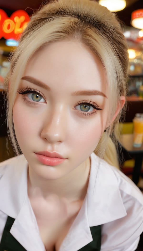 Tags: 21872187, SDXL
{"3": {"inputs": {"seed": 288740396188032, "steps": 64, "cfg": 7.01, "sampler_name": "dpmpp_2m", "scheduler": "karras", "denoise": 1.0, "model": ["27", 0], "positive": ["6", 0], "negative": ["7", 0], "latent_image": ["5", 0]}, "class_type": "KSampler"}, "4": {"inputs": {"ckpt_name": "juggernautxl.safetensors"}, "class_type": "CheckpointLoaderSimple"}, "5": {"inputs": {"width": 768, "height": 1344, "batch_size": 1}, "class_type": "EmptyLatentImage"}, "6": {"inputs": {"text": "22 year old girl, (cute:1.05), (seductive facial expression:0.99), (pale skin:1.04), (beautiful eyes:1.14), (sexy lips:0.95), (seductive pose:1.11), (detailed face:1.04), (slim:1.05), (idol:1.12), (eyelashes:1.07), (temptress:1.02), (blush:0.95), (double eyelids:1.10), (on all fours:1.08), (spreading ass cheeks:0.95), (from behind:1.14), (backboob:1.13), (a waitress in uniform:1.10) working at a restaurant, (textured skin:1.01), (candid cinema:1.02), (film:1.05), (RAW:1.09), (skin fuzz:1.06), (portra:1.01), (soft lighting:1.09), (natural looking skin:1.05), (detailed skin:1.02)", "clip": ["27", 1]}, "class_type": "CLIPTextEncode"}, "7": {"inputs": {"text": "(watermark:1.11), (twisted:1.12), (bad hands:1.11), (open mouth:1.13), (distorted:1.06), (low resolution:1.10)", "clip": ["27", 1]}, "class_type": "CLIPTextEncode"}, "8": {"inputs": {"samples": ["3", 0], "vae": ["4", 2]}, "class_type": "VAEDecode"}, "25": {"inputs": {"lora_name": "nudify_xl.safetensors", "strength_model": 0.21, "strength_clip": 0.38, "model": ["4", 0], "clip": ["4", 1]}, "class_type": "LoraLoader"}, "26": {"inputs": {"lora_name": "shirtlift_SDXL_v2.safetensors", "strength_model": 0.01, "strength_clip": 0.15, "model": ["25", 0], "clip": ["25", 1]}, "class_type": "LoraLoader"}, "27": {"inputs": {"lora_name": "PerfectEyesXL.safetensors", "strength_model": 0.19, "strength_clip": 0.14, "model": ["26", 0], "clip": ["26", 1]}, "class_type": "LoraLoader"}, "30": {"inputs": {"model_name": "4x_NMKD-Superscale-SP_178000_G.pth"}, "class_type": "UpscaleModelLoader"}, "31": {"inputs": {"upscale_model": ["30", 0], "image": ["8", 0]}, "class_type": "ImageUpscaleWithModel"}, "32": {"inputs": {"upscale_method": "lanczos", "scale_by": 0.5, "image": ["31", 0]}, "class_type": "ImageScaleBy"}, "33": {"inputs": {"pixels": ["32", 0], "vae": ["4", 2]}, "class_type": "VAEEncode"}, "34": {"inputs": {"seed": 288740396188032, "steps": 64, "cfg": 7.01, "sampler_name": "dpmpp_2m", "scheduler": "karras", "denoise": 0.3, "model": ["27", 0], "positive": ["6", 0], "negative": ["7", 0], "latent_image": ["33", 0]}, "class_type": "KSampler"}, "36": {"inputs": {"samples": ["34", 0], "vae": ["4", 2]}, "class_type": "VAEDecode"}, "39": {"inputs": {"filename_prefix": "comfyapi-1724729266328", "images": ["36", 0]}, "class_type": "SaveImage"}}