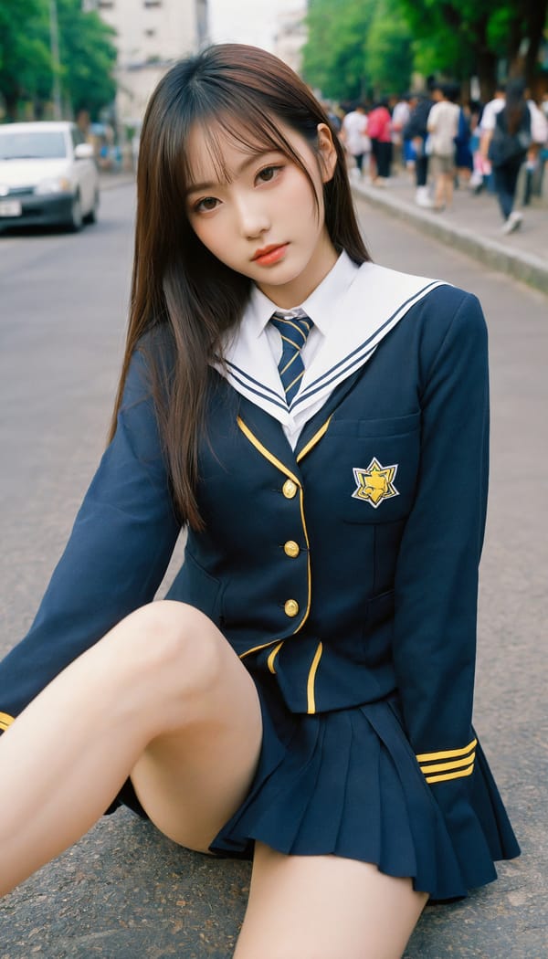 Tags: 21872187, SDXL
{"3": {"inputs": {"seed": 144469697981108, "steps": 32, "cfg": 6.35, "sampler_name": "dpmpp_2m", "scheduler": "karras", "denoise": 1.0, "model": ["27", 0], "positive": ["6", 0], "negative": ["7", 0], "latent_image": ["5", 0]}, "class_type": "KSampler"}, "4": {"inputs": {"ckpt_name": "helloworldxl.safetensors"}, "class_type": "CheckpointLoaderSimple"}, "5": {"inputs": {"width": 768, "height": 1344, "batch_size": 1}, "class_type": "EmptyLatentImage"}, "6": {"inputs": {"text": "26 year old girl, (ukrainian:1.03), (chinese:1.07), (japanese:1.06), (slim:1.05), (eyelashes:1.09), (idol:0.97), (seductive pose:0.99), (temptress:1.13), (pale skin:0.97), (sexy lips:1.13), (detailed face:1.07), (blush:1.12), (cute:0.95), (beautiful eyes:1.11), (double eyelids:1.12), (in a seductive pose:1.05), (large perky breasts:0.95), (cleavage:0.95), (thigh gap:1.14), (school uniform:1.08), choker, busy street, (candid cinema:1.02), (natural looking skin:1.05), (textured skin:1.00), (detailed skin:1.01), (RAW:1.01), (portra:1.05), (skin fuzz:1.03), (soft lighting:1.06), (film:1.00)", "clip": ["27", 1]}, "class_type": "CLIPTextEncode"}, "7": {"inputs": {"text": "(open mouth:1.07), (worst quality:1.07), (bad hands:1.14), (distorted:1.07), (watermark:1.08), (low resolution:1.09), (twisted:1.12)", "clip": ["27", 1]}, "class_type": "CLIPTextEncode"}, "8": {"inputs": {"samples": ["3", 0], "vae": ["4", 2]}, "class_type": "VAEDecode"}, "25": {"inputs": {"lora_name": "nudify_xl.safetensors", "strength_model": 0.22, "strength_clip": 0.07, "model": ["4", 0], "clip": ["4", 1]}, "class_type": "LoraLoader"}, "26": {"inputs": {"lora_name": "shirtlift_SDXL_v2.safetensors", "strength_model": 0.19, "strength_clip": 0.03, "model": ["25", 0], "clip": ["25", 1]}, "class_type": "LoraLoader"}, "27": {"inputs": {"lora_name": "PerfectEyesXL.safetensors", "strength_model": 0.01, "strength_clip": 0.12, "model": ["26", 0], "clip": ["26", 1]}, "class_type": "LoraLoader"}, "30": {"inputs": {"model_name": "4x_NMKD-Superscale-SP_178000_G.pth"}, "class_type": "UpscaleModelLoader"}, "31": {"inputs": {"upscale_model": ["30", 0], "image": ["8", 0]}, "class_type": "ImageUpscaleWithModel"}, "32": {"inputs": {"upscale_method": "lanczos", "scale_by": 0.5, "image": ["31", 0]}, "class_type": "ImageScaleBy"}, "33": {"inputs": {"pixels": ["32", 0], "vae": ["4", 2]}, "class_type": "VAEEncode"}, "34": {"inputs": {"seed": 144469697981108, "steps": 32, "cfg": 6.35, "sampler_name": "dpmpp_2m", "scheduler": "karras", "denoise": 0.3, "model": ["27", 0], "positive": ["6", 0], "negative": ["7", 0], "latent_image": ["33", 0]}, "class_type": "KSampler"}, "36": {"inputs": {"samples": ["34", 0], "vae": ["4", 2]}, "class_type": "VAEDecode"}, "39": {"inputs": {"filename_prefix": "comfyapi-1735818467289", "images": ["36", 0]}, "class_type": "SaveImage"}}