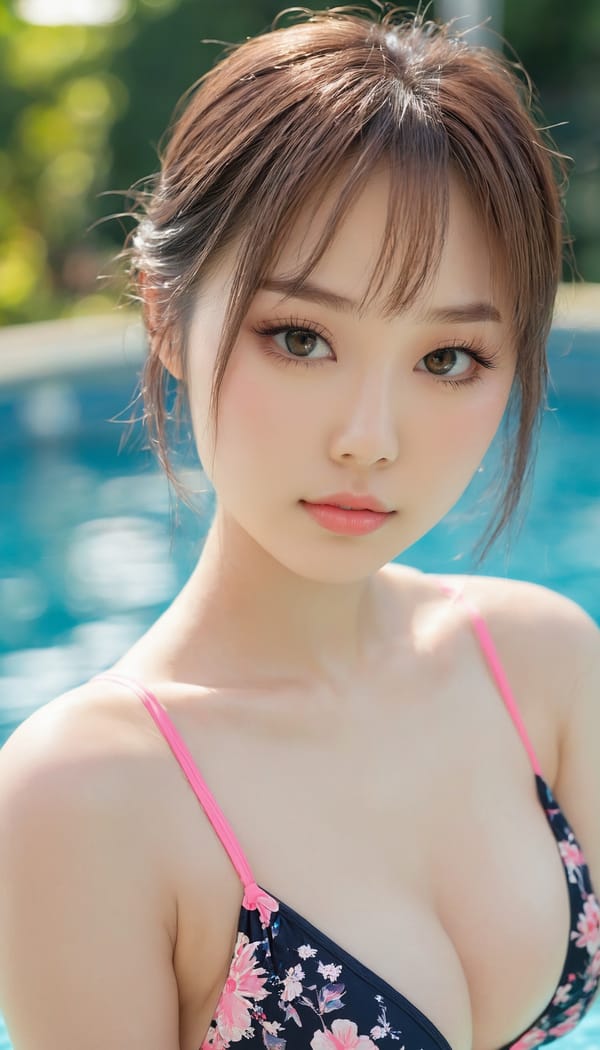 Tags: 21872187, SDXL
{"3": {"inputs": {"seed": 412177746639093, "steps": 32, "cfg": 5.63, "sampler_name": "dpmpp_2m", "scheduler": "karras", "denoise": 1.0, "model": ["27", 0], "positive": ["6", 0], "negative": ["7", 0], "latent_image": ["5", 0]}, "class_type": "KSampler"}, "4": {"inputs": {"ckpt_name": "juggernautxl.safetensors"}, "class_type": "CheckpointLoaderSimple"}, "5": {"inputs": {"width": 768, "height": 1344, "batch_size": 1}, "class_type": "EmptyLatentImage"}, "6": {"inputs": {"text": "20 year old girl, (japanese:1.06), (russian:0.98), (beautiful eyes:1.03), (blush:1.07), (detailed face:1.14), (double eyelids:1.08), (idol:1.04), (temptress:1.12), (eyelashes:1.10), (seductive pose:1.06), (cute:1.11), (slim:1.00), (sexy lips:1.11), (pale skin:1.00), (seductive facial expression:1.05), (in a seductive pose:1.03), (large perky breasts:0.96), (cleavage:1.09), (thigh gap:1.03), (in a swimsuit:1.13) at a pool, (soft lighting:1.03), (natural looking skin:1.00), (candid cinema:1.00), (film:1.08), (portra:1.09), (skin fuzz:1.07), (detailed skin:1.01), (textured skin:1.06), (RAW:1.02)", "clip": ["27", 1]}, "class_type": "CLIPTextEncode"}, "7": {"inputs": {"text": "(open mouth:1.12), (bad hands:1.13), (distorted:1.09), (twisted:1.05), (watermark:1.06), (worst quality:1.06), (low resolution:1.05)", "clip": ["27", 1]}, "class_type": "CLIPTextEncode"}, "8": {"inputs": {"samples": ["3", 0], "vae": ["4", 2]}, "class_type": "VAEDecode"}, "25": {"inputs": {"lora_name": "nudify_xl.safetensors", "strength_model": 0.03, "strength_clip": 0.2, "model": ["4", 0], "clip": ["4", 1]}, "class_type": "LoraLoader"}, "26": {"inputs": {"lora_name": "shirtlift_SDXL_v2.safetensors", "strength_model": 0.01, "strength_clip": 0.06, "model": ["25", 0], "clip": ["25", 1]}, "class_type": "LoraLoader"}, "27": {"inputs": {"lora_name": "PerfectEyesXL.safetensors", "strength_model": 0.16, "strength_clip": 0.15, "model": ["26", 0], "clip": ["26", 1]}, "class_type": "LoraLoader"}, "30": {"inputs": {"model_name": "4x_NMKD-Superscale-SP_178000_G.pth"}, "class_type": "UpscaleModelLoader"}, "31": {"inputs": {"upscale_model": ["30", 0], "image": ["8", 0]}, "class_type": "ImageUpscaleWithModel"}, "32": {"inputs": {"upscale_method": "lanczos", "scale_by": 0.5, "image": ["31", 0]}, "class_type": "ImageScaleBy"}, "33": {"inputs": {"pixels": ["32", 0], "vae": ["4", 2]}, "class_type": "VAEEncode"}, "34": {"inputs": {"seed": 412177746639093, "steps": 32, "cfg": 5.63, "sampler_name": "dpmpp_2m", "scheduler": "karras", "denoise": 0.3, "model": ["27", 0], "positive": ["6", 0], "negative": ["7", 0], "latent_image": ["33", 0]}, "class_type": "KSampler"}, "36": {"inputs": {"samples": ["34", 0], "vae": ["4", 2]}, "class_type": "VAEDecode"}, "39": {"inputs": {"filename_prefix": "comfyapi-1716530824794", "images": ["36", 0]}, "class_type": "SaveImage"}}