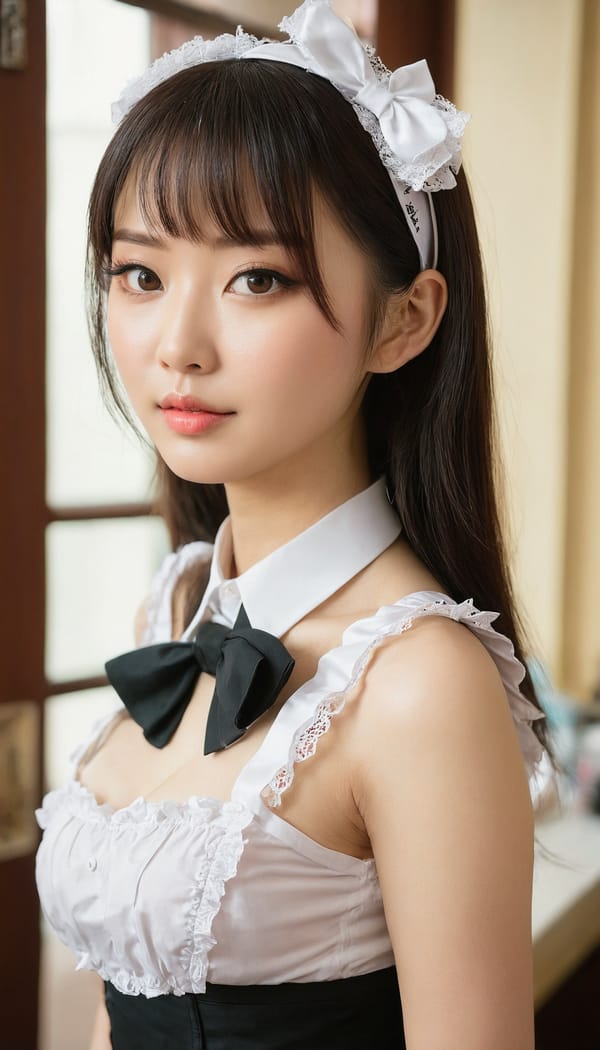 Tags: 21872187, SDXL
{"3": {"inputs": {"seed": 613815086489200, "steps": 64, "cfg": 5.47, "sampler_name": "dpmpp_2m", "scheduler": "karras", "denoise": 1.0, "model": ["27", 0], "positive": ["6", 0], "negative": ["7", 0], "latent_image": ["5", 0]}, "class_type": "KSampler"}, "4": {"inputs": {"ckpt_name": "juggernautxl.safetensors"}, "class_type": "CheckpointLoaderSimple"}, "5": {"inputs": {"width": 768, "height": 1344, "batch_size": 1}, "class_type": "EmptyLatentImage"}, "6": {"inputs": {"text": "25 year old girl, (taiwanese:1.03), (russian:1.10), (seductive facial expression:1.14), (seductive pose:1.02), (idol:0.99), (cute:1.01), (slim:1.13), (sexy lips:1.02), (blush:1.00), (beautiful eyes:0.99), (double eyelids:1.11), (pale skin:0.99), (detailed face:1.12), (temptress:1.07), (eyelashes:0.99), (perky ass:1.08), (exposed ass:1.07), (looking back:1.02), (sexy ass:1.05), (thigh gap:1.10), in a (skimpy maid costume:0.98) working at a maid cafe, choker, bowtie, headband, pleated skirt, (RAW:1.02), (film:1.09), (natural looking skin:1.02), (candid cinema:1.07), (skin fuzz:1.07), (portra:1.06), (textured skin:1.06), (detailed skin:1.07), (soft lighting:1.03)", "clip": ["27", 1]}, "class_type": "CLIPTextEncode"}, "7": {"inputs": {"text": "(watermark:1.07), (distorted:1.14), (low resolution:1.07), (open mouth:1.07), (bad hands:1.14), (worst quality:1.10), (twisted:1.07)", "clip": ["27", 1]}, "class_type": "CLIPTextEncode"}, "8": {"inputs": {"samples": ["3", 0], "vae": ["4", 2]}, "class_type": "VAEDecode"}, "25": {"inputs": {"lora_name": "nudify_xl.safetensors", "strength_model": 0.05, "strength_clip": 0.1, "model": ["4", 0], "clip": ["4", 1]}, "class_type": "LoraLoader"}, "26": {"inputs": {"lora_name": "shirtlift_SDXL_v2.safetensors", "strength_model": 0.06, "strength_clip": 0.04, "model": ["25", 0], "clip": ["25", 1]}, "class_type": "LoraLoader"}, "27": {"inputs": {"lora_name": "PerfectEyesXL.safetensors", "strength_model": 0.17, "strength_clip": 0.01, "model": ["26", 0], "clip": ["26", 1]}, "class_type": "LoraLoader"}, "30": {"inputs": {"model_name": "4x_NMKD-Superscale-SP_178000_G.pth"}, "class_type": "UpscaleModelLoader"}, "31": {"inputs": {"upscale_model": ["30", 0], "image": ["8", 0]}, "class_type": "ImageUpscaleWithModel"}, "32": {"inputs": {"upscale_method": "lanczos", "scale_by": 0.5, "image": ["31", 0]}, "class_type": "ImageScaleBy"}, "33": {"inputs": {"pixels": ["32", 0], "vae": ["4", 2]}, "class_type": "VAEEncode"}, "34": {"inputs": {"seed": 613815086489200, "steps": 64, "cfg": 5.47, "sampler_name": "dpmpp_2m", "scheduler": "karras", "denoise": 0.3, "model": ["27", 0], "positive": ["6", 0], "negative": ["7", 0], "latent_image": ["33", 0]}, "class_type": "KSampler"}, "36": {"inputs": {"samples": ["34", 0], "vae": ["4", 2]}, "class_type": "VAEDecode"}, "39": {"inputs": {"filename_prefix": "comfyapi-1714670390445", "images": ["36", 0]}, "class_type": "SaveImage"}}