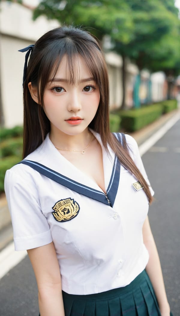 Tags: 21872187, SDXL
{"3": {"inputs": {"seed": 347716673705698, "steps": 64, "cfg": 7.51, "sampler_name": "dpmpp_2m", "scheduler": "karras", "denoise": 1.0, "model": ["27", 0], "positive": ["6", 0], "negative": ["7", 0], "latent_image": ["5", 0]}, "class_type": "KSampler"}, "4": {"inputs": {"ckpt_name": "leosamsHelloworldSDXL_helloworldSDXL32DPO.safetensors"}, "class_type": "CheckpointLoaderSimple"}, "5": {"inputs": {"width": 768, "height": 1344, "batch_size": 1}, "class_type": "EmptyLatentImage"}, "6": {"inputs": {"text": "22 year old girl, (japanese:0.96), (pale skin:1.06), (eyelashes:1.10), (slim:1.05), (seductive facial expression:1.01), (idol:1.10), (blush:1.11), (beautiful eyes:1.10), (detailed face:1.05), (cute:1.04), (double eyelids:1.08), (seductive pose:0.96), (temptress:0.96), (sexy lips:1.04), (in a seductive pose:1.02), (large perky breasts:1.13), (cleavage:1.09), (thigh gap:1.05), (school uniform:1.14), choker, busy street, (textured skin:1.00), (candid cinema:1.09), (skin fuzz:1.08), (detailed skin:1.04), (natural looking skin:1.04), (RAW:1.07), (soft lighting:1.04), (portra:1.01), (film:1.08)", "clip": ["27", 1]}, "class_type": "CLIPTextEncode"}, "7": {"inputs": {"text": "(twisted:1.07), (worst quality:1.13), (distorted:1.06), (low resolution:1.08), (watermark:1.14), (open mouth:1.11), (bad hands:1.07)", "clip": ["27", 1]}, "class_type": "CLIPTextEncode"}, "8": {"inputs": {"samples": ["3", 0], "vae": ["4", 2]}, "class_type": "VAEDecode"}, "25": {"inputs": {"lora_name": "nudify_xl.safetensors", "strength_model": 0.35, "strength_clip": 0.22, "model": ["4", 0], "clip": ["4", 1]}, "class_type": "LoraLoader"}, "26": {"inputs": {"lora_name": "shirtlift_SDXL_v2.safetensors", "strength_model": 0.04, "strength_clip": 0.12, "model": ["25", 0], "clip": ["25", 1]}, "class_type": "LoraLoader"}, "27": {"inputs": {"lora_name": "PerfectEyesXL.safetensors", "strength_model": 0.02, "strength_clip": 0.12, "model": ["26", 0], "clip": ["26", 1]}, "class_type": "LoraLoader"}, "30": {"inputs": {"model_name": "4x_NMKD-Superscale-SP_178000_G.pth"}, "class_type": "UpscaleModelLoader"}, "31": {"inputs": {"upscale_model": ["30", 0], "image": ["8", 0]}, "class_type": "ImageUpscaleWithModel"}, "32": {"inputs": {"upscale_method": "lanczos", "scale_by": 0.5, "image": ["31", 0]}, "class_type": "ImageScaleBy"}, "33": {"inputs": {"pixels": ["32", 0], "vae": ["4", 2]}, "class_type": "VAEEncode"}, "34": {"inputs": {"seed": 347716673705698, "steps": 64, "cfg": 7.51, "sampler_name": "dpmpp_2m", "scheduler": "karras", "denoise": 0.3, "model": ["27", 0], "positive": ["6", 0], "negative": ["7", 0], "latent_image": ["33", 0]}, "class_type": "KSampler"}, "36": {"inputs": {"samples": ["34", 0], "vae": ["4", 2]}, "class_type": "VAEDecode"}, "39": {"inputs": {"filename_prefix": "comfyapi-1708040857049", "images": ["36", 0]}, "class_type": "SaveImage"}}