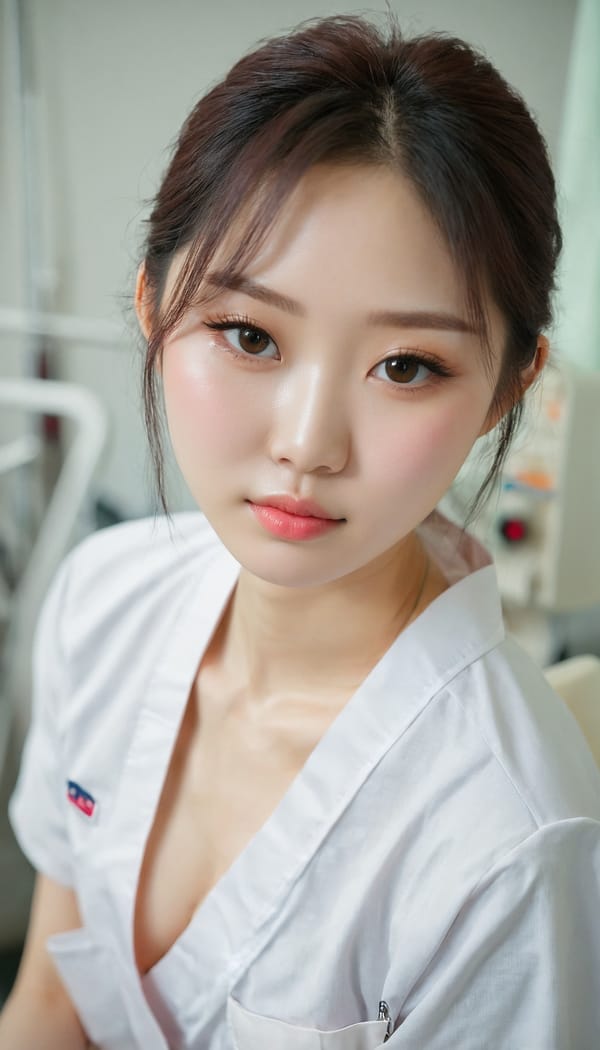 Tags: 21872187, SDXL
{"3": {"inputs": {"seed": 556208309960250, "steps": 32, "cfg": 5.35, "sampler_name": "dpmpp_2m", "scheduler": "karras", "denoise": 1.0, "model": ["27", 0], "positive": ["6", 0], "negative": ["7", 0], "latent_image": ["5", 0]}, "class_type": "KSampler"}, "4": {"inputs": {"ckpt_name": "juggernautxl.safetensors"}, "class_type": "CheckpointLoaderSimple"}, "5": {"inputs": {"width": 768, "height": 1344, "batch_size": 1}, "class_type": "EmptyLatentImage"}, "6": {"inputs": {"text": "25 year old girl, (korean:1.10), (japanese:1.08), (cute:1.14), (blush:1.04), (pale skin:1.12), (slim:1.05), (seductive pose:1.14), (eyelashes:1.12), (seductive facial expression:1.08), (double eyelids:1.13), (detailed face:1.00), (idol:1.04), (sexy lips:1.04), (temptress:1.11), (beautiful eyes:1.04), (perky ass:1.10), (exposed ass:1.08), (looking back:1.08), (sexy ass:0.97), (thigh gap:1.08), (nurse in uniform:0.96) working in a hospital ward, (RAW:1.00), (textured skin:1.07), (film:1.02), (natural looking skin:1.00), (detailed skin:1.04), (portra:1.07), (soft lighting:1.07), (skin fuzz:1.08), (candid cinema:1.04)", "clip": ["27", 1]}, "class_type": "CLIPTextEncode"}, "7": {"inputs": {"text": "(twisted:1.14), (bad hands:1.10), (low resolution:1.13), (open mouth:1.07), (distorted:1.06), (worst quality:1.14), (watermark:1.09)", "clip": ["27", 1]}, "class_type": "CLIPTextEncode"}, "8": {"inputs": {"samples": ["3", 0], "vae": ["4", 2]}, "class_type": "VAEDecode"}, "25": {"inputs": {"lora_name": "nudify_xl.safetensors", "strength_model": 0.05, "strength_clip": 0.36, "model": ["4", 0], "clip": ["4", 1]}, "class_type": "LoraLoader"}, "26": {"inputs": {"lora_name": "shirtlift_SDXL_v2.safetensors", "strength_model": 0.01, "strength_clip": 0.08, "model": ["25", 0], "clip": ["25", 1]}, "class_type": "LoraLoader"}, "27": {"inputs": {"lora_name": "PerfectEyesXL.safetensors", "strength_model": 0.16, "strength_clip": 0.16, "model": ["26", 0], "clip": ["26", 1]}, "class_type": "LoraLoader"}, "30": {"inputs": {"model_name": "4x_NMKD-Superscale-SP_178000_G.pth"}, "class_type": "UpscaleModelLoader"}, "31": {"inputs": {"upscale_model": ["30", 0], "image": ["8", 0]}, "class_type": "ImageUpscaleWithModel"}, "32": {"inputs": {"upscale_method": "lanczos", "scale_by": 0.5, "image": ["31", 0]}, "class_type": "ImageScaleBy"}, "33": {"inputs": {"pixels": ["32", 0], "vae": ["4", 2]}, "class_type": "VAEEncode"}, "34": {"inputs": {"seed": 556208309960250, "steps": 32, "cfg": 5.35, "sampler_name": "dpmpp_2m", "scheduler": "karras", "denoise": 0.3, "model": ["27", 0], "positive": ["6", 0], "negative": ["7", 0], "latent_image": ["33", 0]}, "class_type": "KSampler"}, "36": {"inputs": {"samples": ["34", 0], "vae": ["4", 2]}, "class_type": "VAEDecode"}, "39": {"inputs": {"filename_prefix": "comfyapi-1726203852305", "images": ["36", 0]}, "class_type": "SaveImage"}}