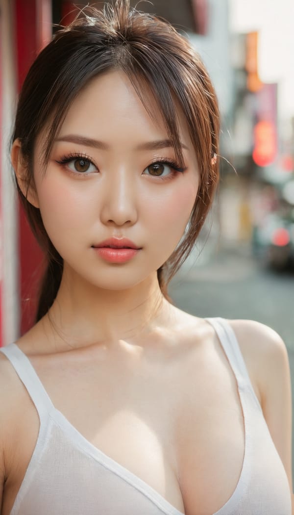 Tags: 21872187, SDXL
{"3": {"inputs": {"seed": 744743970887442, "steps": 32, "cfg": 5.29, "sampler_name": "dpmpp_2m", "scheduler": "karras", "denoise": 1.0, "model": ["27", 0], "positive": ["6", 0], "negative": ["7", 0], "latent_image": ["5", 0]}, "class_type": "KSampler"}, "4": {"inputs": {"ckpt_name": "juggernautxl.safetensors"}, "class_type": "CheckpointLoaderSimple"}, "5": {"inputs": {"width": 768, "height": 1344, "batch_size": 1}, "class_type": "EmptyLatentImage"}, "6": {"inputs": {"text": "25 year old girl, (japanese:1.14), (russian:1.06), (beautiful eyes:1.00), (sexy lips:1.05), (blush:0.95), (seductive facial expression:1.08), (cute:1.00), (eyelashes:1.11), (detailed face:1.07), (temptress:1.09), (double eyelids:1.12), (pale skin:1.07), (slim:0.97), (seductive pose:0.96), (idol:1.02), (in a seductive pose:0.99), (large perky breasts:1.07), (cleavage:1.02), (thigh gap:1.07), (white tanktop:1.01), busy street, (film:1.00), (natural looking skin:1.03), (candid cinema:1.04), (RAW:1.06), (detailed skin:1.01), (skin fuzz:1.09), (textured skin:1.05), (portra:1.08), (soft lighting:1.06)", "clip": ["27", 1]}, "class_type": "CLIPTextEncode"}, "7": {"inputs": {"text": "(watermark:1.08), (distorted:1.12), (twisted:1.10), (low resolution:1.07), (worst quality:1.14), (bad hands:1.05), (open mouth:1.10)", "clip": ["27", 1]}, "class_type": "CLIPTextEncode"}, "8": {"inputs": {"samples": ["3", 0], "vae": ["4", 2]}, "class_type": "VAEDecode"}, "25": {"inputs": {"lora_name": "nudify_xl.safetensors", "strength_model": 0.23, "strength_clip": 0.24, "model": ["4", 0], "clip": ["4", 1]}, "class_type": "LoraLoader"}, "26": {"inputs": {"lora_name": "shirtlift_SDXL_v2.safetensors", "strength_model": 0.16, "strength_clip": 0.04, "model": ["25", 0], "clip": ["25", 1]}, "class_type": "LoraLoader"}, "27": {"inputs": {"lora_name": "PerfectEyesXL.safetensors", "strength_model": 0.16, "strength_clip": 0.02, "model": ["26", 0], "clip": ["26", 1]}, "class_type": "LoraLoader"}, "30": {"inputs": {"model_name": "4x_NMKD-Superscale-SP_178000_G.pth"}, "class_type": "UpscaleModelLoader"}, "31": {"inputs": {"upscale_model": ["30", 0], "image": ["8", 0]}, "class_type": "ImageUpscaleWithModel"}, "32": {"inputs": {"upscale_method": "lanczos", "scale_by": 0.5, "image": ["31", 0]}, "class_type": "ImageScaleBy"}, "33": {"inputs": {"pixels": ["32", 0], "vae": ["4", 2]}, "class_type": "VAEEncode"}, "34": {"inputs": {"seed": 744743970887442, "steps": 32, "cfg": 5.29, "sampler_name": "dpmpp_2m", "scheduler": "karras", "denoise": 0.3, "model": ["27", 0], "positive": ["6", 0], "negative": ["7", 0], "latent_image": ["33", 0]}, "class_type": "KSampler"}, "36": {"inputs": {"samples": ["34", 0], "vae": ["4", 2]}, "class_type": "VAEDecode"}, "39": {"inputs": {"filename_prefix": "comfyapi-1718640644749", "images": ["36", 0]}, "class_type": "SaveImage"}}