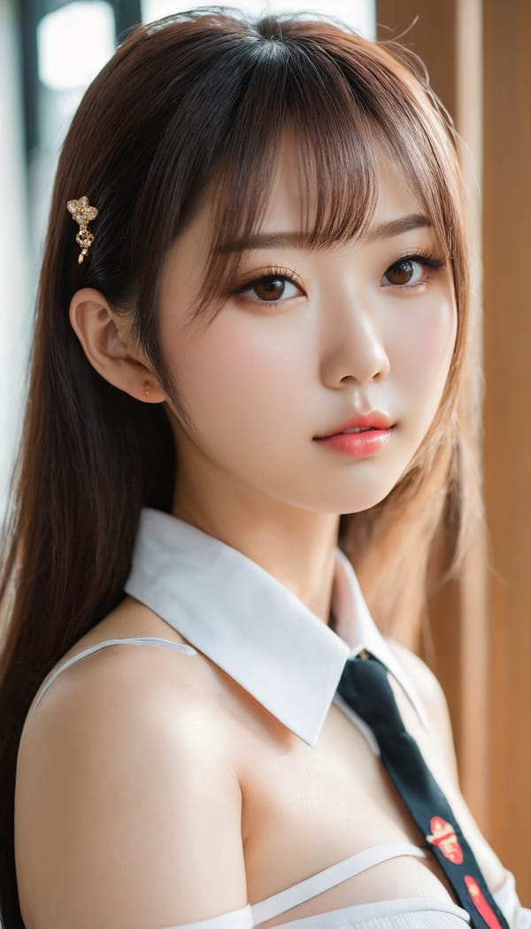 Tags: 21872187, SDXL
{"3": {"inputs": {"seed": 643704005918311, "steps": 32, "cfg": 6.42, "sampler_name": "dpmpp_2m", "scheduler": "karras", "denoise": 1.0, "model": ["27", 0], "positive": ["6", 0], "negative": ["7", 0], "latent_image": ["5", 0]}, "class_type": "KSampler"}, "4": {"inputs": {"ckpt_name": "juggernautxl.safetensors"}, "class_type": "CheckpointLoaderSimple"}, "5": {"inputs": {"width": 768, "height": 1344, "batch_size": 1}, "class_type": "EmptyLatentImage"}, "6": {"inputs": {"text": "26 year old girl, (japanese:1.09), (korean:1.00), (chinese:1.04), (seductive pose:1.11), (sexy lips:1.05), (idol:0.99), (blush:1.04), (eyelashes:1.08), (cute:1.09), (double eyelids:1.13), (beautiful eyes:1.10), (pale skin:1.11), (slim:1.04), (detailed face:1.07), (seductive facial expression:1.00), (temptress:1.04), (in a seductive pose:1.00), (large perky breasts:1.01), (cleavage:1.11), (thigh gap:1.03), (school uniform:1.07), choker, busy street, (natural looking skin:1.06), (detailed skin:1.08), (portra:1.01), (skin fuzz:1.00), (film:1.02), (textured skin:1.05), (candid cinema:1.01), (soft lighting:1.04), (RAW:1.06)", "clip": ["27", 1]}, "class_type": "CLIPTextEncode"}, "7": {"inputs": {"text": "(distorted:1.14), (low resolution:1.07), (worst quality:1.11), (twisted:1.08), (bad hands:1.07), (watermark:1.07), (open mouth:1.13)", "clip": ["27", 1]}, "class_type": "CLIPTextEncode"}, "8": {"inputs": {"samples": ["3", 0], "vae": ["4", 2]}, "class_type": "VAEDecode"}, "25": {"inputs": {"lora_name": "nudify_xl.safetensors", "strength_model": 0.01, "strength_clip": 0.0, "model": ["4", 0], "clip": ["4", 1]}, "class_type": "LoraLoader"}, "26": {"inputs": {"lora_name": "shirtlift_SDXL_v2.safetensors", "strength_model": 0.1, "strength_clip": 0.02, "model": ["25", 0], "clip": ["25", 1]}, "class_type": "LoraLoader"}, "27": {"inputs": {"lora_name": "PerfectEyesXL.safetensors", "strength_model": 0.08, "strength_clip": 0.11, "model": ["26", 0], "clip": ["26", 1]}, "class_type": "LoraLoader"}, "30": {"inputs": {"model_name": "4x_NMKD-Superscale-SP_178000_G.pth"}, "class_type": "UpscaleModelLoader"}, "31": {"inputs": {"upscale_model": ["30", 0], "image": ["8", 0]}, "class_type": "ImageUpscaleWithModel"}, "32": {"inputs": {"upscale_method": "lanczos", "scale_by": 0.5, "image": ["31", 0]}, "class_type": "ImageScaleBy"}, "33": {"inputs": {"pixels": ["32", 0], "vae": ["4", 2]}, "class_type": "VAEEncode"}, "34": {"inputs": {"seed": 643704005918311, "steps": 32, "cfg": 6.42, "sampler_name": "dpmpp_2m", "scheduler": "karras", "denoise": 0.3, "model": ["27", 0], "positive": ["6", 0], "negative": ["7", 0], "latent_image": ["33", 0]}, "class_type": "KSampler"}, "36": {"inputs": {"samples": ["34", 0], "vae": ["4", 2]}, "class_type": "VAEDecode"}, "39": {"inputs": {"filename_prefix": "comfyapi-1731115479159", "images": ["36", 0]}, "class_type": "SaveImage"}}