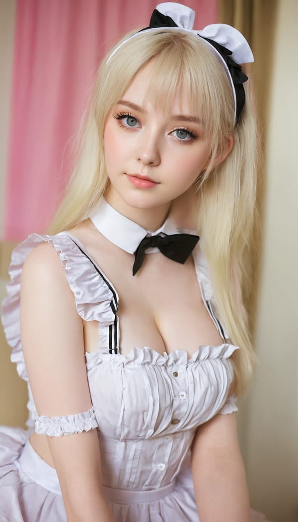 Tags: 21872187, SDXL
{"3": {"inputs": {"seed": 954346037424100, "steps": 32, "cfg": 5.1, "sampler_name": "dpmpp_2m", "scheduler": "karras", "denoise": 1.0, "model": ["27", 0], "positive": ["6", 0], "negative": ["7", 0], "latent_image": ["5", 0]}, "class_type": "KSampler"}, "4": {"inputs": {"ckpt_name": "juggernautxl.safetensors"}, "class_type": "CheckpointLoaderSimple"}, "5": {"inputs": {"width": 768, "height": 1344, "batch_size": 1}, "class_type": "EmptyLatentImage"}, "6": {"inputs": {"text": "18 year old girl, (beautiful eyes:1.07), (idol:1.13), (pale skin:1.03), (cute:0.95), (slim:0.98), (blush:1.01), (temptress:1.14), (eyelashes:0.99), (seductive pose:1.12), (detailed face:1.09), (seductive facial expression:1.00), (in a seductive pose:1.02), (large perky breasts:0.97), (cleavage:1.08), (thigh gap:1.07), in a (skimpy maid costume:1.03) working at a maid cafe, choker, bowtie, headband, pleated skirt, (candid cinema:1.01), (natural looking skin:1.06), (portra:1.01), (skin fuzz:1.06), (soft lighting:1.05), (RAW:1.07), (detailed skin:1.01), (film:1.05), (textured skin:1.05)", "clip": ["27", 1]}, "class_type": "CLIPTextEncode"}, "7": {"inputs": {"text": "(low resolution:1.05), (twisted:1.09), (distorted:1.11), (open mouth:1.07), (worst quality:1.09), (watermark:1.13), (bad hands:1.13)", "clip": ["27", 1]}, "class_type": "CLIPTextEncode"}, "8": {"inputs": {"samples": ["3", 0], "vae": ["4", 2]}, "class_type": "VAEDecode"}, "25": {"inputs": {"lora_name": "nudify_xl.safetensors", "strength_model": 0.21, "strength_clip": 0.11, "model": ["4", 0], "clip": ["4", 1]}, "class_type": "LoraLoader"}, "26": {"inputs": {"lora_name": "shirtlift_SDXL_v2.safetensors", "strength_model": 0.04, "strength_clip": 0.05, "model": ["25", 0], "clip": ["25", 1]}, "class_type": "LoraLoader"}, "27": {"inputs": {"lora_name": "PerfectEyesXL.safetensors", "strength_model": 0.09, "strength_clip": 0.13, "model": ["26", 0], "clip": ["26", 1]}, "class_type": "LoraLoader"}, "30": {"inputs": {"model_name": "4x_NMKD-Superscale-SP_178000_G.pth"}, "class_type": "UpscaleModelLoader"}, "31": {"inputs": {"upscale_model": ["30", 0], "image": ["8", 0]}, "class_type": "ImageUpscaleWithModel"}, "32": {"inputs": {"upscale_method": "lanczos", "scale_by": 0.5, "image": ["31", 0]}, "class_type": "ImageScaleBy"}, "33": {"inputs": {"pixels": ["32", 0], "vae": ["4", 2]}, "class_type": "VAEEncode"}, "34": {"inputs": {"seed": 954346037424100, "steps": 32, "cfg": 5.1, "sampler_name": "dpmpp_2m", "scheduler": "karras", "denoise": 0.3, "model": ["27", 0], "positive": ["6", 0], "negative": ["7", 0], "latent_image": ["33", 0]}, "class_type": "KSampler"}, "36": {"inputs": {"samples": ["34", 0], "vae": ["4", 2]}, "class_type": "VAEDecode"}, "39": {"inputs": {"filename_prefix": "comfyapi-1726845801493", "images": ["36", 0]}, "class_type": "SaveImage"}}