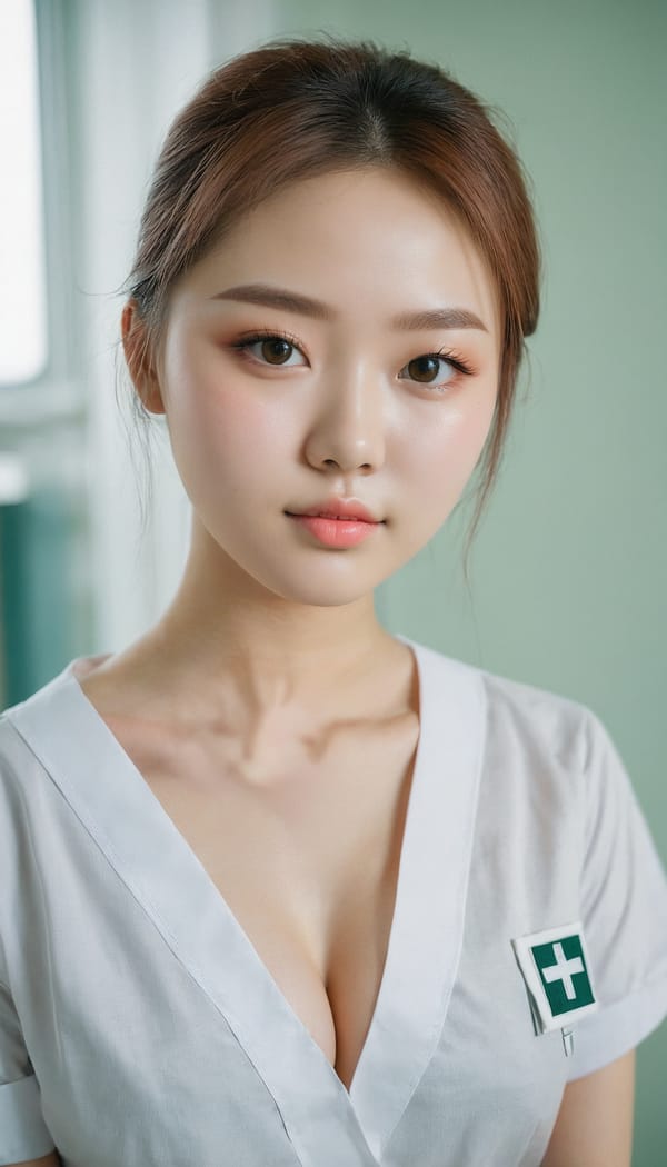 Tags: 21872187, SDXL
{"3": {"inputs": {"seed": 766688903345275, "steps": 64, "cfg": 5.66, "sampler_name": "dpmpp_2m", "scheduler": "karras", "denoise": 1.0, "model": ["27", 0], "positive": ["6", 0], "negative": ["7", 0], "latent_image": ["5", 0]}, "class_type": "KSampler"}, "4": {"inputs": {"ckpt_name": "juggernautxl.safetensors"}, "class_type": "CheckpointLoaderSimple"}, "5": {"inputs": {"width": 768, "height": 1344, "batch_size": 1}, "class_type": "EmptyLatentImage"}, "6": {"inputs": {"text": "18 year old girl, (russian:1.01), (korean:0.95), (double eyelids:1.03), (detailed face:1.04), (cute:1.10), (beautiful eyes:1.06), (seductive facial expression:1.14), (idol:1.10), (blush:1.09), (temptress:0.97), (sexy lips:1.02), (slim:1.13), (seductive pose:1.09), (pale skin:0.98), (in a seductive pose:1.09), (large perky breasts:1.08), (cleavage:0.97), (thigh gap:1.03), (nurse in uniform:1.12) working in a hospital ward, (natural looking skin:1.02), (RAW:1.09), (textured skin:1.04), (detailed skin:1.04), (candid cinema:1.06), (portra:1.02), (soft lighting:1.03), (film:1.07), (skin fuzz:1.01)", "clip": ["27", 1]}, "class_type": "CLIPTextEncode"}, "7": {"inputs": {"text": "(open mouth:1.07), (twisted:1.06), (distorted:1.14), (bad hands:1.12), (low resolution:1.10), (watermark:1.08), (worst quality:1.14)", "clip": ["27", 1]}, "class_type": "CLIPTextEncode"}, "8": {"inputs": {"samples": ["3", 0], "vae": ["4", 2]}, "class_type": "VAEDecode"}, "25": {"inputs": {"lora_name": "nudify_xl.safetensors", "strength_model": 0.0, "strength_clip": 0.32, "model": ["4", 0], "clip": ["4", 1]}, "class_type": "LoraLoader"}, "26": {"inputs": {"lora_name": "shirtlift_SDXL_v2.safetensors", "strength_model": 0.11, "strength_clip": 0.19, "model": ["25", 0], "clip": ["25", 1]}, "class_type": "LoraLoader"}, "27": {"inputs": {"lora_name": "PerfectEyesXL.safetensors", "strength_model": 0.04, "strength_clip": 0.19, "model": ["26", 0], "clip": ["26", 1]}, "class_type": "LoraLoader"}, "30": {"inputs": {"model_name": "4x_NMKD-Superscale-SP_178000_G.pth"}, "class_type": "UpscaleModelLoader"}, "31": {"inputs": {"upscale_model": ["30", 0], "image": ["8", 0]}, "class_type": "ImageUpscaleWithModel"}, "32": {"inputs": {"upscale_method": "lanczos", "scale_by": 0.5, "image": ["31", 0]}, "class_type": "ImageScaleBy"}, "33": {"inputs": {"pixels": ["32", 0], "vae": ["4", 2]}, "class_type": "VAEEncode"}, "34": {"inputs": {"seed": 766688903345275, "steps": 64, "cfg": 5.66, "sampler_name": "dpmpp_2m", "scheduler": "karras", "denoise": 0.3, "model": ["27", 0], "positive": ["6", 0], "negative": ["7", 0], "latent_image": ["33", 0]}, "class_type": "KSampler"}, "36": {"inputs": {"samples": ["34", 0], "vae": ["4", 2]}, "class_type": "VAEDecode"}, "39": {"inputs": {"filename_prefix": "comfyapi-1733947252374", "images": ["36", 0]}, "class_type": "SaveImage"}}