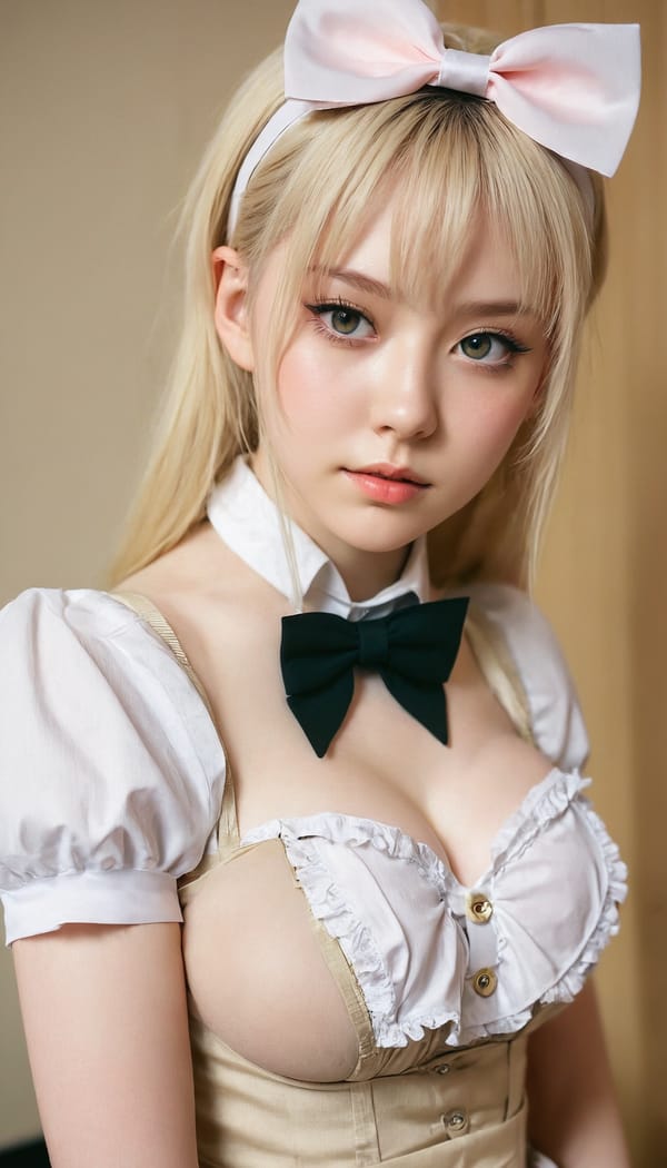 Tags: 21872187, SDXL
{"3": {"inputs": {"seed": 407236050852428, "steps": 64, "cfg": 5.87, "sampler_name": "dpmpp_2m", "scheduler": "karras", "denoise": 1.0, "model": ["27", 0], "positive": ["6", 0], "negative": ["7", 0], "latent_image": ["5", 0]}, "class_type": "KSampler"}, "4": {"inputs": {"ckpt_name": "juggernautxl.safetensors"}, "class_type": "CheckpointLoaderSimple"}, "5": {"inputs": {"width": 768, "height": 1344, "batch_size": 1}, "class_type": "EmptyLatentImage"}, "6": {"inputs": {"text": "18 year old girl, (irish:1.07), (blush:1.14), (seductive pose:0.98), (seductive facial expression:1.11), (pale skin:0.97), (temptress:0.95), (sexy lips:0.98), (detailed face:1.01), (double eyelids:1.04), (cute:0.97), (idol:1.03), (beautiful eyes:1.14), (slim:1.13), (in a seductive pose:1.05), (large perky breasts:1.05), (cleavage:1.11), (thigh gap:1.01), in a (skimpy maid costume:0.95) working at a maid cafe, choker, bowtie, headband, pleated skirt, (RAW:1.02), (textured skin:1.00), (detailed skin:1.07), (film:1.07), (skin fuzz:1.07), (candid cinema:1.01), (soft lighting:1.05), (natural looking skin:1.05), (portra:1.00)", "clip": ["27", 1]}, "class_type": "CLIPTextEncode"}, "7": {"inputs": {"text": "(worst quality:1.10), (distorted:1.12), (bad hands:1.12), (twisted:1.06), (low resolution:1.07), (watermark:1.13), (open mouth:1.13)", "clip": ["27", 1]}, "class_type": "CLIPTextEncode"}, "8": {"inputs": {"samples": ["3", 0], "vae": ["4", 2]}, "class_type": "VAEDecode"}, "25": {"inputs": {"lora_name": "nudify_xl.safetensors", "strength_model": 0.13, "strength_clip": 0.11, "model": ["4", 0], "clip": ["4", 1]}, "class_type": "LoraLoader"}, "26": {"inputs": {"lora_name": "shirtlift_SDXL_v2.safetensors", "strength_model": 0.17, "strength_clip": 0.1, "model": ["25", 0], "clip": ["25", 1]}, "class_type": "LoraLoader"}, "27": {"inputs": {"lora_name": "PerfectEyesXL.safetensors", "strength_model": 0.04, "strength_clip": 0.1, "model": ["26", 0], "clip": ["26", 1]}, "class_type": "LoraLoader"}, "30": {"inputs": {"model_name": "4x_NMKD-Superscale-SP_178000_G.pth"}, "class_type": "UpscaleModelLoader"}, "31": {"inputs": {"upscale_model": ["30", 0], "image": ["8", 0]}, "class_type": "ImageUpscaleWithModel"}, "32": {"inputs": {"upscale_method": "lanczos", "scale_by": 0.5, "image": ["31", 0]}, "class_type": "ImageScaleBy"}, "33": {"inputs": {"pixels": ["32", 0], "vae": ["4", 2]}, "class_type": "VAEEncode"}, "34": {"inputs": {"seed": 407236050852428, "steps": 64, "cfg": 5.87, "sampler_name": "dpmpp_2m", "scheduler": "karras", "denoise": 0.3, "model": ["27", 0], "positive": ["6", 0], "negative": ["7", 0], "latent_image": ["33", 0]}, "class_type": "KSampler"}, "36": {"inputs": {"samples": ["34", 0], "vae": ["4", 2]}, "class_type": "VAEDecode"}, "39": {"inputs": {"filename_prefix": "comfyapi-1715869755746", "images": ["36", 0]}, "class_type": "SaveImage"}}