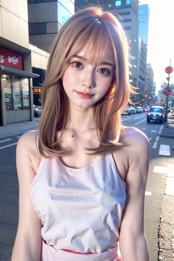 Tags: 21872187
<lora:mix4:0.57>, <lora:koreanDollLikeness:0.64>, (white tank top:1.04), (large breasts:1.05), busy street in urban city, <lora:skirtlift-v4:0.88 <lora:Addams:0.30>, extremely detailed eyes, extremely detailed face, cute, (photorealistic:1.12), sexy lips, seductive smile, double eyelids, pale skin, perky breasts, RAW, best quality, sharp, blush, (stunningly attractive:1.08)
Negative prompt: anime, black and white, (worst quality:2.16)
Steps: 64, Sampler: DPM++ 2M Karras, CFG scale: 7.0, Seed: 3959478214, Size: 512x768, Model hash: fc2511737a, Model: chilloutmix_NiPrunedFp32Fix, Seed resize from: -1x-1, Denoising strength: 0.45, Version: v1.2.1, Hires upscale: 3.0, Hires steps: 16, Hires upscaler: ESRGAN_4x
