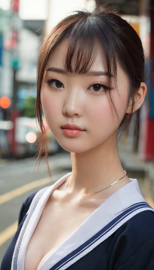 Tags: 21872187, SDXL
{"3": {"inputs": {"seed": 765578310631328, "steps": 32, "cfg": 7.04, "sampler_name": "dpmpp_2m", "scheduler": "karras", "denoise": 1.0, "model": ["27", 0], "positive": ["6", 0], "negative": ["7", 0], "latent_image": ["5", 0]}, "class_type": "KSampler"}, "4": {"inputs": {"ckpt_name": "juggernautxl.safetensors"}, "class_type": "CheckpointLoaderSimple"}, "5": {"inputs": {"width": 768, "height": 1344, "batch_size": 1}, "class_type": "EmptyLatentImage"}, "6": {"inputs": {"text": "23 year old girl, (chinese:1.03), (japanese:1.14), (irish:1.03), (seductive facial expression:1.08), (temptress:1.07), (sexy lips:1.12), (idol:1.04), (slim:1.02), (beautiful eyes:0.96), (double eyelids:1.07), (blush:1.12), (pale skin:1.13), (seductive pose:1.03), (cute:1.09), (detailed face:1.02), (eyelashes:1.10), (in a seductive pose:0.97), (large perky breasts:1.09), (cleavage:1.11), (thigh gap:1.12), (school uniform:1.09), choker, busy street, (soft lighting:1.03), (skin fuzz:1.08), (detailed skin:1.09), (portra:1.02), (candid cinema:1.01), (textured skin:1.09), (film:1.07), (natural looking skin:1.00), (RAW:1.06)", "clip": ["27", 1]}, "class_type": "CLIPTextEncode"}, "7": {"inputs": {"text": "(low resolution:1.11), (twisted:1.11), (bad hands:1.12), (open mouth:1.14), (distorted:1.05), (watermark:1.13), (worst quality:1.10)", "clip": ["27", 1]}, "class_type": "CLIPTextEncode"}, "8": {"inputs": {"samples": ["3", 0], "vae": ["4", 2]}, "class_type": "VAEDecode"}, "25": {"inputs": {"lora_name": "nudify_xl.safetensors", "strength_model": 0.17, "strength_clip": 0.01, "model": ["4", 0], "clip": ["4", 1]}, "class_type": "LoraLoader"}, "26": {"inputs": {"lora_name": "shirtlift_SDXL_v2.safetensors", "strength_model": 0.03, "strength_clip": 0.05, "model": ["25", 0], "clip": ["25", 1]}, "class_type": "LoraLoader"}, "27": {"inputs": {"lora_name": "PerfectEyesXL.safetensors", "strength_model": 0.02, "strength_clip": 0.19, "model": ["26", 0], "clip": ["26", 1]}, "class_type": "LoraLoader"}, "30": {"inputs": {"model_name": "4x_NMKD-Superscale-SP_178000_G.pth"}, "class_type": "UpscaleModelLoader"}, "31": {"inputs": {"upscale_model": ["30", 0], "image": ["8", 0]}, "class_type": "ImageUpscaleWithModel"}, "32": {"inputs": {"upscale_method": "lanczos", "scale_by": 0.5, "image": ["31", 0]}, "class_type": "ImageScaleBy"}, "33": {"inputs": {"pixels": ["32", 0], "vae": ["4", 2]}, "class_type": "VAEEncode"}, "34": {"inputs": {"seed": 765578310631328, "steps": 32, "cfg": 7.04, "sampler_name": "dpmpp_2m", "scheduler": "karras", "denoise": 0.3, "model": ["27", 0], "positive": ["6", 0], "negative": ["7", 0], "latent_image": ["33", 0]}, "class_type": "KSampler"}, "36": {"inputs": {"samples": ["34", 0], "vae": ["4", 2]}, "class_type": "VAEDecode"}, "39": {"inputs": {"filename_prefix": "comfyapi-1716934582370", "images": ["36", 0]}, "class_type": "SaveImage"}}