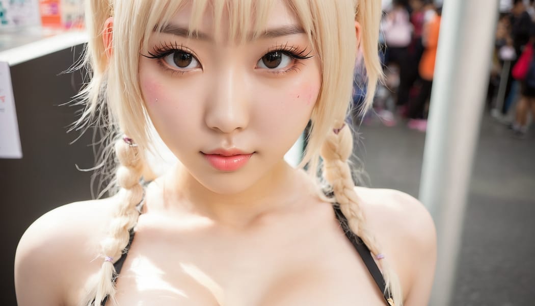 Tags: 21872187, SDXL
{"3": {"inputs": {"seed": 536333753091366, "steps": 32, "cfg": 6.47, "sampler_name": "dpmpp_2m", "scheduler": "karras", "denoise": 1.0, "model": ["27", 0], "positive": ["6", 0], "negative": ["7", 0], "latent_image": ["5", 0]}, "class_type": "KSampler"}, "4": {"inputs": {"ckpt_name": "juggernautxl.safetensors"}, "class_type": "CheckpointLoaderSimple"}, "5": {"inputs": {"width": 1344, "height": 768, "batch_size": 1}, "class_type": "EmptyLatentImage"}, "6": {"inputs": {"text": "19 year old girl, (taiwanese:1.14), (detailed face:1.14), (sexy lips:1.04), (double eyelids:1.07), (slim:1.11), (idol:1.00), (beautiful eyes:1.02), (eyelashes:1.12), (blush:1.12), (pale skin:1.12), (seductive facial expression:1.08), (temptress:1.06), (cute:1.13), (seductive pose:1.06), (in a seductive pose:1.11), (large perky breasts:0.96), (cleavage:1.05), (thigh gap:1.11), (in a cosplay:1.12) at comiket posing for camera, (natural looking skin:1.00), (soft lighting:1.02), (portra:1.03), (detailed skin:1.06), (RAW:1.08), (candid cinema:1.05), (skin fuzz:1.06), (textured skin:1.07), (film:1.08)", "clip": ["27", 1]}, "class_type": "CLIPTextEncode"}, "7": {"inputs": {"text": "(distorted:1.05), (worst quality:1.08), (watermark:1.08), (low resolution:1.05), (bad hands:1.07), (open mouth:1.07)", "clip": ["27", 1]}, "class_type": "CLIPTextEncode"}, "8": {"inputs": {"samples": ["3", 0], "vae": ["4", 2]}, "class_type": "VAEDecode"}, "25": {"inputs": {"lora_name": "nudify_xl.safetensors", "strength_model": 0.1, "strength_clip": 0.03, "model": ["4", 0], "clip": ["4", 1]}, "class_type": "LoraLoader"}, "26": {"inputs": {"lora_name": "shirtlift_SDXL_v2.safetensors", "strength_model": 0.07, "strength_clip": 0.08, "model": ["25", 0], "clip": ["25", 1]}, "class_type": "LoraLoader"}, "27": {"inputs": {"lora_name": "PerfectEyesXL.safetensors", "strength_model": 0.18, "strength_clip": 0.16, "model": ["26", 0], "clip": ["26", 1]}, "class_type": "LoraLoader"}, "30": {"inputs": {"model_name": "4x_NMKD-Superscale-SP_178000_G.pth"}, "class_type": "UpscaleModelLoader"}, "31": {"inputs": {"upscale_model": ["30", 0], "image": ["8", 0]}, "class_type": "ImageUpscaleWithModel"}, "32": {"inputs": {"upscale_method": "lanczos", "scale_by": 0.5, "image": ["31", 0]}, "class_type": "ImageScaleBy"}, "33": {"inputs": {"pixels": ["32", 0], "vae": ["4", 2]}, "class_type": "VAEEncode"}, "34": {"inputs": {"seed": 536333753091366, "steps": 32, "cfg": 6.47, "sampler_name": "dpmpp_2m", "scheduler": "karras", "denoise": 0.3, "model": ["27", 0], "positive": ["6", 0], "negative": ["7", 0], "latent_image": ["33", 0]}, "class_type": "KSampler"}, "36": {"inputs": {"samples": ["34", 0], "vae": ["4", 2]}, "class_type": "VAEDecode"}, "39": {"inputs": {"filename_prefix": "comfyapi-1714403917503", "images": ["36", 0]}, "class_type": "SaveImage"}}