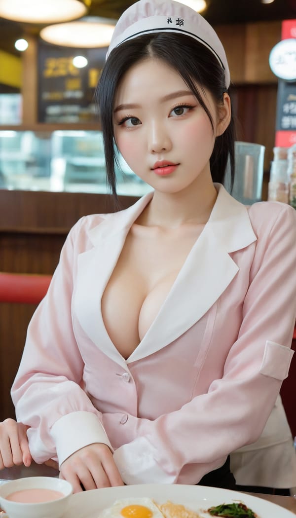 Tags: 21872187, SDXL
{"3": {"inputs": {"seed": 518069649815825, "steps": 64, "cfg": 5.79, "sampler_name": "dpmpp_2m", "scheduler": "karras", "denoise": 1.0, "model": ["27", 0], "positive": ["6", 0], "negative": ["7", 0], "latent_image": ["5", 0]}, "class_type": "KSampler"}, "4": {"inputs": {"ckpt_name": "juggernautxl.safetensors"}, "class_type": "CheckpointLoaderSimple"}, "5": {"inputs": {"width": 768, "height": 1344, "batch_size": 1}, "class_type": "EmptyLatentImage"}, "6": {"inputs": {"text": "18 year old girl, (korean:1.03), (idol:0.98), (pale skin:1.07), (beautiful eyes:1.00), (cute:0.99), (blush:1.14), (seductive facial expression:1.02), (slim:1.03), (detailed face:1.06), (sexy lips:1.05), (seductive pose:0.99), (double eyelids:1.14), (temptress:1.06), (eyelashes:0.98), (in a seductive pose:0.95), (large perky breasts:0.95), (cleavage:1.01), (thigh gap:1.01), (a waitress in uniform:0.96) working at a restaurant, (candid cinema:1.03), (RAW:1.07), (detailed skin:1.08), (film:1.07), (natural looking skin:1.00), (portra:1.08), (textured skin:1.04), (soft lighting:1.08), (skin fuzz:1.01)", "clip": ["27", 1]}, "class_type": "CLIPTextEncode"}, "7": {"inputs": {"text": "(low resolution:1.08), (worst quality:1.10), (bad hands:1.08), (watermark:1.07), (twisted:1.05), (distorted:1.05), (open mouth:1.11)", "clip": ["27", 1]}, "class_type": "CLIPTextEncode"}, "8": {"inputs": {"samples": ["3", 0], "vae": ["4", 2]}, "class_type": "VAEDecode"}, "25": {"inputs": {"lora_name": "nudify_xl.safetensors", "strength_model": 0.04, "strength_clip": 0.31, "model": ["4", 0], "clip": ["4", 1]}, "class_type": "LoraLoader"}, "26": {"inputs": {"lora_name": "shirtlift_SDXL_v2.safetensors", "strength_model": 0.0, "strength_clip": 0.16, "model": ["25", 0], "clip": ["25", 1]}, "class_type": "LoraLoader"}, "27": {"inputs": {"lora_name": "PerfectEyesXL.safetensors", "strength_model": 0.14, "strength_clip": 0.0, "model": ["26", 0], "clip": ["26", 1]}, "class_type": "LoraLoader"}, "30": {"inputs": {"model_name": "4x_NMKD-Superscale-SP_178000_G.pth"}, "class_type": "UpscaleModelLoader"}, "31": {"inputs": {"upscale_model": ["30", 0], "image": ["8", 0]}, "class_type": "ImageUpscaleWithModel"}, "32": {"inputs": {"upscale_method": "lanczos", "scale_by": 0.5, "image": ["31", 0]}, "class_type": "ImageScaleBy"}, "33": {"inputs": {"pixels": ["32", 0], "vae": ["4", 2]}, "class_type": "VAEEncode"}, "34": {"inputs": {"seed": 518069649815825, "steps": 64, "cfg": 5.79, "sampler_name": "dpmpp_2m", "scheduler": "karras", "denoise": 0.3, "model": ["27", 0], "positive": ["6", 0], "negative": ["7", 0], "latent_image": ["33", 0]}, "class_type": "KSampler"}, "36": {"inputs": {"samples": ["34", 0], "vae": ["4", 2]}, "class_type": "VAEDecode"}, "39": {"inputs": {"filename_prefix": "comfyapi-1723680291554", "images": ["36", 0]}, "class_type": "SaveImage"}}