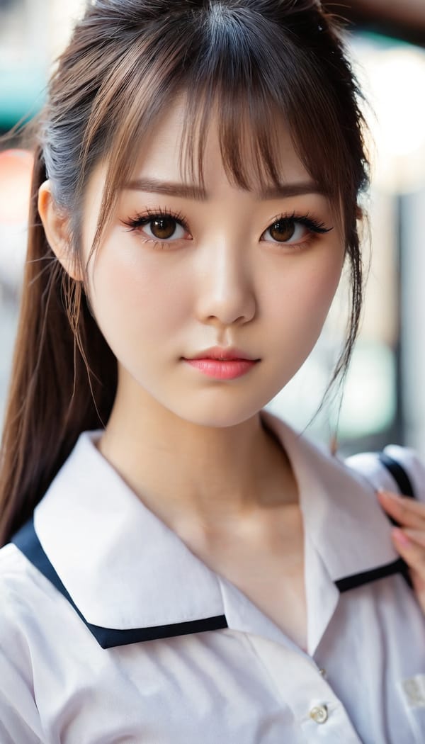 Tags: 21872187, SDXL
{"3": {"inputs": {"seed": 790495412215758, "steps": 32, "cfg": 6.71, "sampler_name": "dpmpp_2m", "scheduler": "karras", "denoise": 1.0, "model": ["27", 0], "positive": ["6", 0], "negative": ["7", 0], "latent_image": ["5", 0]}, "class_type": "KSampler"}, "4": {"inputs": {"ckpt_name": "juggernautxl.safetensors"}, "class_type": "CheckpointLoaderSimple"}, "5": {"inputs": {"width": 768, "height": 1344, "batch_size": 1}, "class_type": "EmptyLatentImage"}, "6": {"inputs": {"text": "27 year old girl, (japanese:1.12), (pale skin:1.08), (temptress:1.07), (cute:0.98), (double eyelids:1.04), (detailed face:1.12), (idol:1.12), (eyelashes:1.13), (beautiful eyes:0.97), (slim:1.14), (seductive facial expression:1.06), (seductive pose:0.95), (sexy lips:0.99), (blush:1.09), (perky ass:1.01), (exposed ass:0.98), (looking back:1.12), (sexy ass:0.98), (thigh gap:1.00), (school uniform:1.08), choker, busy street, (soft lighting:1.00), (textured skin:1.01), (RAW:1.00), (skin fuzz:1.00), (candid cinema:1.01), (detailed skin:1.08), (natural looking skin:1.04), (portra:1.09), (film:1.09)", "clip": ["27", 1]}, "class_type": "CLIPTextEncode"}, "7": {"inputs": {"text": "(distorted:1.09), (worst quality:1.12), (low resolution:1.07), (twisted:1.08), (watermark:1.13), (open mouth:1.07), (bad hands:1.09)", "clip": ["27", 1]}, "class_type": "CLIPTextEncode"}, "8": {"inputs": {"samples": ["3", 0], "vae": ["4", 2]}, "class_type": "VAEDecode"}, "25": {"inputs": {"lora_name": "nudify_xl.safetensors", "strength_model": 0.33, "strength_clip": 0.15, "model": ["4", 0], "clip": ["4", 1]}, "class_type": "LoraLoader"}, "26": {"inputs": {"lora_name": "shirtlift_SDXL_v2.safetensors", "strength_model": 0.13, "strength_clip": 0.02, "model": ["25", 0], "clip": ["25", 1]}, "class_type": "LoraLoader"}, "27": {"inputs": {"lora_name": "PerfectEyesXL.safetensors", "strength_model": 0.0, "strength_clip": 0.02, "model": ["26", 0], "clip": ["26", 1]}, "class_type": "LoraLoader"}, "30": {"inputs": {"model_name": "4x_NMKD-Superscale-SP_178000_G.pth"}, "class_type": "UpscaleModelLoader"}, "31": {"inputs": {"upscale_model": ["30", 0], "image": ["8", 0]}, "class_type": "ImageUpscaleWithModel"}, "32": {"inputs": {"upscale_method": "lanczos", "scale_by": 0.5, "image": ["31", 0]}, "class_type": "ImageScaleBy"}, "33": {"inputs": {"pixels": ["32", 0], "vae": ["4", 2]}, "class_type": "VAEEncode"}, "34": {"inputs": {"seed": 790495412215758, "steps": 32, "cfg": 6.71, "sampler_name": "dpmpp_2m", "scheduler": "karras", "denoise": 0.3, "model": ["27", 0], "positive": ["6", 0], "negative": ["7", 0], "latent_image": ["33", 0]}, "class_type": "KSampler"}, "36": {"inputs": {"samples": ["34", 0], "vae": ["4", 2]}, "class_type": "VAEDecode"}, "39": {"inputs": {"filename_prefix": "comfyapi-1733030953076", "images": ["36", 0]}, "class_type": "SaveImage"}}