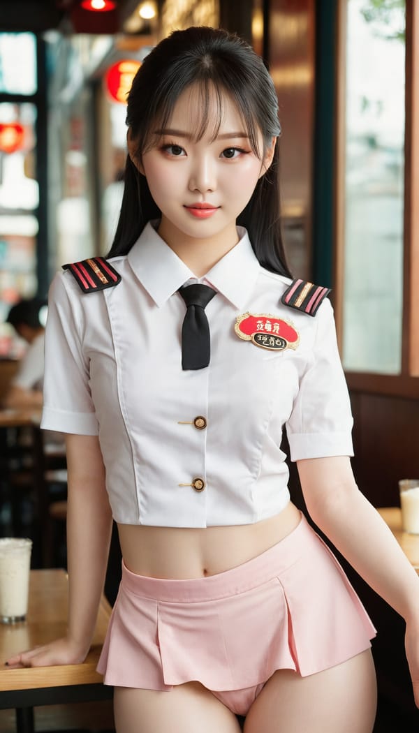 Tags: 21872187, SDXL
{"3": {"inputs": {"seed": 359521841283883, "steps": 64, "cfg": 6.91, "sampler_name": "dpmpp_2m", "scheduler": "karras", "denoise": 1.0, "model": ["27", 0], "positive": ["6", 0], "negative": ["7", 0], "latent_image": ["5", 0]}, "class_type": "KSampler"}, "4": {"inputs": {"ckpt_name": "juggernautxl.safetensors"}, "class_type": "CheckpointLoaderSimple"}, "5": {"inputs": {"width": 768, "height": 1344, "batch_size": 1}, "class_type": "EmptyLatentImage"}, "6": {"inputs": {"text": "25 year old girl, (chinese:0.97), (korean:1.07), (blush:1.11), (detailed face:1.12), (pale skin:1.03), (idol:1.00), (seductive facial expression:1.13), (cute:1.11), (sexy lips:1.12), (double eyelids:1.09), (eyelashes:0.95), (slim:1.01), (temptress:1.02), (seductive pose:1.00), (beautiful eyes:1.05), (perky ass:1.00), (exposed ass:1.11), (looking back:1.03), (sexy ass:0.98), (thigh gap:1.10), (a waitress in uniform:1.08) working at a restaurant, (textured skin:1.02), (portra:1.02), (soft lighting:1.04), (skin fuzz:1.04), (detailed skin:1.07), (natural looking skin:1.04), (film:1.05), (candid cinema:1.03), (RAW:1.05)", "clip": ["27", 1]}, "class_type": "CLIPTextEncode"}, "7": {"inputs": {"text": "(watermark:1.07), (twisted:1.13), (distorted:1.06), (open mouth:1.10), (low resolution:1.08), (bad hands:1.13), (worst quality:1.08)", "clip": ["27", 1]}, "class_type": "CLIPTextEncode"}, "8": {"inputs": {"samples": ["3", 0], "vae": ["4", 2]}, "class_type": "VAEDecode"}, "25": {"inputs": {"lora_name": "nudify_xl.safetensors", "strength_model": 0.33, "strength_clip": 0.17, "model": ["4", 0], "clip": ["4", 1]}, "class_type": "LoraLoader"}, "26": {"inputs": {"lora_name": "shirtlift_SDXL_v2.safetensors", "strength_model": 0.11, "strength_clip": 0.03, "model": ["25", 0], "clip": ["25", 1]}, "class_type": "LoraLoader"}, "27": {"inputs": {"lora_name": "PerfectEyesXL.safetensors", "strength_model": 0.01, "strength_clip": 0.14, "model": ["26", 0], "clip": ["26", 1]}, "class_type": "LoraLoader"}, "30": {"inputs": {"model_name": "4x_NMKD-Superscale-SP_178000_G.pth"}, "class_type": "UpscaleModelLoader"}, "31": {"inputs": {"upscale_model": ["30", 0], "image": ["8", 0]}, "class_type": "ImageUpscaleWithModel"}, "32": {"inputs": {"upscale_method": "lanczos", "scale_by": 0.5, "image": ["31", 0]}, "class_type": "ImageScaleBy"}, "33": {"inputs": {"pixels": ["32", 0], "vae": ["4", 2]}, "class_type": "VAEEncode"}, "34": {"inputs": {"seed": 359521841283883, "steps": 64, "cfg": 6.91, "sampler_name": "dpmpp_2m", "scheduler": "karras", "denoise": 0.3, "model": ["27", 0], "positive": ["6", 0], "negative": ["7", 0], "latent_image": ["33", 0]}, "class_type": "KSampler"}, "36": {"inputs": {"samples": ["34", 0], "vae": ["4", 2]}, "class_type": "VAEDecode"}, "39": {"inputs": {"filename_prefix": "comfyapi-1715839322591", "images": ["36", 0]}, "class_type": "SaveImage"}}